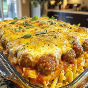 - 1 pound frozen meatballs (beef or turkey) - 2 cups dry penne pasta - 2 cups marinara sauce - 1 cup water - 1 cup shredded mozzarella cheese - 1/2 cup grated Parmesan cheese - 1 teaspoon Italian seasoning - Salt and pepper to taste - Fresh basil for garnish This dish is simple and satisfying. You start with frozen meatballs. They save time and taste great. Then, add dry penne pasta. It cooks right in the sauce. Next, pour in marinara sauce and water. This keeps everything moist and flavorful. Cheese is the star here! I use mozzarella for that gooey pull. Parmesan adds a nice, salty bite. Italian seasoning gives it a great flavor. Don't forget salt and pepper to bring it all together. For a fresh touch, I like to add basil on top. It looks nice and adds a pop of flavor. You can find the full recipe with all details to make this tasty meal. - Preheat your oven to 375°F (190°C). - In a large bowl, mix together frozen meatballs, dry penne pasta, marinara sauce, and water until well combined. This step is key for soaking the pasta. - Transfer the mixture into a greased 9x13 inch baking dish. Spread it evenly to help it cook well. - Cover the dish tightly with foil to keep moisture in while it bakes. Bake for 30 minutes to get everything nice and warm. - After 30 minutes, carefully remove the foil. Watch out for the steam! - Stir the casserole gently to mix it up. Then, sprinkle the mozzarella and Parmesan cheese on top. - Place the dish back in the oven without the foil. Bake it for another 15-20 minutes. Look for the cheese to be melted and golden brown. For the full recipe, check out the details above. Enjoy the tasty flavors of your Dump and Bake Meatball Casserole! To get a perfect casserole, spread the mixture evenly in the baking dish. This helps it cook well all around. Cover the dish with foil for the first bake. This keeps the meatballs and pasta moist and tasty. You can serve the casserole right from the dish. If you want, add extra marinara sauce on the side. Garnish with fresh basil for a burst of flavor and color. It makes the dish look nice too! This meal goes great with a side salad or warm garlic bread. Both add freshness and crunch. If you enjoy wine, try a light red like Pinot Noir or a crisp white like Sauvignon Blanc. These wines complement the flavors well. For the full recipe, check the cooking instructions above. {{image_4}} You can easily change this casserole to suit your taste. First, try different pasta types, like rotini or penne. Each pasta shape gives a new texture. If you want a creamy version, swap out marinara for alfredo sauce. This change adds a rich and smooth flavor. For the meat, you have options. You can use homemade meatballs if you want a fresh touch. Plant-based alternatives work great too. If you prefer, try different proteins like shredded chicken. Each protein adds a unique taste and makes the dish your own. Want some heat? Add crushed red pepper for a spicy kick. You can also include sautéed vegetables, like bell peppers or spinach, for added nutrition. These veggies not only boost health but also add color and flavor. Feel free to mix and match to create a casserole that fits your family’s tastes. For the full recipe, check out the details above. After enjoying your casserole, let it cool. Place it in an airtight container. This keeps it fresh. You should eat it within 3-4 days for the best taste and quality. Want to save some for later? You can freeze leftovers. They last up to 3 months in the freezer. Just make sure to wrap them well. You can reheat from frozen or thaw in the fridge first. Thawing makes it easier to bake. To enjoy your casserole again, you can reheat it. Use the oven or microwave. Make sure it gets hot all the way through. This will keep the flavors just right. Enjoy your meal! For the Full Recipe, check out the instructions above. Yes, you can use fresh meatballs. They will cook faster than frozen ones. Just check the meatballs' internal temperature to ensure they reach 165°F (74°C). Adjust your baking time. Start checking for doneness around 20 minutes into cooking. You can tell it's done when the cheese is melted and the edges bubble. This shows that the pasta cooked well and absorbed all the sauce. The top should be a nice golden brown. Let it cool for a few minutes before serving. Yes, you can prepare this dish ahead of time. Mix all the ingredients and store them in the fridge. You can also freeze it unbaked for later. Just remember to let it thaw before baking. This makes it easy to enjoy a great meal on busy days. Check out the Full Recipe for all the details. This blog post shares a simple and delicious meatball pasta bake recipe. You learned about key ingredients, like frozen meatballs and marinara sauce. I provided easy step-by-step instructions for baking and offered tips to enhance your dish. You can try different ingredients or serve it with your favorite sides. This dish is perfect for any gathering or a cozy night in. Enjoy making it and creating your own tasty variations!