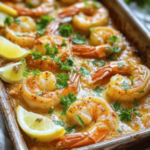 For this baked shrimp in garlic butter sauce, you'll need: - 1 lb large shrimp, peeled and deveined - 6 tablespoons unsalted butter, melted - 5 cloves garlic, finely minced - 1 tablespoon fresh lemon juice - 1 teaspoon sweet paprika - 1 teaspoon dried parsley (plus more for garnish) - Salt and freshly cracked black pepper to taste - 1/4 teaspoon red pepper flakes (optional) - Fresh lemon wedges, for serving Each ingredient plays an important role in building flavor. The shrimp brings a sweet, ocean taste. The garlic adds a strong aroma. Butter gives richness, while lemon juice brightens everything up. Here are some handy conversions to help you: - 1 lb = 16 oz - 1 tablespoon = 3 teaspoons - 1 teaspoon = 5 ml These conversions ensure you measure correctly. This way, you can achieve the perfect balance in your dish. Feel free to mix things up! Here are some options: - Add 1/4 cup grated Parmesan cheese for a cheesy touch. - Substitute fresh herbs like thyme or basil for a unique twist. - Use lime juice instead of lemon for a different flavor. These optional ingredients let you personalize the recipe. Experimenting with flavors keeps cooking exciting! For the full recipe, refer to the recipe section. To start, gather your ingredients. You need large shrimp, butter, garlic, lemon juice, and spices. First, preheat your oven to 400°F (200°C). This ensures a nice cooking environment. Next, melt the unsalted butter in a bowl. Add the minced garlic, fresh lemon juice, sweet paprika, and dried parsley. Mix in salt, black pepper, and red pepper flakes if you want heat. Stir these ingredients until they blend into a smooth garlic butter. This mixture gives the shrimp a rich flavor. Now, arrange the peeled and deveined shrimp in a single layer in a baking dish. Pour the garlic butter mixture over the shrimp. Make sure every shrimp gets coated for the best taste. Spread the shrimp evenly in the dish. This helps them cook evenly. Place the dish in the preheated oven and bake for 8-10 minutes. Watch closely. When the shrimp turn pink and opaque, they are done. Do not overcook them. This keeps them juicy and tender. Once baked, take the dish out of the oven. You can sprinkle more parsley on top for a nice look. Serve the baked shrimp right from the dish. Add fresh lemon wedges for a bright touch. I love serving this dish with crusty bread. It’s perfect for soaking up the garlic butter sauce. Enjoy this delightful meal while it's still warm! For a detailed recipe, check the Full Recipe. To pick the best shrimp, look for a few signs. Fresh shrimp should smell like the sea, not fishy. The shells should be shiny and firm. Check for any dark spots or blackening on the shells. Choose shrimp that are still in their shells for the best flavor and texture. If you can, buy shrimp that are wild-caught. They tend to have a better taste compared to farmed shrimp. Overcooked shrimp can become rubbery. To avoid this, keep a close eye while baking. Shrimp cook fast, usually in 8-10 minutes. When they turn pink and opaque, they are done. If you want to be extra sure, use a meat thermometer. The ideal internal temperature for shrimp is 120°F (49°C). If you follow these tips, your shrimp will stay juicy and tender. Adding herbs and spices can take your baked shrimp to new heights. Fresh herbs like parsley, cilantro, or basil add brightness. For more depth, try using spices like cumin or coriander. A squeeze of fresh lemon juice before serving brightens the flavor. You can also add a pinch of zest from the lemon for extra zing. Mixing these flavors creates a delightful experience that you and your guests will love. For a complete guide, check out the Full Recipe. {{image_4}} To make spicy garlic butter shrimp, add more heat. Use extra red pepper flakes or a dash of hot sauce. This will give the dish a fun kick. The shrimp will blend nicely with the spicy butter. For a fresh twist, try lemon herb shrimp. Add zest from a lemon and use fresh herbs like basil or cilantro. This will brighten the dish and add depth. The lemon will balance the richness of the butter. If you love cheese, this variation is for you. Sprinkle grated Parmesan on top of the shrimp before baking. The cheese will melt and create a crispy, savory layer. It adds a wonderful flavor that pairs well with the garlic butter. These variations let you explore different tastes while keeping the essence of the original recipe. You can find the full recipe for baked shrimp in garlic butter sauce above. Enjoy the journey of flavors! To store leftover baked shrimp, let them cool first. Place them in an airtight container. This helps keep the shrimp fresh. Store the container in the fridge for up to three days. If you want to keep them longer, you can freeze the shrimp. Use a freezer-safe bag and remove as much air as possible. Frozen shrimp can last up to three months. When reheating baked shrimp, do it gently. You want to keep them juicy. Preheat your oven to 350°F (175°C). Place the shrimp on a baking sheet. Cover them with foil to prevent drying out. Heat for about 10 minutes. You can also microwave them, but be careful. Heat in short bursts of 20 seconds. Check often to avoid overcooking. Baked shrimp are perfect for meal prep. They can fit into many dishes. Try adding them to salads for a protein boost. You can also mix them into pasta for a hearty meal. Another idea is to use them in tacos. Just add some fresh toppings like avocado and lime. Baked shrimp also taste great in a stir-fry. Mix with veggies and serve over rice or noodles. For the full recipe, check out the Garlic Butter Baked Shrimp Delight. To make Baked Shrimp in Garlic Butter Sauce, start by preheating your oven to 400°F (200°C). In a bowl, mix melted butter, minced garlic, lemon juice, sweet paprika, dried parsley, salt, pepper, and optional red pepper flakes. Next, place the cleaned shrimp in a baking dish and pour the garlic butter over them. Spread the shrimp out for even cooking. Bake for 8-10 minutes until the shrimp are pink and opaque. Serve hot with fresh lemon wedges and a sprinkle of parsley. For the full recipe, check the details above. Baked Shrimp pairs well with many sides. I love serving it with crusty bread. The bread soaks up the delicious garlic butter sauce. You can also serve it with rice or pasta for a filling meal. A fresh salad adds a nice crunch. Try a simple green salad with lemon vinaigrette. Roasted vegetables work great too, adding color and taste. Yes, you can use frozen shrimp! Just thaw them first. Place the shrimp in cold water for about 15 minutes. Drain and pat them dry. Using thawed shrimp helps the garlic butter soak in better. This way, you still get that tasty flavor in every bite. You now have all the details to make baked shrimp in garlic butter. We covered ingredients, step-by-step instructions, and handy tips. Remember to choose fresh shrimp and not to overcook them. Customizing your dish with spices or cheese can add a fun twist. Store leftovers well to enjoy later. With these easy steps, you can impress anyone! Enjoy your cooking journey with this delicious shrimp recipe.