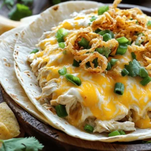 - 2 pounds boneless, skinless chicken breasts - 1 packet ranch seasoning mix - 8 ounces cream cheese, softened - 1 cup pepper jack cheese, shredded - 1 cup cooked, shredded chicken (optional) - 1/2 cup green onions, finely chopped - 1/2 cup crispy fried onions - Salt and pepper, to taste - Slow cooker - Mixing bowls - Measuring cups and spoons - Forks for shredding When I make Easy Pepper Jack Crack Chicken, I always start by gathering my ingredients. The main star is the chicken, which is tender and juicy. I choose boneless, skinless chicken breasts for a lean option. Next, I grab a packet of ranch seasoning mix. This adds a burst of flavor that pairs well with the creamy cheese. Speaking of cheese, I use 8 ounces of softened cream cheese to create a rich base. For a spicy kick, I choose 1 cup of shredded pepper jack cheese. Sometimes, I add 1 cup of cooked, shredded chicken for extra texture. Green onions give a nice crunch, so I chop 1/2 cup finely. I also sprinkle 1/2 cup of crispy fried onions on top for added flavor and texture. Lastly, I season with salt and pepper to taste. To cook all of this, I need a slow cooker. It works wonders to make the chicken tender. Mixing bowls help me combine ingredients. I also use measuring cups and spoons for precise amounts. Finally, I keep forks handy for shredding the chicken after cooking. For the full recipe, check out [Full Recipe]. 1. Start by placing the chicken breasts in your slow cooker. 2. Sprinkle the ranch seasoning mix over the chicken. Make sure to cover it well. 3. Next, add the softened cream cheese on top of the chicken. This will melt and add creaminess. 4. If you want more texture, layer in the cooked, shredded chicken now. 1. Cover the slow cooker with its lid. Set it to low for 6-8 hours or high for 4-5 hours. 2. Check the chicken for doneness as it cooks. It should be fork-tender and fully cooked. 3. Once done, shred the chicken right in the pot using two forks. Mix it well with the cream cheese and seasoning. 1. Gradually add the shredded pepper jack cheese to the chicken mixture. Stir until it melts and combines. 2. Taste your crack chicken. Adjust seasoning with salt and pepper if needed. 3. Just before serving, sprinkle green onions and crispy fried onions on top for added crunch. This dish is creamy, cheesy, and packed with flavor. For the full recipe, check out [Full Recipe]. To achieve perfectly tender chicken, use boneless, skinless breasts. Cooking them low and slow in your slow cooker is key. This method keeps the chicken moist and flavorful. Always check that the chicken is fork-tender before shredding. You can switch up the cheese varieties to add unique flavors. Cream cheese gives a rich base, but you might try gouda or cheddar for a twist. Each cheese brings its own taste and melts differently. Adjusting spice levels is easy. If you love heat, add more pepper jack cheese. For milder flavors, reduce the amount of cheese or use a different variety. You can also add chopped jalapeños for an extra kick. The best sides to serve with Crack Chicken are rice or mashed potatoes. They soak up the creamy sauce well. Fresh veggies like steamed broccoli or a simple salad also pair nicely. For parties, presentation matters. Serve Crack Chicken on a large platter. Garnish with green onions for a pop of color. Offer soft tortillas or slider buns so guests can make their own wraps. You can also use Crack Chicken in sandwiches or wraps. Spread some on bread or a tortilla, add veggies, and roll it up. This makes for a fun, easy meal that everyone will love. If you don’t have a slow cooker, try an Instant Pot. It cooks the chicken quickly while keeping it tender. Set it to high pressure for about 15 minutes, then shred as usual. For stovetop cooking, use a large pot. Add the chicken and seasoning, cover with a lid, and simmer on low. Stir often to prevent sticking and ensure even cooking. If you want to scale the recipe, simply adjust the ingredients. For example, if feeding a crowd, double the chicken and cheese. Just make sure your pot can hold it all! {{image_4}} You can mix things up with flavor variations for your Easy Pepper Jack Crack Chicken. Here are a few ideas: - Spicy Pepper Jack Crack Chicken: Add diced jalapeños or hot sauce for some heat. This version packs a punch and is perfect for spice lovers. - Herb-infused Crack Chicken: Mix in fresh herbs like rosemary or thyme. They add a nice touch and enhance the dish's aroma. - BBQ Crack Chicken alternative: Swap ranch seasoning for your favorite BBQ sauce. This gives a sweet and smoky flavor that many enjoy. If you have dietary needs, you can still enjoy this dish with a few tweaks: - Making it gluten-free: Use a gluten-free ranch seasoning mix. Check the label to ensure it is safe for your diet. - Dairy-free modifications using plant-based cheeses: Substitute cream cheese and pepper jack cheese with dairy-free options. Brands now offer great taste without the dairy. - Low-carb variations for keto diets: Skip the added sugar in sauces and stick with chicken and cheese. This keeps carbs low while being filling. You can serve Easy Pepper Jack Crack Chicken in various ways to suit your mood: - Crack Chicken as a dip: Serve it warm with tortilla chips or veggies. It makes a great appetizer for parties. - Using it in a casserole: Layer it with vegetables and cheese in a baking dish. Bake until golden for a hearty meal. - Presentation as sliders or tacos: Serve the crack chicken on slider buns or in soft tortillas. Add toppings like lettuce, tomatoes, and more cheese for a fun twist. Feel free to explore these variations and find what you love most about this dish. You can even check the Full Recipe for more inspiration. To store leftover Crack Chicken, let it cool first. Place it in an airtight container. This keeps it fresh. You can enjoy it for up to four days in the fridge. Always check for any strange smells or colors before eating. Want to save some for later? You can freeze portions of Crack Chicken. Use freezer-safe bags or containers. Leave space at the top for expansion. It lasts up to three months in the freezer. To reheat, thaw it overnight in the fridge. Heat on low in the microwave or stovetop until warm. If you have busy nights ahead, prepare Crack Chicken in advance. Cook it on the weekend, then store it. Use glass containers for easy reheating. Label them with the date to keep track. This makes dinner smooth and easy on busy days. Yes, you can use frozen chicken. Just make sure to add some extra cooking time. Place the frozen chicken in the slow cooker first. The ranch seasoning mix will still coat the chicken well. Cooking frozen chicken may take about 8-10 hours on low or 6-7 hours on high. Always check that the chicken is well cooked before serving. To check if the chicken is done, look for a few signs. The chicken should shred easily with a fork. If it is still firm, it needs more time. The color should be white or light pink, not red. You can also cut a piece open to check the center. If it’s hot and not pink, it’s ready. Yes, you can prepare this dish ahead of time. Cook the chicken and shred it as usual. Once it’s ready, let it cool. Store it in a sealed container in the fridge for up to three days. When you’re ready to eat, just reheat it on the stove or in the microwave. This dish pairs well with many sides. Consider serving it with: - Soft flour tortillas for wraps - Crispy potato chips for crunch - A fresh green salad for balance - Steamed veggies for a healthy touch - Rice or mashed potatoes to soak up the sauce Explore these options to make your meal even better! For the full recipe, check the details above. In this blog post, we explored how to make Easy Pepper Jack Crack Chicken. We covered the ingredients, cooking steps, tips, variations, and storage methods. You learned how to achieve tender chicken and enhance flavors with different cheeses and spices. Remember, this dish is versatile for any meal. You can serve it in many ways, from dips to casseroles. Enjoy creating your own version of this crowd-pleasing recipe!