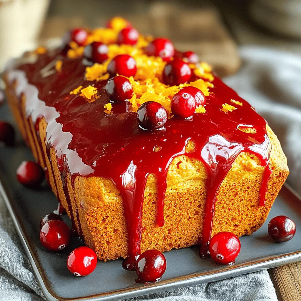 - 1 cup powdered sugar - 2 tablespoons freshly squeezed orange juice - 1 tablespoon cranberry juice - Zest of 1 medium orange - 1 tablespoon unsalted butter, melted - Pinch of fine sea salt Using fresh orange juice gives your glaze a bright flavor. The zest from the orange adds even more aroma and taste. Cranberry juice brings a nice tang that balances the sweetness. Powdered sugar is the base, making the glaze smooth and easy to drizzle. Unsalted butter adds a rich texture, while salt enhances all the flavors. Each ingredient plays a part in the final taste. If you don't have orange juice, try lemon juice for a different taste. You can use apple juice instead of cranberry juice if you prefer a milder flavor. For a dairy-free option, swap unsalted butter with coconut oil. If you want a different sweetness, you can use agave syrup in place of powdered sugar, but the glaze may be less thick. These substitutes can help you adjust the glaze to your own taste. To start, gather your ingredients. You need: - 1 cup powdered sugar - 2 tablespoons freshly squeezed orange juice - 1 tablespoon cranberry juice - Zest of 1 medium orange - 1 tablespoon unsalted butter, melted - Pinch of fine sea salt Make sure your butter is melted and your juices are freshly squeezed. Fresh ingredients make a big difference in flavor. Zesting the orange adds a bright touch. Now, let’s mix everything together. Begin by sifting the powdered sugar into a medium bowl. This helps make your glaze smooth. Next, pour in the orange juice and cranberry juice. Stir well to combine. Add the orange zest and melted butter. These ingredients bring flavor and richness. Use a whisk or fork to blend until smooth. If it seems too thick, add a few drops of water or orange juice. Once mixed, add a pinch of fine sea salt. This balances the sweetness and enhances the taste. Let the glaze rest for about 5 minutes. This resting time helps it thicken up, making it perfect for drizzling. Drizzle this gorgeous glaze over your cooled orange cranberry bread. Watch it cascade down the sides! For a fun twist, sprinkle some extra orange zest or whole cranberries on top. Enjoy your delicious creation! To change the sweetness or tartness of your glaze, you can play with the juices. If you want more sweetness, add extra powdered sugar. For more tartness, squeeze in more cranberry juice. Taste as you mix. This helps you find the perfect balance for your palate. Getting the right glaze consistency is key for a great look. Start with the basic recipe. If it feels too thick, add a few drops of water or more orange juice. If it’s too thin, mix in more powdered sugar. Aim for a smooth but thick glaze that drips nicely off a spoon. For a stunning presentation, drizzle the glaze over your cooled orange cranberry bread. Let it flow down the sides for a lovely look. You can also top it with extra orange zest or whole cranberries for color and fun. This makes your dish pop and adds a festive touch. {{image_4}} You can add more flavor to the orange cranberry bread glaze. Try adding a dash of vanilla extract. This brings a warm, sweet note. You can also add spices like cinnamon or nutmeg for a cozy touch. They pair well with the tart cranberries and sweet oranges. This glaze is not just for orange cranberry bread! It works great on muffins, scones, and even pancakes. The bright flavor lifts these treats. Imagine a warm scone topped with this tangy glaze. Each bite bursts with citrus goodness. You can also drizzle it over cakes for a delightful finish. You can make this glaze festive for special occasions. During the winter holidays, add a splash of peppermint extract. This gives a refreshing twist. For Thanksgiving, you might include a bit of apple cider for warmth. These small changes can make your glaze unique and perfect for celebrations. Explore the Full Recipe to try out these variations and find your favorite! To keep your orange cranberry glaze fresh, store it in an airtight container. Glass jars work great. Place a piece of plastic wrap directly on the glaze before sealing the lid. This step helps prevent a crust from forming. Always let the glaze cool completely before storing it. When stored properly, this glaze lasts up to one week in the fridge. Check for any changes in color or texture before using it. If it looks fine, give it a good stir. You can use this glaze on muffins, scones, or even pancakes. You can freeze this orange cranberry glaze for future use. Pour it into an ice cube tray or small containers. Cover them tightly and freeze. When you need the glaze, thaw it in the fridge overnight. Stir well before serving. This method keeps the glaze tasty and ready to use! Yes, you can use frozen cranberries for the glaze. Just thaw them first. This helps release their juice for a strong flavor. Frozen cranberries work well in recipes when fresh ones are not available. Just remember, they might need a little extra time to break down. To make your glaze thicker, add more powdered sugar. Mix it in slowly until you reach your desired thickness. If it’s too thick, you can make it thinner by adding a few drops of water or more orange juice. Stir well after each addition, so it blends smoothly. This glaze is versatile. You can use it on many baked goods. It pairs well with muffins, cakes, or scones. Drizzle it over pancakes or waffles for a sweet twist. The bright flavors add a nice touch to any breakfast or dessert. You can find the full recipe linked above for more ideas! This blog post covered key points to create the perfect glaze. We explored ingredients, their benefits, and substitutions. I shared step-by-step instructions for mixing and adding final touches. You learned tips for adjusting flavor and improving presentation. We also examined variations and storage practices to extend shelf life. In conclusion, making a glaze can be easy and fun. With the right tips and techniques, you can enhance any baked good. Enjoy experimenting and personalizing your glaze creations!