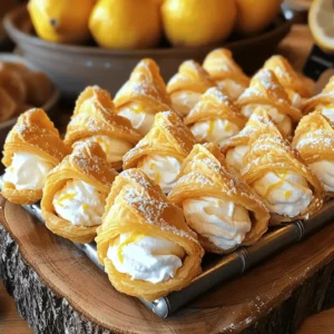 - All-purpose flour - Unsalted butter - Powdered sugar - Vanilla extract - Eggs - Salt - Heavy cream - Mascarpone cheese - Granulated sugar - Lemon zest To make Italian Cream-Filled Cannoncini, you need a few simple ingredients. Each one plays a key role in the taste and texture of this delightful dessert. If you want to swap out the all-purpose flour, try almond flour or a gluten-free blend. For sweeter options, you can use coconut sugar or agave syrup instead of granulated sugar. If you need a dairy-free option for the filling, use coconut cream and a dairy-free cream cheese. - Mixing bowls - Pastry cutter or fork - Piping bag with star nozzle - Metal cannoncini tubes Gathering the right tools will help you create these delicious pastries. A mixing bowl is essential for combining your ingredients. A pastry cutter or fork helps blend the butter into the flour. The piping bag lets you fill each cannoncini with that rich cream. And, of course, the metal tubes shape the cannoncini perfectly! For the full details and steps, check out the Full Recipe. To start, you need to mix your dry ingredients. In a large bowl, combine 1 cup of all-purpose flour, 1/2 cup of cold cubed unsalted butter, 1/4 cup of powdered sugar, and 1/4 teaspoon of salt. Use a pastry cutter or fork to blend until it looks like coarse crumbs. You want some small bits of butter to stay visible. Next, it’s time to add the wet ingredients. Crack in 2 large eggs and add 1/2 teaspoon of vanilla extract. Mix gently until the dough comes together. Be careful not to overwork it. Shape the dough into a disc, wrap it in plastic wrap, and chill it in the fridge for at least 30 minutes. This helps the flavors meld and the dough firm up. Once your dough is ready, preheat your oven to 400°F (200°C). Line a baking sheet with parchment paper to prevent sticking. Now, roll out the chilled dough on a lightly floured surface. Aim for a thickness of about 1/8 inch. Cut long strips that are about 1 inch wide. Take each strip and wrap it around the metal cannoncini tubes, slightly overlapping the dough. Make sure to seal the edges well. Arrange the wrapped tubes on your baking sheet, leaving space between them. Bake for 15 to 20 minutes. They should turn golden brown and crisp. After baking, let them cool for a few minutes. Carefully slide the pastry shells off the tubes and cool them on a wire rack. For the cream filling, grab a mixing bowl. Use an electric mixer to whip together 1/2 cup of heavy cream, 1/4 cup of granulated sugar, and 1 teaspoon of vanilla extract. Beat until soft peaks form. Now, gently fold in 1/2 cup of mascarpone cheese and the zest of 1 lemon. Use a spatula to mix until the filling looks smooth and creamy. Next, fit a piping bag with a star nozzle and fill it with your cream mixture. Carefully pipe the filling into each cooled cannoncini shell. Start at one end and move to the other to fill them generously. For the final touch, dust the filled cannoncini with powdered sugar just before you serve them. This adds a lovely sweetness and elegance. Enjoy these delightful treats! - Temperature and texture of dough: Start with cold butter. It helps create a flaky texture. Chill your dough for at least 30 minutes. This step is key for the right consistency. - Ensuring even baking: Position your cannoncini tubes with space between them. This allows hot air to circulate. It ensures they bake evenly and turn golden brown. - Tips for filling cannoncini without mess: Use a piping bag with a star nozzle. Fill it with your cream. Start at one end and pipe toward the other. This method keeps the filling even and neat. - How to achieve decorative finishes: After filling, you can create swirls on top. Dust with powdered sugar for extra flair. Consider adding a touch of lemon zest on top for color. - Ideal accompaniments: Pair cannoncini with coffee or a dessert wine. Fresh berries also add a nice touch. They balance the sweetness of the cream. - Presentation tips for serving: Use a beautiful platter. Arrange cannoncini in a single layer. A light dusting of powdered sugar makes them look elegant. {{image_4}} Cannoncini offer a world of fun when it comes to filling and dough. You can mix and match to create your own unique treat. - Chocolate ganache filling: Melt dark chocolate with heavy cream. Stir until smooth. Chill it slightly before filling your cannoncini. The rich taste pairs well with the crispy shell. - Fruit-flavored fillings: Use pureed fruits like strawberries or raspberries. Mix the puree with cream cheese for a fruity twist. You can also add zest for extra flavor. This makes for a fresh and vibrant dessert. - Gluten-free recipes: Substitute all-purpose flour with a gluten-free blend. Make sure it has a good binding agent like xanthan gum. This way, your cannoncini will still be crispy and delicious. - Savory versions of cannoncini: Try using cheese and herbs in the dough. Fill them with ricotta or goat cheese mixed with herbs. These savory cannoncini are perfect for a unique appetizer. - Authentic Italian styles: In Italy, cannoncini often feature a rich cream filling. They can come in different sizes and shapes. Each region has its own twist on the classic recipe. - Adaptations from different cultures: Some cultures fill cannoncini with custard or whipped cream. Others might add nuts or spices. These variations show how versatile this dessert can be. Explore these variations to add a personal touch to your Italian cream-filled cannoncini. Don't forget to check the Full Recipe for guidance as you create your own delights! To keep your cannoncini fresh, store them in an airtight container. This keeps out air and moisture. You can place them in the fridge, but they taste best at room temperature. If you need to store them longer, freezing is a good option. Just wrap each piece in plastic wrap and place them in a freezer bag. They can last up to three months in the freezer. When you want to refill leftover cannoncini, first check their texture. If they feel soft, consider crisping them up in the oven for a few minutes. Once cooled, use fresh cream filling for the best taste. You can refill them within a week for the best flavor. Always taste test to ensure they are still delightful! To prevent sogginess, keep the filling separate from the shells until serving. Store the shells in a dry place, away from humidity. If you know you won't eat them soon, you can freeze the empty shells. This keeps them crisp. When ready to eat, fill them just before serving for the best texture. Cannoncini are small, cream-filled pastries with a rich history in Italy. They originated in the northern regions, especially around Tuscany. Their name comes from the word "cannon," which means “tube” in Italian. These treats symbolize joy and celebration. You will often find them at weddings and festive gatherings. Cannoncini taste best when fresh. You can store them for up to two days. Keep them in an airtight container at room temperature. This way, they stay crisp. If you fill them, eat them within a day for the best taste. Yes, you can prepare the shells in advance. Bake them and store them in a container. Just wait to fill them until right before serving. This keeps the shells crisp and delicious. You can also whip the cream filling a day early. Just remember to keep it chilled. For the best cannoncini, visit local Italian bakeries. They often have these treats fresh. You can also find them online from specialty shops. Just search for authentic Italian pastries. Many options will ship directly to your home. Cannoncini share similarities with cream puffs and eclairs. All three have a light pastry shell filled with cream. Cream puffs are round, while eclairs are long. Each offers a unique taste and texture, but the joy of cream filling is what connects them all. Cannoncini are a delightful treat made from simple ingredients like flour, butter, and cream. We explored each step, from mixing the dough to creating the perfect filling. I shared tips for achieving that crunchy shell and ideas for fun variations. Proper storage methods help preserve their crispness and taste. You can make these treats your own with different flavors or fillings. Whether you serve them at a party or enjoy them at home, cannoncini are sure to impress. Try making them yourself for a delicious experience!