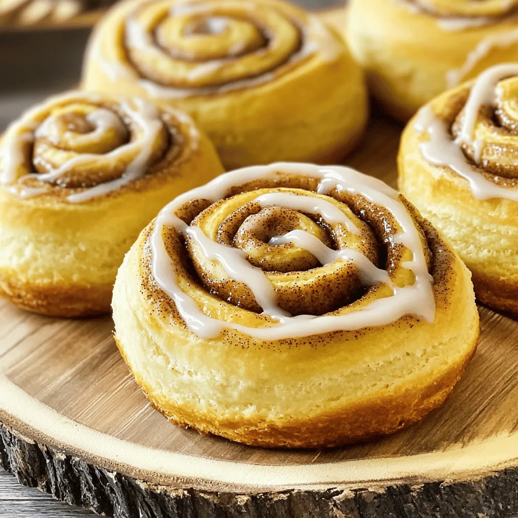 - 2 cups Bisquick baking mix - 2 tablespoons granulated sugar - 2/3 cup milk (plus extra for icing) - 2 tablespoons unsalted butter, melted - 1 tablespoon ground cinnamon - 1/4 cup packed brown sugar - 1 cup powdered sugar - 2 tablespoons cream cheese, softened to room temperature - 1/2 teaspoon pure vanilla extract When you gather these ingredients, you set the stage for warm, gooey cinnamon rolls. Bisquick baking mix is great because it takes the guesswork out of measuring flour and baking powder. The sugar adds sweetness, while the butter makes the rolls rich and tasty. Milk keeps the dough moist. - Additional spices (nutmeg, allspice) - Chopped nuts (walnuts, pecans) - Chocolate chips Feel free to get creative! Adding spices like nutmeg or allspice can give your rolls extra warmth. Chopped nuts add crunch, and who can resist chocolate chips? You can even mix and match these optional ingredients for a unique twist on the classic recipe. The possibilities are endless! For the full recipe, check out the detailed steps provided in the previous sections. Happy baking! - Preheat the oven to 400°F (200°C) and grease the baking dish. - Combine 2 cups of Bisquick baking mix and 2 tablespoons of granulated sugar in a large mixing bowl. Stir well with a whisk. - Gradually add 2/3 cup of milk and 2 tablespoons of melted unsalted butter. Mix until you form a soft, slightly sticky dough. - Lightly flour your workspace and transfer the dough onto it. - Roll the dough out into a rectangle about 1/4 inch thick. Aim for even thickness. - In a separate bowl, mix 1 tablespoon of ground cinnamon with 1/4 cup of packed brown sugar. Sprinkle this mixture evenly over the rolled-out dough. - Starting from one long edge, roll the dough tightly into a log shape. - Pinch the seam to seal it. Slice the log into 10 equal pieces. - Place the rolls cut-side up in the greased baking dish. Bake for 15-20 minutes until golden brown. - While the rolls bake, prepare the icing. Whisk together 1 cup of powdered sugar, 2 tablespoons of softened cream cheese, and 1/2 teaspoon of pure vanilla extract. Add milk until smooth. - Once baked, let the rolls cool for a few minutes. Drizzle the icing generously over the warm rolls. Enjoy this easy and delicious Bisquick cinnamon rolls recipe! For the full recipe, check the details above. To make the best Bisquick cinnamon rolls, do not overwork the dough. Overworking can lead to tough rolls. Instead, mix just until it comes together. Resting the dough for a few minutes helps too. This short break makes it easier to roll out and shape. Want to boost flavor? Try different spices and flavorings. While cinnamon is classic, nutmeg or allspice adds a nice twist. Always use fresh cinnamon for stronger taste. The fresh scent and intense flavor make a big difference. How you present the rolls matters. Use a small sifter for icing. It helps create an even drizzle on top. Serve the rolls warm for the best experience. Warm cinnamon rolls melt in your mouth and enhance the flavors. {{image_4}} You can easily switch up the flavor of your Bisquick cinnamon rolls. One fun option is to make apple cinnamon rolls. Just add diced apples into the filling. This gives a sweet and fruity twist. The juicy apples mix well with the cinnamon and sugar. Another great idea is pumpkin spice Bisquick cinnamon rolls for fall. Use pumpkin puree and pumpkin spice mix. This creates a warm and cozy flavor. You can enjoy these rolls during the holidays or any chilly day. When it comes to frosting, you have choices! A cream cheese frosting adds a rich, creamy touch. It pairs perfectly with the warm rolls. You can also make a simple glaze. Just mix powdered sugar with a little milk. This creates a sweet, thin layer on top. Want something extra special? You can add cocoa powder to the glaze for chocolate icing. This gives a delightful chocolate flavor that works well with the cinnamon rolls. Experiment with these options to find your favorite! For more details, check out the Full Recipe. To keep your cinnamon rolls fresh, store them in the fridge. Place the rolls in an airtight container or wrap them in plastic wrap. This helps prevent them from drying out. They will stay good for about three days. When you want to enjoy them again, reheating is key. Preheat your oven to 350°F (175°C). Place the rolls on a baking sheet and cover them with foil. Heat for about 10-15 minutes. This keeps them soft and warm. Freezing is a great option if you have extra cinnamon rolls. You can freeze both uncooked and baked rolls. For uncooked rolls, after cutting them, place them on a baking sheet. Freeze until solid, then transfer to a freezer-safe bag. For baked rolls, let them cool completely first. Wrap each roll in plastic wrap and then foil. This prevents freezer burn. You can freeze them for up to three months. To use frozen rolls, thaw them in the fridge overnight. If they are uncooked, bake them straight from the freezer. Just add a few extra minutes to the baking time. If they are baked, reheat them in the oven or microwave. Enjoy your delicious cinnamon rolls anytime! Yes, you can use regular flour. However, you must add baking powder and salt. For every cup of flour, mix in 1 tablespoon of baking powder and 1/2 teaspoon of salt. This helps mimic Bisquick's rise and taste. The texture may differ slightly, but you will still have tasty rolls. To make dairy-free cinnamon rolls, replace milk and butter with plant-based options. Use almond milk or oat milk instead of regular milk. For butter, try coconut oil or a dairy-free spread. This keeps your rolls soft and moist without dairy. Here are some common mistakes to watch for: - Overmixing the dough: This can lead to tough rolls. Mix just until combined. - Not rolling the dough evenly: Aim for a uniform thickness. This helps with even baking. - Skipping the resting time: Let the dough rest for a few minutes if it feels too sticky. - Not preheating the oven: Ensure your oven is hot before baking. This helps the rolls rise nicely. With these tips, your Bisquick cinnamon rolls will turn out perfect every time! You learned how to make delicious cinnamon rolls with simple ingredients. We covered every step, from mixing dough to baking and icing. Use tips for perfecting your rolls and try tasty variations! Remember, experimenting leads to new flavors. Follow the storage tips for fresh rolls later. Enjoy the process, and share with family and friends for smiles all around. Making these treats is fun and rewarding! With practice, you'll master them in no time. Happy baking!