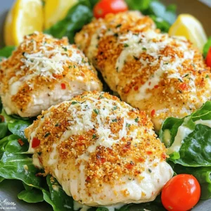 - 4 boneless, skinless chicken breasts - 1 cup Caesar dressing - 1 cup breadcrumbs (preferably panko) - 1/2 cup freshly grated Parmesan cheese - 1 tablespoon Italian seasoning - Salt and black pepper to taste - 2 cups romaine lettuce, chopped - Cherry tomatoes, halved - Lemon wedges for serving For this Baked Caesar Chicken, you need simple and fresh ingredients. The chicken breasts form the base of the dish. Boneless and skinless chicken is easy to cook and keeps it tender. Caesar dressing adds rich flavor and moisture. You can use store-bought or make your own if you want a personal touch. Panko breadcrumbs give a great crunch. They are lighter than regular breadcrumbs, making your chicken crispy. Freshly grated Parmesan cheese brings a salty, nutty taste. It pairs well with the dressing and adds depth to the dish. Seasoning is key. I love using Italian seasoning for its herbal notes. A pinch of salt and black pepper rounds out the flavors. For a fresh salad, chopped romaine lettuce adds a nice crunch. Halved cherry tomatoes bring color and sweetness to the plate. Finally, serve with lemon wedges. A squeeze of lemon brightens the dish and enhances the flavors. This straightforward ingredient list makes Baked Caesar Chicken a great choice for any cook. You can find the Full Recipe [here]. - Preheat the oven to 400°F (200°C). - Season the chicken with salt, black pepper, and Italian seasoning. - Marinate the chicken in Caesar dressing for 15 minutes. Start by preparing your oven. Preheating it to 400°F ensures the chicken cooks evenly. Next, grab your chicken breasts. Place them in a bowl and season them well. Use salt, black pepper, and Italian seasoning to enhance the flavor. After seasoning, pour Caesar dressing over the chicken. Make sure each piece is coated well. Let it sit for 15 minutes. This marinating step helps the chicken absorb the tasty dressing. - Mix panko breadcrumbs with Parmesan cheese. - Coat the chicken with breadcrumb mixture. - Arrange chicken on a greased baking sheet. - Bake for 25-30 minutes and check the internal temperature. Now, let’s get to cooking. In a bowl, mix panko breadcrumbs with freshly grated Parmesan cheese. This mix will give your chicken a crunchy topping. Take each marinated chicken breast and press it into the breadcrumb mix. Ensure both sides are well coated. Then, lay the chicken on a greased baking sheet. Make sure to leave space between each piece. Place the baking sheet in the oven. Bake for 25-30 minutes. Use a meat thermometer to check the chicken's internal temperature. It should reach 165°F (75°C). - Prepare a romaine salad with Caesar dressing. - Let chicken rest for 5 minutes after baking. - Serve with salad, cherry tomatoes, and lemon wedges. While the chicken bakes, prepare a fresh salad. Toss chopped romaine lettuce with some Caesar dressing. This salad pairs well with the chicken. Once the chicken is done, take it out and let it rest for 5 minutes. This step keeps the juices inside. To serve, place a chicken breast on each plate. Add a generous portion of the romaine salad next to it. Garnish with halved cherry tomatoes and a lemon wedge. Squeeze the lemon over the chicken for added brightness. Enjoy your Baked Caesar Chicken Delight! For the complete recipe, check out the [Full Recipe]. To get a crispy topping, use panko breadcrumbs. They give great crunch. Mix them with Parmesan cheese for extra flavor. Press the chicken firmly into the mixture. This helps it stick better. Bake your chicken until it reaches an internal temperature of 165°F (75°C). This ensures it is safe to eat. For best results, marinate the chicken in Caesar dressing. You can use store-bought or homemade dressing. Let the chicken soak in the dressing for at least 15 minutes. This short time boosts flavor and keeps the meat juicy. For more intense taste, marinate for up to one hour. To create an appealing platter, stack the salad next to the chicken. This adds color and style. Garnish with extra Parmesan cheese and fresh herbs like parsley. Cherry tomatoes also look nice on the plate. They add a pop of color and freshness. {{image_4}} You can change the flavor by using different dressings. Try making your own Caesar dressing. Homemade dressing often tastes fresher and richer. You can also experiment with other dressings. Ranch or vinaigrette can bring a new twist to your dish. These alternatives can add a fun flair to your meal. If you want to switch up the protein, chicken is not your only option. Turkey works well and stays juicy. Fish, like salmon, can also be a great substitute. It cooks quickly and gives a lighter taste. For those on a gluten-free diet, choose gluten-free breadcrumbs. They will still give you that crunchy topping everyone loves. Adding vegetables can enhance the meal. Roasted vegetables, such as bell peppers or zucchini, pair nicely with the chicken. You can toss them in the oven alongside the chicken. This adds color and flavor to your plate. Don't forget to add toppings to your salad, too. Croutons, nuts, or extra cheese can make it more exciting. For the full recipe, check out the Baked Caesar Chicken Delight 🥗. To keep your Baked Caesar Chicken fresh, store it in the fridge. Place the chicken in an airtight container. This helps prevent odors from other foods. You can store it for about 3 to 4 days. If you want to enjoy it longer, consider freezing it. When it’s time to eat leftovers, the oven is the best choice. Preheat your oven to about 350°F (175°C). Bake the chicken for 10 to 15 minutes. This helps keep it crispy. The microwave can also work, but it may make the chicken soft. If you use the microwave, only heat it for a short time. To freeze the chicken, let it cool first. Wrap each piece tightly in plastic wrap. Then, place them in a freezer bag. This protects against freezer burn. You can freeze it for up to 3 months. When you’re ready to eat, thaw it in the fridge overnight. Reheat it in the oven to keep that crunchy topping. Baked Caesar Chicken takes about 25 to 30 minutes to bake. Preheat your oven to 400°F (200°C) for the best results. Insert a meat thermometer into the thickest part of the chicken. The chicken is done when it reaches an internal temperature of 165°F (75°C). This ensures the chicken is safe to eat and juicy. Yes, you can prepare Baked Caesar Chicken ahead of time. Season and marinate the chicken in Caesar dressing up to 24 hours in advance. Store it covered in the fridge. You can also coat the chicken in breadcrumbs before baking. Just cover it with plastic wrap and keep it in the fridge for up to 2 hours. Bake it when you’re ready to eat. Baked Caesar Chicken pairs well with many sides. Here are some tasty options: - Garlic bread for a crunchy side. - Roasted vegetables like broccoli or carrots. - A simple pasta salad with tomatoes and cucumbers. - Creamy mashed potatoes for a comfort food twist. - Quinoa or rice for a light and healthy option. These sides enhance your meal and add more flavor to your plate. For more ideas, check the Full Recipe for inspiration. In this post, we explored the tasty Baked Caesar Chicken. We covered the main ingredients: chicken breasts, Caesar dressing, breadcrumbs, and Parmesan cheese. I shared step-by-step cooking instructions, key tips for the best results, and fun variations to try. Don’t forget to store leftovers properly for later. With crisp flavors and easy preparation, this dish is perfect for any meal. Enjoy the deliciousness and creativity that comes from this recipe!