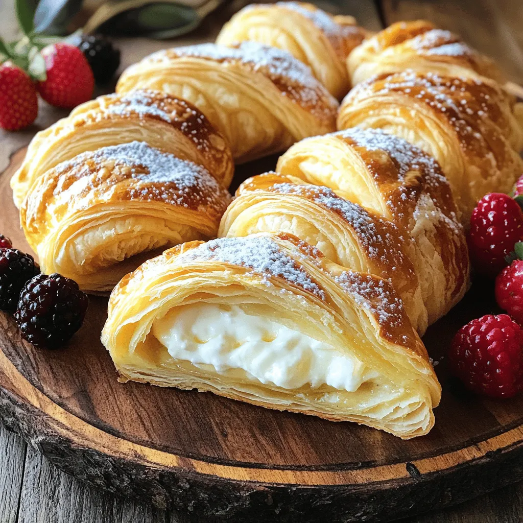 - 1 sheet of puff pastry, thawed - 8 oz cream cheese, softened - 1/2 cup granulated sugar - 1/4 cup sour cream - 1 teaspoon vanilla extract - 1 teaspoon fresh lemon zest - 1 egg (for egg wash) - A pinch of sea salt - 1/4 cup powdered sugar (for drizzling) - 1 tablespoon milk (for the icing) When baking, accuracy is key. Use a kitchen scale for the cream cheese. This ensures the right texture. For the sugar, stick to the standard cup measurement. Use a teaspoon measure for the vanilla and lemon zest. This keeps the flavor just right. The egg wash should cover the tops lightly but evenly. This gives a nice color when baked. If you want a lighter option, use Greek yogurt instead of sour cream. It gives a similar tang. For a dairy-free version, try a plant-based cream cheese. You can also use a sugar substitute if you prefer. If you don't have puff pastry, use phyllo dough. Just layer it for a flaky texture. Each choice can change the taste, so pick what you like best! Start by preheating your oven to 375°F (190°C). This step is key for a great bake. Next, prepare a baking sheet. Line it with parchment paper to stop sticking. Now, lightly dust your work surface with flour. Take your thawed puff pastry sheet and roll it out. Aim for an even thickness. Shape it into a rectangle. Cut this rectangle into four equal squares. These will be your pastry bases. In a medium bowl, mix the filling. Combine 8 oz of softened cream cheese with 1/2 cup of granulated sugar, 1/4 cup of sour cream, 1 teaspoon of vanilla extract, 1 teaspoon of fresh lemon zest, and a pinch of sea salt. Use a hand mixer or rubber spatula to blend until creamy and smooth. Now it’s time to fill the pastry. Take a generous spoonful of the cream cheese mixture and place it in the center of each square. Leave space at the edges for folding. Next, fold each corner of the pastry squares inward. Pinch them together to seal the filling inside. This step is vital for keeping the filling from spilling out while baking. In a small bowl, whisk one egg to create an egg wash. Use a pastry brush to spread a thin layer over the tops of each Danish. This wash gives the pastries a golden crust. Place the Danishes on the prepared baking sheet and bake for about 20-25 minutes. Keep an eye on them, as oven times can vary. While they bake, prepare the icing. Mix 1/4 cup of powdered sugar with 1 tablespoon of milk in a small bowl. Stir until smooth. After baking, remove the Danishes from the oven. Let them cool for a few minutes on a wire rack. Finally, drizzle the icing over the warm pastries for a sweet finish. For the full recipe, check out the earlier section. Enjoy your delicious breakfast cheese Danishes! To get that flaky crust, keep your puff pastry cold. Cold butter creates layers. When you roll it out, do not press too hard. Light pressure helps keep those layers intact. Make sure to chill the pastry after cutting it into squares. This step makes the crust puff up nicely when baked. Use room-temperature cream cheese for a smooth filling. Cold cream cheese clumps up. Mix well with sugar, sour cream, and lemon zest. This mix should be creamy and light. Don’t overfill the pastry. A generous spoonful is enough. Leave space around the edges to seal them well. If your Danishes don’t puff, check your oven temperature. An oven thermometer helps ensure accuracy. If the tops brown too fast, cover them with foil. For soggy bottoms, bake them on the middle rack. This allows better air circulation. If they stick to the baking sheet, use parchment paper. It keeps them from sticking and helps with cleanup. For the complete recipe, refer to the Full Recipe section. {{image_4}} You can make your cheese Danish even better by adding fruit or jam. Fresh fruits like berries, apples, or peaches work great. Slice them thinly and mix them into the cream cheese filling. This adds flavor and color. You can also use your favorite jam for a quick option. Just spoon a little jam over the cream cheese before you fold the pastry. The sweet fruit or jam blends well with the creamy cheese. It creates a tasty surprise in every bite. Another way to change up your cheese Danish is to use flavored cream cheese. You can find many types at the store. Try strawberry, blueberry, or even chocolate cream cheese. If you want to get creative, mix your own flavors. Add some cinnamon, nutmeg, or cocoa powder to the plain cream cheese. A splash of almond or orange extract can also add a nice twist. These flavors can bring new life to your Danish and keep things exciting. If you need a gluten-free option, you can still enjoy cheese Danishes. Look for gluten-free puff pastry at your local store. Make sure to read the package to ensure it works well for baking. You can also make your own gluten-free dough with almond flour or rice flour. The filling stays the same, so you won’t miss out on the creamy goodness. Follow the same baking instructions, and you’ll have a delicious treat everyone can enjoy. To store leftover Danishes, let them cool completely first. Place them in an airtight container. This will keep them fresh. You can keep them in the fridge for up to three days. If you want to keep them longer, consider freezing them. To reheat Danishes, preheat your oven to 350°F (175°C). Place the Danishes on a baking sheet. Heat them for about 10 minutes. This will help restore their crispness. You can also use a microwave, but this may make them soft. If you use the microwave, heat them for 15-20 seconds at a time. To freeze your Danishes, wrap each one in plastic wrap. Place them in a freezer-safe bag or container. You can freeze them for up to two months. When ready to eat, thaw them in the fridge overnight. Then, reheat them in the oven for the best taste and texture. Yes, you can make the cheese Danish ahead of time. Prepare the filling and pastry separately. You can store the filling in the fridge for up to two days. Roll and cut the pastry, then wrap it tightly. Keep the pastry in the fridge for up to a day. When you are ready to bake, fill and bake the Danishes fresh. This keeps them flaky and warm. Cheese Danishes pair well with many breakfast items. You can serve fresh fruit like strawberries or blueberries. A side of yogurt adds creaminess. For a drink, try coffee or fresh juice. These choices balance the sweetness of the Danish and add freshness to your meal. You can make cheese Danish without puff pastry. Use biscuit dough or crescent roll dough instead. These options are easy to work with. Roll out the dough and cut it into squares. Fill them with the cream cheese mixture like you would with puff pastry. Bake until golden for a tasty treat. This blog post covered how to make a Delicious Breakfast Cheese Danish. We explored key ingredients, precise measurements, and alternatives. You learned step-by-step instructions for prepping, assembling, and baking. I shared tips for a flaky crust and the best cream cheese filling. You discovered variations to add flavor and how to store leftovers. Now you can create your own tasty Danishes. Enjoy the process and have fun experimenting with flavors. Happy baking!