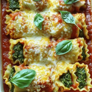 To make tasty lasagna roll ups, gather these main ingredients: - 9-12 lasagna noodles, cooked al dente and drained - 2 cups ricotta cheese, preferably whole milk - 1 cup mozzarella cheese, shredded - 1/2 cup Parmesan cheese, finely grated - 1 large egg, beaten - 2 cups fresh spinach, chopped; or 1 cup frozen spinach, thawed and drained - 2 cups marinara sauce, store-bought or homemade These ingredients combine for a creamy and flavorful filling. The noodles hold it all together. For the best flavor, use these cheeses: - Whole milk ricotta for creaminess - Fresh mozzarella for a gooey texture - Grated Parmesan for a sharp bite You can mix and match cheeses to suit your taste. This adds depth to your roll ups. Season your roll ups for extra flavor with: - 1 tablespoon garlic powder - 1 teaspoon Italian seasoning blend - Salt and black pepper to taste - Fresh basil leaves for garnish These seasonings bring out the rich flavors. Fresh basil adds a lovely touch when serving. For more tips, check out the Full Recipe. First, preheat your oven to 375°F (190°C). This will help your roll ups bake evenly. Next, take a 9x13-inch baking dish. Spread a thin layer of marinara sauce on the bottom. This keeps the roll ups from sticking. In a large mixing bowl, combine the ricotta cheese, 3/4 cup of mozzarella, and Parmesan cheese. Add one beaten egg. Toss in the chopped spinach, garlic powder, Italian seasoning, salt, and pepper. Stir until the mixture is smooth. Lay one cooked lasagna noodle flat on a clean surface. Spread 2-3 tablespoons of the cheese mixture along the noodle. Roll it up from one end to the other. Place the rolled noodle seam-side down in your baking dish. Repeat this for the rest of the noodles and filling. Pour the remaining marinara sauce over the roll ups. Sprinkle the leftover mozzarella and Parmesan on top. Cover the dish tightly with aluminum foil. Bake for 25 minutes. After that, remove the foil and bake for another 10-15 minutes. You want the cheese to be bubbly and golden. Once done, let the dish cool for 5-10 minutes. Garnish with fresh basil leaves before serving. Enjoy your delightful lasagna roll ups! To keep your noodles from sticking, follow these steps: - Boil the noodles in salted water. - Stir them gently while cooking. - Drain and rinse them under cold water. - Lay them flat on a clean kitchen towel. - Brush a bit of oil on each noodle. This method helps prevent sticking and makes them easier to roll. Rolling the lasagna can be tricky. Here are my best tips: - Use cooked noodles that are still warm. - Spread the cheese mixture evenly along the noodle. - Start at one end and roll tightly. - Use your fingers to keep the filling inside. - Place each roll seam-side down in the dish. This will help keep the rolls intact while baking. Timing is key for melted cheese. Here’s what to do: - Bake covered for the first 25 minutes. - This keeps moisture in and melts the cheese. - Remove the foil and bake for 10-15 more minutes. - Watch for golden cheese and bubbling sauce. - Let it rest for a few minutes before serving. This helps the cheese set and makes it easier to cut. For a complete guide to making these delicious rolls, check the Full Recipe. {{image_4}} You can get creative with your fillings for lasagna roll ups. Try using different cheeses like cottage cheese or goat cheese. You can also add cooked ground meat, such as beef or turkey. For a fun twist, mix in cooked mushrooms or zucchini. You can even use roasted red peppers for a sweet kick. This lets you craft a filling that suits your taste. While marinara sauce is a classic choice, other sauces work well too. You could use Alfredo sauce for a creamy touch. Pesto offers a fresh and herbal flavor that brightens the dish. For a spicy kick, try a arrabbiata sauce. Each sauce brings a new taste to your roll ups. Experiment with these options to find your favorite. Lasagna roll ups can fit any diet. For a vegetarian version, load up on veggies like spinach, bell peppers, and mushrooms. You can also add extra cheese for more flavor. If you prefer meat, ground beef, sausage, or chicken are great choices. You can even mix meats with veggies for a balanced meal. This way, everyone at your table finds something they love. To store leftover lasagna roll ups, place them in an airtight container. You can keep them in the fridge for up to four days. If you want to keep them longer, freezing is a great option. Make sure they are cooled to room temperature before storing. This helps retain their flavor and texture. To freeze lasagna roll ups, first allow them to cool completely. Then, place them in a single layer on a baking sheet. Freeze them for about an hour. This prevents them from sticking together. After they are frozen, transfer them to a freezer-safe container or a zip-top bag. Label the container with the date and type. They can last in the freezer for up to three months. When you are ready to enjoy your lasagna roll ups, reheating them properly is key. Preheat your oven to 350°F (175°C). Place the roll ups in a baking dish and cover them with foil. This keeps them moist while reheating. Bake for about 20-25 minutes. If you want the cheese to be extra bubbly, uncover them for the last 5 minutes. You can also reheat them in the microwave. Just heat for 1-2 minutes, checking often. Enjoy the warmth and flavor of your delicious meal! Yes, you can prepare the lasagna roll ups in advance. After assembling them, cover the dish with foil. You can store it in the fridge for up to 24 hours. This saves time on busy days. Just remember to add a few extra minutes to the baking time if you bake them cold from the fridge. To reheat lasagna roll ups, preheat your oven to 350°F (175°C). Place the roll ups in a baking dish and cover with foil. Heat for about 20 minutes. This keeps them moist and warm. If you like the top crispy, remove the foil for the last 5 minutes. If you don’t have ricotta cheese, you can use cottage cheese. Blend it until smooth for a similar texture. Greek yogurt is another option. It adds creaminess and protein. You can also try cream cheese mixed with a little milk for a different taste. To make lasagna roll ups gluten-free, use gluten-free lasagna noodles. These are available at many stores. You can also use vegetables, like zucchini or eggplant, as noodle substitutes. Just slice them thin and layer them like noodles. This keeps the dish delicious and gluten-free. Lasagna roll ups are fun, tasty, and easy to make. We covered ingredients, tips, and step-by-step instructions. I shared ways to add your twist with different fillings and sauces. Remember to store leftovers properly for later enjoyment. These roll ups are not just meals; they are an experience. Enjoy making these with family and friends.