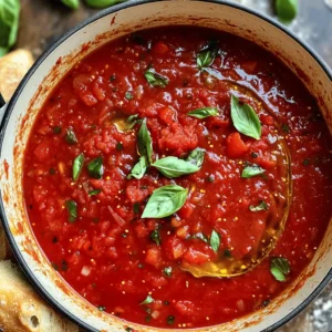 To make a great Pomodoro sauce, gather these fresh ingredients: - 2 pounds ripe tomatoes (preferably Roma or San Marzano), roughly chopped - 1 medium onion, finely diced - 4 cloves garlic, minced - 1/4 cup extra virgin olive oil - 1 teaspoon sugar (optional, to balance acidity) - Salt and freshly ground black pepper, to taste - 1/4 cup fresh basil leaves, chopped (plus extra for garnish) - 1 teaspoon dried oregano - 1/4 teaspoon red pepper flakes (optional for a touch of heat) You can add a few optional ingredients to change up the flavor: - Carrots for sweetness - Bell peppers for extra color - A splash of red wine for depth - Parmesan cheese for creaminess If you can't find fresh tomatoes, use canned ones instead. Look for whole peeled tomatoes for the best taste. You can swap extra virgin olive oil with any light oil like canola. If you want a different herb, use thyme or parsley in place of basil. This makes your sauce unique while keeping it delicious. Start by heating the extra virgin olive oil in a large pot over medium heat. Once the oil is hot, add the finely diced onion. Sauté the onion for about 5 minutes. You want it to turn soft and clear. Next, add the minced garlic. Stir it for 1 to 2 minutes. Be careful not to let it burn. Now it’s time to add the roughly chopped tomatoes to the pot. Stir the mixture well and bring it to a gentle boil. Once boiling, lower the heat to a simmer. Add the sugar if you like. It helps to balance the sauce's acidity. Season with salt, freshly ground black pepper, dried oregano, and red pepper flakes if you want some heat. Let the sauce simmer uncovered for 30 to 35 minutes. Stir occasionally. It should thicken and taste great. While simmering, keep an eye on the sauce. Stir it now and then to prevent sticking. If you want a smoother sauce, let it cool a bit, then use an immersion blender. This step is optional. When done, fold in the chopped fresh basil leaves. Taste your sauce and adjust the seasoning if needed. For the full experience, check out the Full Recipe for more details on cooking this classic sauce. To boost the flavor of your Pomodoro sauce, consider adding a few extra touches. You can use fresh herbs like thyme or parsley for an aromatic kick. A splash of red wine can add depth. You can also add grated Parmesan cheese for a rich, savory finish. If you want heat, toss in more red pepper flakes. Each ingredient adds a unique twist to the sauce. Many home cooks make a few simple errors when making Pomodoro sauce. One mistake is not using ripe tomatoes. Fresh, juicy tomatoes make all the difference. Another common error is overcooking garlic. Garlic should be soft but not brown. Finally, avoid rushing the simmering process. Give your sauce time to thicken for the best flavor. Homemade Pomodoro sauce pairs perfectly with many dishes. Serve it over cooked al dente pasta for a classic meal. Use it as a dipping sauce with warm, crusty bread. You can also top grilled chicken or fish with the sauce for added flavor. Garnish with fresh basil and a drizzle of olive oil for a beautiful presentation. For more ideas, check the Full Recipe. {{image_4}} To make a spicy version, add red pepper flakes. You can start with 1/4 teaspoon. If you want more heat, add more. This small change gives the sauce a nice kick. You can also try adding fresh chopped chili peppers. This adds flavor and heat. For a creamy twist, stir in heavy cream or half-and-half. Start with 1/2 cup after the sauce simmers. This makes the sauce rich and smooth. You can also use dairy-free cream for a vegan option. This keeps the flavor while adding a creamy texture. The basic Pomodoro sauce is already vegetarian. To make it vegan, skip any dairy, like cheese. You can add nutritional yeast for a cheesy flavor. Fresh herbs like basil or parsley brighten the sauce. You can also add veggies like spinach or bell peppers for more nutrition. For all these variations, the full recipe remains the same. Adjusting ingredients can create a sauce just for you. Enjoy making it your own! To keep your Pomodoro sauce fresh, store it in an airtight container. Glass jars work well for this. Let the sauce cool completely before sealing. This helps prevent condensation that can make the sauce watery. If you plan to use it soon, place it in the fridge. You can freeze Pomodoro sauce for later use. Pour it into freezer bags or containers, leaving some space for expansion. When you want to use it, thaw it in the fridge overnight. To reheat, pour the sauce into a pot. Heat on low until warm, stirring often. You can also use the microwave, but be sure to check for hot spots. Homemade Pomodoro sauce lasts about 4 to 5 days in the fridge. If you freeze it, it can last up to 3 months. Always check for off smells or changes in color before using. Enjoy your sauce from the [Full Recipe] any time you want! Pomodoro sauce uses fresh, simple ingredients. You need ripe tomatoes, onions, and garlic. Here’s what else you’ll need: - 2 pounds ripe tomatoes (preferably Roma or San Marzano), roughly chopped - 1 medium onion, finely diced - 4 cloves garlic, minced - 1/4 cup extra virgin olive oil - 1 teaspoon sugar (optional) - Salt and freshly ground black pepper, to taste - 1/4 cup fresh basil leaves, chopped - 1 teaspoon dried oregano - 1/4 teaspoon red pepper flakes (optional) These ingredients create a rich and vibrant sauce full of flavor. You can store Pomodoro sauce in the fridge for up to one week. Make sure to keep it in an airtight container. This will help maintain its fresh flavor and aroma. Yes, you can use canned tomatoes for Pomodoro sauce. Choose high-quality canned whole or crushed tomatoes. This option can save time and still give great flavor. Just remember to adjust the cooking time since canned tomatoes are softer. Pomodoro sauce goes well with many pasta types. I recommend using spaghetti or penne. The sauce clings well to these shapes, making each bite tasty. You can also try it with fettuccine or rigatoni for a fun twist. To thicken Pomodoro sauce, let it simmer longer. This will help reduce excess liquid. You can also crush some of the tomatoes while cooking. If you want a quicker method, add a bit of tomato paste. This boosts flavor and thickens the sauce nicely. For a smooth texture, blend the sauce after it cools slightly. For the full recipe, check out the detailed instructions above. You learned how to make Pomodoro sauce, from ingredients to storage tips. I showed you ways to boost flavor and avoid common mistakes. You can also try variations like spicy or creamy versions. Remember, homemade sauce tastes best fresh, and proper storage matters too. Enjoy your cooking adventure and impress others with your delicious Pomodoro sauce!