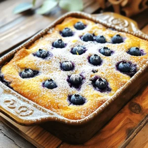 - 2 cups all-purpose flour - 1 cup granulated sugar - 2 teaspoons baking powder - 1/2 teaspoon baking soda - 1/4 teaspoon fine sea salt - 1/2 cup unsalted butter, softened - 2 large eggs - 1 teaspoon pure vanilla extract - 1 cup buttermilk - 1 1/2 cups fresh blueberries (or frozen) - 1 tablespoon fresh lemon zest - 1 tablespoon cornstarch (for blueberries) - Optional: powdered sugar for dusting I love the mix of flavors in this cake. The ingredients come together to make a sweet, soft treat. Each bite bursts with juicy blueberries. The lemon zest adds a bright touch that lifts the flavor. High-quality ingredients make all the difference. Use fresh blueberries for the best taste. If you can’t find fresh ones, frozen work well too. Just make sure to thaw and drain them. Butter gives the cake richness. Softened butter mixes well with sugar. This creates a light and fluffy texture. The buttermilk adds moisture and a slight tang. This helps balance the sweetness of the cake. Understanding these ingredients is key. Each one plays a role in the final product. For a detailed guide, check the Full Recipe. It shows how to mix everything perfectly. 1. Preheat your oven to 350°F (175°C). 2. Prepare a 9x13 inch baking pan by greasing it with butter or lining it with parchment paper. 3. In a large mixing bowl, combine: - 2 cups all-purpose flour - 1 cup granulated sugar - 2 teaspoons baking powder - 1/2 teaspoon baking soda - 1/4 teaspoon fine sea salt 4. Whisk these dry ingredients together until they blend well. 1. In a separate bowl, cream 1/2 cup unsalted butter using an electric mixer. Mix until it is light and fluffy, about 2-3 minutes. 2. Add 2 large eggs to the creamed butter one at a time. Mix well after each egg. 3. Stir in 1 teaspoon pure vanilla extract until it is evenly mixed. 4. Gradually fold the dry ingredients into the butter mixture. Alternate with: - 1 cup buttermilk 5. Start with the dry ingredients, mix until just combined. Add the buttermilk, then finish with the last of the dry mix. Avoid overmixing; your batter should be slightly lumpy. 1. Gently fold in the blueberries. Use 1 1/2 cups fresh blueberries that you tossed with 1 tablespoon cornstarch. 2. Add 1 tablespoon fresh lemon zest for a bright flavor. 3. Carefully mix everything with a spatula to keep the blueberries whole. 4. Pour the batter into your prepared baking pan. Spread it out evenly for even baking. 1. Place the baking pan in your preheated oven. Bake for 30-35 minutes. 2. Check doneness by inserting a toothpick in the center. It should come out clean or with a few moist crumbs. 3. Once baked, remove the cake from the oven. Let it cool in the pan for about 10 minutes. 4. Carefully transfer the cake to a wire rack to cool completely. This process leads you to a perfect blueberry breakfast cake. For the full details, refer to the Full Recipe. Enjoy your delightful sweet start! To make the best blueberry breakfast cake, you need to avoid overmixing the batter. Overmixing makes the cake tough. Mix just until the flour disappears. You want a slightly lumpy batter. This keeps your cake soft and fluffy. Next, ensure perfect blueberry distribution. Toss the blueberries with cornstarch before adding them. This keeps them from sinking. Gently fold them into the batter. Use a spatula to keep them whole. You want bursts of blueberry in every bite! Storing leftovers properly is key. Let the cake cool completely before storing. Use an airtight container to keep it fresh. You can keep it at room temperature for up to two days. If you want to keep it longer, refrigerate it. The cake stays good for about a week in the fridge. To reheat, slice a piece and warm it in the microwave for about 15-20 seconds. Enjoy it warm for that fresh-baked taste! {{image_4}} You can make this cake even better with some easy swaps. If you want a healthier version, try using whole wheat flour instead of all-purpose flour. This gives the cake a nice nutty flavor and adds fiber. You can also use sugar substitutes like honey or maple syrup. These options can cut down on calories and add a unique taste. For those who need a dairy-free option, substitute the buttermilk with almond milk or oat milk. Just add a splash of lemon juice or vinegar to mimic the tang of buttermilk. This keeps the cake moist and fluffy. Adding spices can take your blueberry breakfast cake to the next level. A sprinkle of cinnamon or nutmeg adds warmth and depth. These spices blend well with the sweet blueberries and can make your kitchen smell amazing. You might also consider incorporating nuts or citrus. Chopped walnuts or pecans add a nice crunch. A bit of orange or lemon zest can brighten the flavors. These small changes can make your cake feel new and exciting. For the full recipe, refer to the earlier section. I love serving blueberry breakfast cake in the morning or for brunch. It's sweet but not too heavy. For breakfast, it pairs well with a hot cup of coffee or tea. At brunch, you can offer it with fresh fruit and yogurt. This makes for a colorful and inviting plate. To make your cake look great, slice it into nice squares. Place them on a bright plate for contrast. A sprinkle of powdered sugar adds a lovely touch. You can also serve blueberry breakfast cake with whipped cream or a dollop of yogurt. This adds creaminess and makes each bite even better. For the best look, try to stack some fresh blueberries on top. This adds color and makes it stand out. You can even add a few mint leaves for a pop of green. These small details impress your guests and make for a delightful display. If you want, you can find the Full Recipe to get all the steps needed for this delicious cake. - Can I use frozen blueberries? Yes, you can use frozen blueberries. Just thaw and drain them first. This keeps the batter from turning too blue. Fresh blueberries work great too. - How do I know when the cake is done baking? Stick a toothpick in the center. If it comes out clean or with a few crumbs, the cake is ready. Keep an eye on it. - How long does the blueberry breakfast cake last? The cake lasts about 3 days at room temperature. Store it in an airtight container. If you keep it in the fridge, it can last up to a week. - Can I freeze the blueberry breakfast cake? Yes, you can freeze it! Wrap the cake tightly in plastic wrap. It keeps well for about 2 months in the freezer. Just thaw before enjoying. - Can I add other fruits? Absolutely! You can add raspberries, strawberries, or even peaches. Just make sure to adjust the amount. - What can I do if I don’t have buttermilk? You can make a quick substitute. Mix 1 cup of milk with 1 tablespoon of vinegar or lemon juice. Let it sit for 5 minutes before using it in the recipe. For a complete list of ingredients and detailed steps, check the Full Recipe. You can create a delightful blueberry breakfast cake with simple ingredients and steps. We covered everything, from mixing to baking. I shared tips for making it perfect and storage advice. Don't forget to explore variations and serving ideas to customize your cake. Try this recipe for breakfast or brunch, and enjoy every bite. Baking should be fun and rewarding. Enjoy your creation and share it with friends and family!