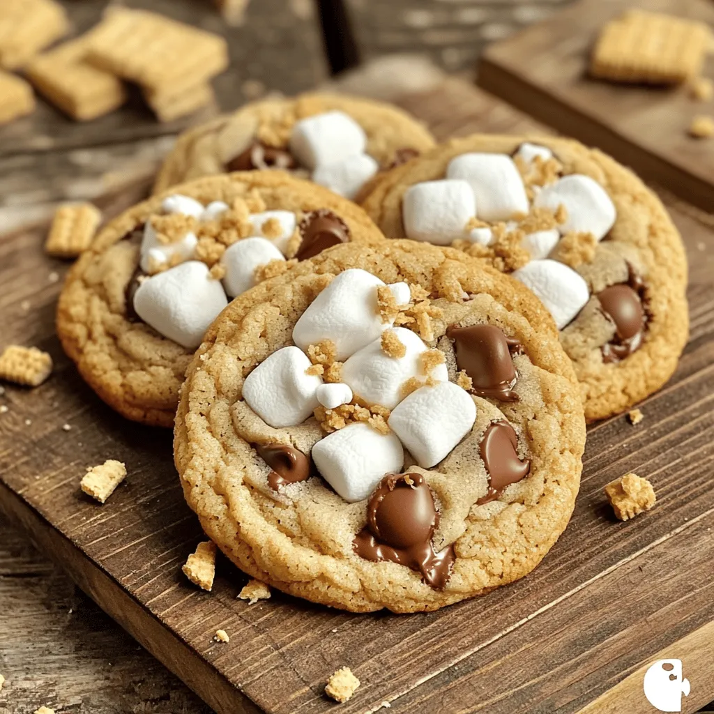 Here’s what you need to make these tasty s'mores cookies. - 1 cup unsalted butter, softened - 3/4 cup granulated sugar - 3/4 cup packed brown sugar - 1 large egg, at room temperature - 1 teaspoon pure vanilla extract - 2 cups all-purpose flour, sifted - 1 teaspoon baking soda - 1/2 teaspoon salt - 1 cup mini marshmallows - 1 cup graham cracker crumbs - 1 cup milk chocolate chips - Additional optional garnishes Each ingredient plays a key role in making these cookies a delight. The butter gives a rich flavor and soft texture. The sugars add sweetness and help with browning. The egg binds everything together and keeps the cookies moist. Using mini marshmallows gives you that gooey s'mores feel. The graham cracker crumbs add a nice crunch and flavor. Finally, the milk chocolate chips provide that classic chocolatey taste. Don't forget to check the [Full Recipe] for detailed instructions! Enjoy the process of mixing these ingredients to create a treat everyone loves. 1. Preheat your oven to 350°F (175°C). Line a baking sheet with parchment paper. 2. In a large bowl, cream together 1 cup of softened butter, 3/4 cup of granulated sugar, and 3/4 cup of packed brown sugar. Mix until light and fluffy. 3. Add in 1 large egg and 1 teaspoon of pure vanilla extract. Blend until smooth. 4. In another bowl, mix 2 cups of sifted all-purpose flour, 1 teaspoon of baking soda, and 1/2 teaspoon of salt. This helps ensure no lumps. 5. Gradually add the dry mix to the wet mix. Stir on low speed until just combined. 1. Gently fold in 1 cup of graham cracker crumbs, 1 cup of mini marshmallows, and 1 cup of milk chocolate chips. Make sure everything is evenly mixed. 2. Use a cookie scoop or tablespoon to drop about 2 tablespoons of dough onto the baking sheet. Space them about 2 inches apart. 3. Bake for 10-12 minutes until the edges are golden. The centers should be slightly soft. 1. Allow the cookies to cool on the baking sheet for 5 minutes. This helps them set. 2. Transfer them to a wire rack to cool completely. For the full recipe, check out the detailed instructions above! Enjoy these delicious cookies with a glass of cold milk. To get the best texture in your cookies, do not overmix the dough. When you combine the wet and dry ingredients, mix just until you see no flour. Overmixing can make your cookies tough instead of soft. If you want chewy cookies, bake them a little less. Keep the centers soft. For crisp cookies, bake until the edges are golden brown. Where you place your baking sheet in the oven matters. Put it in the center of the oven for even baking. This helps your cookies rise and bake properly. I suggest using an oven thermometer to check the temperature. This tool ensures your oven is at the right heat. An accurate temperature leads to perfect cookies every time. Want to make your cookies even better? Try drizzling melted chocolate over the top. It adds a touch of luxury. You can also add nuts like pecans or walnuts for crunch. If you like spice, sprinkle in some cinnamon or a pinch of sea salt. These small changes can create new flavors and textures, making each bite amazing. For the full recipe, check out the details above. {{image_4}} - Peanut Butter S'mores Cookies For a twist, add peanut butter. Mix 1/2 cup of creamy peanut butter into the butter and sugars. This makes your cookies rich and nutty. They still have all the classic s'mores taste. - Chocolate Chip S'mores Cookies Want extra chocolate? Use chocolate chips instead of milk chocolate. Mix in 1 cup of semi-sweet or dark chocolate chips. This gives you a deeper chocolate flavor and a chewy texture. - Gluten-free options using alternative flour You can make these cookies gluten-free. Swap all-purpose flour with a gluten-free blend. Just make sure it has xanthan gum for structure. Your cookies will still turn out soft and tasty. - Vegan adaptations for egg and butter substitutions To make these cookies vegan, use 1/4 cup of applesauce instead of the egg. For butter, use 1 cup of coconut oil or vegan butter. This way, you can enjoy s'mores cookies without any animal products! - Holiday-themed variations (e.g., pumpkin spice) Add 1 teaspoon of pumpkin spice to your cookie dough during fall. This adds a warm, cozy flavor that is perfect for the season. Decorate with mini pumpkins for a fun touch! - Summer s'mores cookies using fresh fruits In summer, mix in fresh fruits like strawberries or bananas. They add a juicy burst and make the cookies feel light. This way, you can enjoy the taste of s'mores all year round! For the full recipe, check out the instructions above. To keep your S'mores cookies fresh, use airtight containers. Glass or plastic works well. Layer the cookies with parchment paper to avoid sticking. Store them at room temperature. They will stay good for about a week. You can also put them in the fridge for longer freshness, up to two weeks. Freezing cookie dough is easy. First, scoop the dough into balls. Place them on a baking sheet and freeze until firm. Then, transfer the frozen balls into a zip-top bag. Be sure to label the bag with the date. You can freeze the dough for up to three months. When you're ready to bake, thaw the dough overnight in the fridge. Bake them straight from the fridge for fresh cookies! To enjoy warm cookies again, use your oven or microwave. For the oven, preheat it to 350°F. Place the cookies on a baking sheet for 5-10 minutes. This helps them regain their soft texture. In the microwave, heat one cookie for about 10-15 seconds. This method is quick and will warm the cookie nicely. Enjoy them with a glass of cold milk for the best experience! Can I use different types of chocolate? Yes, you can mix it up! Use dark chocolate or even white chocolate if you like. Each type gives a unique taste. Feel free to experiment with your favorites. How can I make these cookies gluten-free? Use a gluten-free flour blend instead of all-purpose flour. Ensure the graham cracker crumbs are also gluten-free. This way, everyone can enjoy these tasty cookies. What should I do if my dough is too sticky? If your dough feels sticky, chill it in the fridge for about 30 minutes. This makes it easier to work with. You can also add a bit more flour to help with the texture. How long do these cookies last? These cookies stay fresh for about a week if stored in an airtight container. You can also freeze them for later enjoyment. Can I make them into a cookie cake? Yes! Spread the dough in a cake pan instead of scooping cookies. Bake it for about 20-25 minutes. You’ll have a fun cookie cake to share! Why did my cookies spread too much? If your cookies spread too much, your butter might be too warm. Make sure to use softened butter, not melted. Also, check if you measured your flour correctly. How do I know when cookies are done baking? Look for a golden edge and a soft center. The cookies will continue to cook on the tray after taking them out. For chewy cookies, don’t bake them too long. This blog post covered all you need for making delicious S'mores cookies. From ingredient details to baking tips, you learned how to create the right texture. I shared fun variations, dietary changes, and ways to store cookies. Remember, you can get creative with flavors and add extras to suit your taste. Enjoy your baking journey, and may your cookies always turn out perfect! Happy baking!