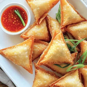 - 8 oz cream cheese, softened - 1 cup fresh crab meat, cooked and shredded - 2 green onions, finely chopped The main ingredients create a creamy and rich filling. Cream cheese adds smoothness. Fresh crab meat gives a sweet, briny flavor. Green onions add a mild crunch and fresh taste. Together, they make the heart of the crab rangoon. Wonton wrappers are thin sheets of dough. They are perfect for holding the crab filling. You can find them in most grocery stores. Look for brands like Nasoya or Wei Chuan. These brands offer good quality and are easy to work with. Wonton wrappers are versatile, making them great for many dishes, not just crab rangoon. - 1 teaspoon garlic powder - 1 teaspoon Worcestershire sauce - Vegetable oil for frying - Salt and freshly cracked black pepper Seasoning enhances the flavor of the filling. Garlic powder gives a hint of spice. Worcestershire sauce adds depth and umami. Use vegetable oil for frying. It has a high smoke point, making it ideal for crispy results. Remember to salt and pepper to taste. This balance makes each bite of crab rangoon delightful. Start by mixing the main ingredients in a large bowl. You will need 8 oz of softened cream cheese, 1 cup of fresh crab meat, and 2 green onions. Add 1 teaspoon of garlic powder and 1 teaspoon of Worcestershire sauce. Season with salt and freshly cracked black pepper. Use a spatula to mix these ingredients thoroughly. You want a creamy and smooth consistency. Make sure the crab is evenly distributed throughout the mixture. Now, it’s time to fill the wontons. Lay one wonton wrapper down on a clean, flat surface. Spoon about 1 teaspoon of the crab mixture into the center of the wrapper. Moisten the edges of the wrapper with a bit of water using your finger. Fold the wrapper over to form a triangle shape. Press the edges together firmly to seal. For a tighter seal, fold the two outer corners toward the center and pinch them. Continue filling and sealing each wonton until the crab mixture is all used. Heat vegetable oil in a deep frying pan or pot over medium-high heat. Aim for a temperature of 350°F (175°C). Use a thermometer to check the heat. Once the oil is hot, carefully drop 3-4 crab rangoon into the oil. Fry them for about 2-3 minutes. Watch for a beautiful golden-brown color. Turn them occasionally for even frying. When they are ready, use a slotted spoon to remove them from the oil. Place them on a plate lined with paper towels to drain excess oil. Serve warm with sweet chili sauce for dipping. Enjoy! To fry crab rangoon without too much oil, use the right pot. A deep pot or pan helps keep the oil hot and allows even frying. Heat the oil to 350°F (175°C). If it's too low, the rangoon can soak up oil. This makes them greasy. Fry in small batches. This gives them space to cook well and stay crispy. To get that perfect crunch, do not overcrowd the pan. Frying too many at once cools the oil. This leads to soggy rangoon. Flip them halfway through frying. This helps both sides get brown and crispy. Want to add more flavor? Try adding a bit of lemon zest or fresh herbs. Chives or dill can give your rangoon a nice twist. You can also use a pinch of cayenne for a kick. For dipping sauces, sweet chili sauce is great. Try soy sauce or a spicy mayo for different tastes. You can mix sauces to find your favorite. To make your crab rangoon look great, use a large platter. Arrange the fried rangoon in a circle. Place a small bowl of sweet chili sauce in the center. This makes it easy for guests to dip. Garnishing adds a nice touch. Top with freshly chopped green onions or cilantro. Edible flowers can also make your dish pop. A bright, colorful plate makes the food even more inviting. {{image_4}} You can make a tasty crab rangoon without meat. For a vegetarian option, you can use these fillings: - 8 oz cream cheese, softened - 1 cup artichoke hearts, chopped - 1 cup fresh spinach, wilted and chopped - 2 green onions, finely chopped - 1 teaspoon garlic powder - 1 teaspoon soy sauce Mix these ingredients just like the crab mixture. You get a creamy, rich filling that satisfies. This plant-based crab rangoon offers a fresh twist on the classic. If you prefer a healthier way to enjoy crab rangoon, try baking them. Follow these steps: 1. Preheat your oven to 375°F (190°C). 2. Place filled wontons on a baking sheet lined with parchment paper. 3. Brush each wonton with a little vegetable oil or melted butter. Bake for about 15-20 minutes or until golden brown. Check them often to prevent burning. You will love this crispy, baked version! Different cultures have fun takes on crab rangoon. You can add unique flavors by trying these ideas: - Italian Style: Add pesto to the cream cheese for a herby taste. - Mexican Flavor: Mix in some jalapeños and lime juice for a spicy kick. - Asian Fusion: Incorporate sesame oil and chopped cilantro for a fresh twist. These variations let you explore flavors from around the world. Each bite offers a new taste experience. To keep your crab rangoon fresh, store them in an airtight container. Place wax paper between layers to prevent sticking. Refrigerate them right after they cool down. They will stay good for up to 3 days. After that, they may lose their taste and texture. You can freeze crab rangoon to enjoy later. First, lay them flat on a baking sheet. Make sure they do not touch each other. Freeze until solid for about 1-2 hours. Once frozen, move them to a freezer bag. They can last up to 2 months. When you’re ready to eat, do not thaw them. Just cook them straight from the freezer. To reheat, preheat your oven to 375°F (190°C). Place the crab rangoon on a baking tray. Bake for about 10-12 minutes. This helps keep them crispy. Avoid using the microwave, as it can make them soggy. Always check if they are warm throughout before serving. Crab Rangoon is a tasty treat that many love. It is believed to have started in the United States. Some say it was created in the 1950s by a restaurant in San Francisco. The dish combines flavors from Asian cuisine. It shows how cultures can mix through food. Today, it is a popular appetizer in many places. Yes, you can use imitation crab meat. It can be a cost-effective choice. Imitation crab is made from fish and has a similar taste. However, it lacks the real crab's rich flavor. If you want a true crab taste, use fresh crab meat. For lighter options, imitation crab can work well. You can tell the oil is ready by looking for small bubbles. Heat the oil to about 350°F (175°C). A thermometer works best for this. If you drop a small piece of wonton in the oil, it should sizzle right away. This means the oil is hot enough for frying. Yes, you can prepare Crab Rangoon ahead of time. You can fill and seal the wontons, then freeze them. This way, they stay fresh until you are ready to fry them. Just make sure to thaw them before frying. This helps them cook evenly and stay crispy. For best results, fry them right before serving. For the complete recipe, check out the Full Recipe. This blog post shared how to make delicious Crab Rangoon. We covered key ingredients, like crab meat and cream cheese. You learned how to fill and fry wontons for a crispy treat. I also shared tips for enhancing flavor and creating variations, including vegetarian options. With proper storage and reheating, you can enjoy these snacks later. Now, you’re ready to impress friends and family with this tasty dish. Dive in and enjoy making Crab Rangoon your own!