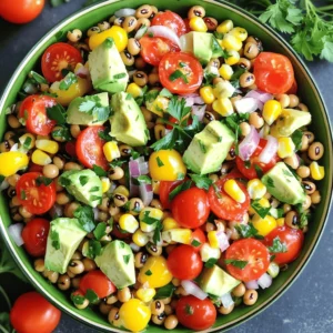 - 2 cups cooked black-eyed peas - 1 cup cherry tomatoes - 1 small red onion - 1 yellow bell pepper - 1 cup fresh corn kernels - 1 ripe avocado - 1/4 cup fresh parsley - 1 tablespoon extra virgin olive oil - 2 tablespoons apple cider vinegar - 1 teaspoon Dijon mustard - Salt and pepper I love using fresh ingredients for my Black Eyed Pea Salad. The black-eyed peas bring a hearty texture and a lot of good luck. Cherry tomatoes add a sweet burst. Red onion gives a nice crunch and a bit of sharpness. The yellow bell pepper adds color and a sweet flavor. Fresh corn kernels give a crunch and sweetness too. Avocado is a must for creaminess. I always add fresh parsley for a pop of green. The dressing combines olive oil, apple cider vinegar, and Dijon mustard. It ties everything together with a tangy kick. A sprinkle of salt and pepper enhances all the flavors. - Fresh herbs (e.g., cilantro, dill) - Spices (e.g., cumin, garlic powder) You can customize your salad with fresh herbs. Cilantro adds a pop of freshness. Dill gives a nice, unique taste. Adding spices like cumin or garlic powder can also boost the flavor. - High in fiber - Excellent source of protein - Rich in vitamins and minerals Black-eyed peas are not just tasty; they are also healthy. They are high in fiber, which is great for digestion. They provide a good amount of protein too. This makes them a perfect food for everyone. They are rich in vitamins and minerals, which help keep you strong and healthy. Check out the Full Recipe to start making your own Lucky Black Eyed Pea Salad! To start, you need to choose your black-eyed peas. If you use canned peas, rinse them well under cold water. This step removes excess sodium, making the salad healthier. After rinsing, drain them completely. If you prefer dried peas, soak them overnight in water. This helps them cook faster. The next day, boil the soaked peas in fresh water until tender. This usually takes about 45 minutes. Once cooked, drain them and let them cool. Next, take a large mixing bowl. Here, you will combine all your fresh ingredients. Add in the black-eyed peas, halved cherry tomatoes, diced red onion, diced yellow bell pepper, fresh corn kernels, diced avocado, and chopped parsley. When mixing, stir gently. This keeps the avocado from mashing. You want all the flavors to mix without losing the beautiful avocado pieces. Now, let’s make the dressing. In a small bowl, whisk together the extra virgin olive oil, apple cider vinegar, Dijon mustard, salt, and pepper. Whisk until all the ingredients blend smoothly. For the best results, focus on emulsification. This means the oil and vinegar should mix well, creating a creamy texture. Once the dressing is ready, drizzle it over your salad mixture. Gently toss everything together to coat evenly. Taste your salad and adjust the seasoning if needed. For a brighter flavor, let it sit in the fridge for about 30 minutes before serving. Enjoy the refreshing taste of this lucky black-eyed pea salad! For more details, check the Full Recipe. Marinating the salad is key for great taste. I suggest letting it sit in the fridge for at least 30 minutes. This step lets the flavors blend nicely. You can adjust seasonings before serving. If it needs more brightness, add a splash of vinegar. For more depth, sprinkle in some salt or pepper. Serving the salad in a bright bowl makes it pop. The colors of the ingredients attract attention. I like to garnish with extra parsley and whole cherry tomatoes on top. This adds a fresh touch and makes your dish look professional. This salad pairs well with grilled chicken or fish. You can also serve it with cornbread for a Southern twist. For drinks, try a light white wine or a refreshing iced tea. Both options complement the flavors of the salad and enhance your New Year's celebration. Looking for the full recipe? Check out the New Year's Lucky Black Eyed Pea Salad recipe for all the details. {{image_4}} You can boost the protein in your black-eyed pea salad. Add cooked bacon or smoked sausage for a savory touch. These meats add great flavor and richness. If you prefer a vegetarian option, consider tofu or chickpeas. Both options are high in protein and fit well in the salad. Tofu absorbs the flavors of the dressing and spices. You can give your black-eyed pea salad a twist with different flavors. For a Mexican-inspired salad, add lime juice and jalapeños. This adds a fresh and zesty kick. If you want a Mediterranean flair, try adding feta cheese and olives. The cheese adds creaminess, while olives give a nice briny taste. You can change the salad based on what is in season. In summer, add fresh cucumbers and bell peppers for a crunchy bite. For winter gatherings, consider adding hearty vegetables like roasted carrots or squash. These seasonal ingredients keep the dish fresh and exciting. To keep your Lucky Black Eyed Pea Salad fresh, store it in the fridge. Use an airtight container. This helps to keep out air and moisture. If you do not have one, wrap it tightly with plastic wrap. Make sure to press out any extra air. Your salad will stay fresh for about three days in the fridge. After this, the flavors may fade. Look for signs of spoilage like a sour smell or a change in color. If the salad looks watery or mushy, it is time to toss it. You can freeze Black Eyed Pea Salad, but the texture may change. If you choose to freeze it, pack it in a freezer-safe container. Leave some space at the top for expansion. When you are ready to eat it, thaw it in the fridge overnight. Stir well before serving to mix the flavors. Black-eyed peas have a long history. They symbolize good fortune in many cultures. In the Southern United States, people eat them on New Year's Day. This tradition started during the Civil War. Soldiers ate black-eyed peas because they were cheap and filling. They believed these peas would bring luck and prosperity. Today, many families serve them with greens and cornbread. This meal represents wealth and good health for the year ahead. Yes, you can prepare this salad ahead of time. It keeps well in the fridge for a few days. I recommend making it the day before. This allows the flavors to blend nicely. Store it in a sealed container to keep it fresh. Avoid adding avocado until just before serving. This keeps the avocado from browning. Absolutely, black-eyed pea salad is very healthy. Black-eyed peas are high in fiber and protein. They help keep you full and satisfied. This salad also includes fresh veggies like tomatoes and bell peppers. These add vitamins and minerals. The olive oil offers healthy fats. Overall, it's a nutritious dish that supports good health. Making this salad vegan is easy! The main ingredients are already plant-based. Use a vegan-friendly mustard for the dressing. Check the label to ensure there are no animal products. You can also add more veggies or beans to boost flavor. Consider adding some chopped nuts for crunch. Yes, you can modify the salad to meet your needs. If you have a gluten allergy, this recipe is safe as is. For nut allergies, avoid adding nuts. If you're sensitive to certain vegetables, swap them out. For example, replace bell peppers with cucumbers. You can also use canned black-eyed peas to save time. Just rinse them well before mixing. This Black Eyed Pea Salad is tasty and healthy. We covered the main and optional ingredients, plus how to make it. We also discussed tips to enhance the flavor and ideas for serving. You can customize the salad based on your taste and season. Remember, it's packed with nutrients and great for gatherings. Storing leftovers properly keeps it fresh longer. Feel free to try different variations for fun twists. A delicious, nutritious salad like this can bring good luck to your New Year! Enjoy making it your own.