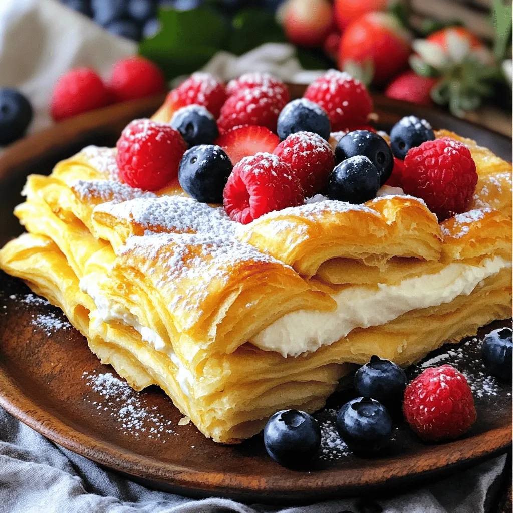 When making Cheesecake Crescent Rolls Casserole, you need some simple ingredients. Here’s what you will need: - 2 cans of crescent roll dough - 16 oz cream cheese, softened - 1 cup granulated sugar - 1 teaspoon pure vanilla extract - 3 large eggs - 1 teaspoon lemon zest (optional) - ½ cup powdered sugar (for dusting) - Fresh berries for serving These ingredients come together to create a sweet and creamy dish. The cream cheese makes it rich, while the crescent rolls give it a nice flaky texture. The sugar balances the flavors perfectly. If you like a bit of zing, add lemon zest. It brightens the taste a lot! For the best flavor, use fresh berries when serving. They add color and a juicy bite to each piece. This dish is great for breakfast or dessert. It’s easy to make and even easier to enjoy. For the full recipe, check out the details above. - Preheat the oven to 350°F (175°C). - Grease a 9x13-inch baking dish with butter or non-stick spray. - Unroll one can of crescent roll dough. - Press the dough evenly into the bottom of the baking dish. - Make sure the seams are sealed for a solid crust. - In a medium bowl, beat the softened cream cheese until smooth. - Gradually add the granulated sugar and mix well. - Pour in the vanilla extract and mix until creamy. - If you like, add lemon zest for extra flavor. - Add the eggs, one at a time, mixing after each. - Pour the cream cheese mixture over the crescent roll crust. - Spread it out evenly with a spatula. - Unroll the second can of crescent roll dough. - Lay it over the cream cheese layer. - Pinch the seams together or leave it in strips. - Bake for 25-30 minutes, until golden brown. - The center should jiggle slightly when done. - Let the casserole cool for 10-15 minutes. - Dust the top with powdered sugar for sweetness. - Cut into squares and serve warm or at room temperature. - Add fresh berries on top for a pop of flavor. For the full recipe, refer to the section above. - Avoid overmixing the cream cheese mixture. This keeps it light and fluffy. - Ensure even baking by checking for a golden top. This means it’s ready to eat. - Experiment with flavors like chocolate or fruit. Adding these can change the whole dish. - Use flavored cream cheese for a twist. This can make your casserole unique. - Serve with homemade berry sauce. It adds color and taste. - Use colorful plates for a vibrant display. This makes your meal look more inviting. For the full recipe, check out the details above. Enjoy your cooking! {{image_4}} Different cheese options can change the taste of your casserole. One fun swap is to use mascarpone instead of cream cheese. Mascarpone gives a rich, creamy feel and a light sweetness. It pairs perfectly with the crescent rolls. If you want a lighter texture, try ricotta cheese. Ricotta is fluffier and has a milder taste. It can make your cheesecake casserole feel airy and fresh. Next, let’s talk about add-ins. You can make your casserole even more special. Adding chocolate chips or nuts can add a delightful crunch and flavor. Imagine biting into a warm piece with melted chocolate! It’s a treat. Another great option is mixing in fruits. Fresh berries, like strawberries or blueberries, can brighten the flavors. You can fold them into the cream cheese mixture or sprinkle them on top before serving. This adds color and a burst of freshness. For those who need gluten-free options, you can use gluten-free crescent rolls. They work just as well in this recipe. Just remember, you may need to adjust the baking time a bit. Keep an eye on it to make sure it cooks perfectly. You can find the full recipe above to try all these variations. Each choice offers a new twist on this tasty dish! To keep your Cheesecake Crescent Rolls Casserole fresh, store any leftovers in the fridge. Cover it tightly with plastic wrap or foil. It will stay good for up to 3 days. If you want to save it longer, freeze it. Just cut it into squares and place them in an airtight container. This way, you can enjoy it later! When you're ready to enjoy your casserole, you have two easy options. For a quick fix, use the microwave. Heat a square for about 30 seconds or until it's warm. For the best texture, use the oven. Preheat it to 350°F (175°C), then place the casserole in for about 10-15 minutes. This method keeps the crust nice and flaky. Before you serve your casserole, let it sit at room temperature for about 10 minutes. This helps it soften up a bit. If you like, dust the top with more powdered sugar for extra sweetness. It will look pretty and taste even better! To check if the casserole is done, look for a golden brown top. You should also see a slight jiggle in the center. This means the filling is set but still creamy. It takes about 25-30 minutes to bake. Keep an eye on it as it cooks to ensure it doesn’t overbake. Yes, you can prepare this recipe ahead of time! Just make it a day in advance. Store it in the fridge and bake it right before serving. This makes it easy for gatherings or busy mornings. Just let it cool a bit before you slice and serve. This casserole pairs well with coffee or tea. A light fruit salad also complements it nicely. The fresh flavors of the fruit balance the sweet and creamy cheesecake. You could even drizzle a berry sauce on top for extra flavor. For more ideas, check out the Full Recipe. This blog post guides you through making a delightful Cheesecake Crescent Rolls Casserole. You learned the easy steps, from preparing the crust to baking. Enjoy tips for customizing flavors, presentation ideas, and storage advice. This dish is simple and fun to make. It will impress friends and family. I encourage you to try it with different ingredients. Have fun in the kitchen!
