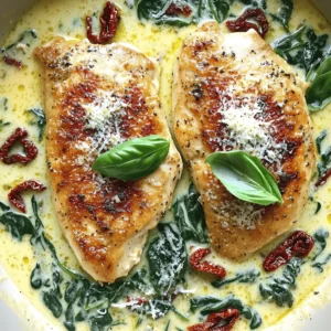 - 4 boneless, skinless chicken breasts - 2 tablespoons olive oil - 1 teaspoon sea salt - 1/2 teaspoon freshly ground black pepper - 4 cloves garlic, minced - 1 cup heavy cream - 1/2 cup low-sodium chicken broth - 1 cup fresh spinach, chopped - 1/2 cup sun-dried tomatoes, rehydrated and chopped - 1/2 cup freshly grated Parmesan cheese - 1 teaspoon dried Italian herb blend - Fresh basil leaves for garnish For Creamy Garlic Tuscan Chicken, you need fresh ingredients. The chicken breasts form the heart of this dish. They must be boneless and skinless for easy cooking and eating. Season them with sea salt and black pepper. This brings out their natural flavors. The sauce is where the magic happens. You will use garlic, heavy cream, and chicken broth. These ingredients create a rich and creamy texture. The spinach and sun-dried tomatoes add color and health. They also bring unique flavors that make this dish pop. Lastly, the Parmesan cheese gives it a savory finish. Don’t forget fresh basil leaves for garnish. They add a nice touch to your plate. You can find the Full Recipe to guide you through the cooking process. This recipe ensures a tasty dinner that everyone will love. Start by patting the chicken dry with paper towels. This helps the seasoning stick well. Next, season both sides of the chicken breasts with sea salt and freshly ground black pepper. Make sure the seasoning is even for great flavor. Heat olive oil in a large skillet over medium-high heat until it shimmers. Carefully add the seasoned chicken breasts to the skillet. Cook for 5-7 minutes on each side until golden brown. The chicken should reach an internal temperature of 165°F (75°C). Once done, remove the chicken from the skillet and place it on a plate. Cover it with foil to keep warm. Lower the heat to medium. In the same skillet, add minced garlic and sauté for about 1 minute. Stir constantly to avoid burning the garlic. Once fragrant, add chopped sun-dried tomatoes and spinach. Stir well to combine. Cook for another 2-3 minutes, allowing the spinach to wilt completely. Pour in low-sodium chicken broth. Use a wooden spoon to scrape up any brown bits stuck to the skillet. This adds a rich flavor to the sauce. Then, add heavy cream and bring the mixture to a gentle simmer. Gradually stir in freshly grated Parmesan cheese and dried Italian herb blend. Let the sauce simmer for a few minutes until it thickens slightly and becomes creamy. Return the seared chicken breasts to the skillet. Spoon the creamy sauce over each piece, ensuring they are well-coated. Allow everything to simmer together for about 5 minutes. This step lets the chicken soak in the delicious flavors of the sauce. To serve, place each chicken breast on individual plates. Drizzle a generous amount of the creamy sauce over the top. Garnish with fresh basil leaves for a touch of color and added flavor. Enjoy this delightful meal! For the full recipe, check out the [Full Recipe]. To ensure even cooking, start by patting the chicken dry. Dry chicken cooks better. Season both sides with salt and pepper. This gives it a flavor boost. Cook the chicken until golden brown, about 5-7 minutes per side. Check the internal temperature. It should reach 165°F (75°C). If you like, taste a piece to adjust seasoning. Thickening the sauce can be easy. If it’s too thin, simmer it longer. This helps the sauce reduce and thicken naturally. To make it creamy, add heavy cream slowly. Stir well to blend it in. Be careful not to overpower the sauce's flavor. The goal is a creamy texture that still shines. Want to add more depth? Try adding fresh herbs like thyme or rosemary. These herbs can complement the dish well. You can also use a mix of cheeses. Swap Parmesan for mozzarella or goat cheese. Each will give a unique twist to the flavor. Experiment with what you have on hand! For the full recipe, check out [Full Recipe]. {{image_4}} You can swap chicken for shrimp or turkey. Shrimp cooks fast and adds a nice taste. Just sauté it until it turns pink. Turkey is a lean option that works well too. It may require longer cooking time, so keep an eye on it. For a vegetarian option, try chickpeas or mushrooms. These add great texture and flavor to the dish. To make a gluten-free version, use gluten-free chicken broth and check your cream brand. Many creams are gluten-free, but it’s good to check labels. Pair your dish with gluten-free pasta or rice for a full meal. Steamed veggies or a fresh salad can also be great side dishes. For side dishes, serve this creamy garlic Tuscan chicken with mashed potatoes or roasted veggies. They balance the flavors well. You can also serve it over pasta for a delicious twist. When plating, drizzle the sauce generously over the chicken. Add a few sun-dried tomatoes and fresh basil on top for a beautiful presentation. This will impress your guests and make your meal look even more inviting. After enjoying Creamy Garlic Tuscan Chicken, let leftovers cool. Place the chicken in an airtight container. Store it in the fridge for up to three days. To reheat, use a skillet over low heat. Add a splash of chicken broth to keep it moist. Stir gently until heated through. For long-term storage, you can freeze the chicken. Wrap it tightly in plastic wrap, then place it in a freezer bag. This keeps it fresh for up to three months. When you’re ready to eat, take it out and thaw it in the fridge overnight. Reheat in a skillet, adding a bit of cream to restore its creaminess. Enjoy your meal, and make the most of your leftovers! You can use alternatives like half-and-half or whole milk. For a dairy-free option, try coconut cream or cashew cream. Each will change the taste a bit but still work well. Just remember, these substitutes may not be as rich. Yes, you can prepare this dish ahead of time. Cook the chicken and sauce, then cool them. Store in the fridge for up to 3 days. Reheat gently in a pan when ready to serve. Use a meat thermometer to check the internal temperature. It should reach 165°F (75°C). If you don’t have a thermometer, cut into the chicken. The inside should no longer be pink and the juices should run clear. This dish is not spicy at all. The flavors come from garlic, herbs, and sun-dried tomatoes. If you prefer heat, add crushed red pepper flakes while cooking. While fresh spinach gives a nice texture, you can use dried spinach. Rehydrate the dried spinach in warm water for about 10 minutes before adding it to the dish. This way, you keep some flavor and nutrients. This dish pairs well with pasta, rice, or a simple salad. Garlic bread also makes a great side. You can even serve it over zucchini noodles for a low-carb option. For the full recipe, check out the details above! This blog post detailed how to make a delicious Creamy Garlic Tuscan Chicken. We covered the key ingredients like chicken, cream, garlic, and fresh spinach. Next, you learned each step, from cooking the chicken to making the sauce. I shared tips for perfecting the dish and variations for different diets. In conclusion, enjoy this dish's rich flavors and make it your own. Keep experimenting with herbs and spices to suit your taste. Happy cooking!