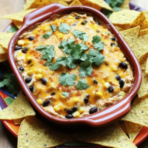 To make a tasty chicken taco dip, you need the right ingredients. Here’s what you’ll need: - 2 cups shredded cooked chicken - 1 cup cream cheese, softened - 1 cup sour cream - 1 packet taco seasoning - 1 cup shredded cheddar cheese - 1 cup black beans, rinsed and drained - 1 cup corn (canned or frozen) - 1 small red onion, finely chopped - 1 jalapeño, deseeded and minced (optional) - ½ cup fresh cilantro, chopped (for garnish) - Tortilla chips (for serving) Each ingredient adds its unique flavor and texture to the dip. The cream cheese and sour cream make it creamy. The taco seasoning gives that classic taste. Shredded chicken brings protein and heartiness to the mix. Black beans and corn add fiber and sweetness. Fresh cilantro gives a burst of color and flavor. Feel free to customize this list! You can add more cheese or skip the jalapeño if you prefer it milder. Just remember, the key to a great chicken taco dip is balance. You want each bite to be rich and flavorful. For the full recipe, check out the Chicken Taco Dip Delight. 1. Preheat your oven to 350°F (175°C). This step gets your oven ready for baking. 2. In a large bowl, combine one cup of softened cream cheese and one cup of sour cream. Use a hand mixer or whisk to blend them together until smooth. 3. Next, add one packet of taco seasoning to the cream mixture. Mix well to spread the flavor throughout. 4. Now, gently fold in the chicken, black beans, corn, finely chopped onion, and minced jalapeño if you like heat. Make sure everything is well combined for a tasty dip. 5. Transfer your mixture to a baking dish, about 9x9 inches. Smooth the top for even baking. 6. Sprinkle one cup of shredded cheddar cheese over the dip, covering it completely. 7. Place the dish in your preheated oven. Bake for 20-25 minutes until bubbly and the cheese melts beautifully. For the full recipe, check the ingredients and enjoy making this delicious dish! To make your chicken taco dip the best it can be, focus on texture. Start with softened cream cheese. This helps blend smoothly with sour cream. Whip them together well to avoid lumps. A smooth base is key to a creamy dip. To prevent sogginess, be mindful of moisture in your ingredients. Rinse and drain black beans well. If using frozen corn, make sure it’s thawed and dried off. This keeps the dip from getting too wet. No one likes a watery dip! When it comes to dipping options, tortilla chips are classic. They add a nice crunch and flavor. You can also use veggie sticks like carrots or celery for a fresh twist. This can make the dip feel lighter while still being delicious. For a beautiful presentation, serve the dip in the same baking dish. This keeps it warm and inviting. Add a colorful platter of tortilla chips around the dish. Garnish the dip with fresh cilantro or sliced black olives for pops of color. It makes the dish look more appealing and festive. Want to spice it up? Consider adding diced jalapeños or hot sauce. This will give your dip extra heat. You could also mix in some diced tomatoes for a fresh taste. For vegetarian options, swap out the chicken for more beans or lentils. You can also add extra veggies like bell peppers or zucchini. This keeps the dip hearty and satisfying while making it meat-free. {{image_4}} To make your chicken taco dip stand out, try adding unique seasonings. You can mix in smoked paprika for a smoky touch or cumin for warmth. A dash of lime juice can brighten the flavors. Experiment with your favorites! You can also switch up the cheese. Instead of cheddar, try pepper jack for heat or cream cheese for a richer dip. Mixing different cheeses adds depth and makes each bite exciting. For gluten-free options, use corn tortillas instead of regular chips. You can also check labels on your taco seasoning to ensure it’s gluten-free. For a dairy-free version, substitute cream cheese and sour cream with cashew cream or a dairy-free yogurt. These swaps keep the dip creamy while fitting different diets. If you’re watching carbs, try using cauliflower instead of beans. You can also skip the corn or use less to cut down on carbs. This way, you can enjoy the dip without the guilt! Using fresh, seasonal ingredients can elevate your dip. In summer, add diced tomatoes or fresh corn for sweetness. In fall, roasted pumpkin or butternut squash can give a warm flavor. Fresh herbs, like basil or dill, can also brighten up the dish. Get creative with seasonal flavors! You could add diced apples in autumn or fresh mango in summer for a sweet twist. Your chicken taco dip can change with the seasons and always taste fresh and new. To keep your chicken taco dip fresh, store it in an airtight container. This helps prevent drying out. Place it in the fridge as soon as you finish eating. It will last for about 3 to 5 days. Make sure to check for any signs of spoilage before eating. You can reheat the dip in the microwave or oven. For the microwave, put it in a bowl and heat it for 1 to 2 minutes. Stir it halfway through for even heating. If you prefer the oven, set it to 350°F (175°C). Bake for about 10 to 15 minutes, until it's hot throughout. This method helps keep the dip's texture nice and creamy. To freeze the dip, place it in a freezer-safe container. Make sure to leave some space at the top for expansion. It can last for up to 2 months in the freezer. When you're ready to eat it, move it to the fridge for 24 hours to thaw. For the best flavor, reheat it in the oven after thawing. This method ensures you enjoy every bite of your chicken taco dip. It takes about 15 minutes to prep chicken taco dip. The total time is around 30 minutes, including baking. This means you can have a tasty snack ready in no time. Yes, you can make chicken taco dip ahead of time. Mix all the ingredients and put them in a baking dish. Cover the dish and put it in the fridge. You can bake it later when you are ready to serve. This makes it easy for parties or family gatherings. You can serve chicken taco dip with many tasty options. Here are some popular choices: - Tortilla chips - Sliced veggies like carrots and cucumbers - Pita chips - Crackers - Fresh guacamole or salsa on the side These options make your dip even more fun to enjoy! Yes, you can easily swap the chicken for other proteins. Here are some tasty ideas: - Ground beef or turkey - Shredded rotisserie chicken - Black beans for a vegetarian option - Tofu for a plant-based choice These swaps keep the dip delicious and cater to different diets. For the full recipe, check the section above! This article covered the easy and fun recipe for chicken taco dip. You learned about the key ingredients and how to prepare them step by step. We explored tips for perfecting texture and suggested ways to customize your dip. Storing and reheating your dip was also highlighted. Remember, you can get creative with flavors or make it vegetarian. Enjoy your cooking, and impress your friends with this tasty dip!
