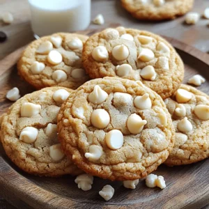 To make soft and chewy white chocolate chip cookies, gather these key ingredients: - 1 cup unsalted butter, softened to room temperature - 3/4 cup granulated sugar - 3/4 cup packed light brown sugar - 2 large eggs, at room temperature - 2 teaspoons pure vanilla extract - 1/4 teaspoon almond extract - 2 1/4 cups all-purpose flour - 1 teaspoon baking soda - 1/2 teaspoon fine sea salt - 1 cup white chocolate chips - 1/2 cup chopped macadamia nuts (optional for added crunch) These ingredients work together to create a cookie that is both soft and chewy. The butter gives richness, while the sugars create a sweet, tender base. Eggs add moisture and help bind the dough. The vanilla and almond extracts enhance the flavor, making each bite special. The flour and baking soda provide structure and lift to the cookies. White chocolate chips melt beautifully, offering a sweet contrast. If you choose to add macadamia nuts, they add a nice crunch that complements the creamy chocolate. You can find the full recipe at the end of this article, so you can easily create these delightful treats at home! - Preheat oven to 350°F (175°C). - Line baking sheets with parchment paper. Start by warming your oven. This helps the cookies bake evenly. The parchment paper makes cleaning easy. It also stops the cookies from sticking. - Combine and cream butter and sugars. - Beat in eggs and extracts. In a bowl, mix softened butter, granulated sugar, and brown sugar. Use an electric mixer and blend until it’s fluffy. This step makes your cookies light. Next, add the eggs one at a time. Beat well after each egg. Then mix in vanilla and almond extracts for extra flavor. - Whisk flour, baking soda, and salt. - Incorporate dry ingredients into wet mixture. In another bowl, whisk the flour, baking soda, and salt. This helps mix the dry parts well. Slowly add this mix to the wet ingredients. Stir gently to combine. Be careful not to overmix. This keeps your cookies soft and chewy. - Fold in white chocolate chips and nuts. - Scoop dough onto baking sheets. Now, fold in the white chocolate chips. If you like, add chopped macadamia nuts too. They give a nice crunch. Use a cookie scoop to drop dough onto the baking sheets. Space them about 2 inches apart for even baking. - Bake for 10-12 minutes. - Cooling instructions. Bake your cookies for 10 to 12 minutes. Look for lightly golden edges. The centers should be a bit soft. This keeps them chewy. After baking, let them cool on the sheets for 5 minutes. Then, move them to a wire rack. This helps them cool completely. For the full recipe, check the earlier section. Enjoy your soft and chewy white chocolate chip cookies! The right temperature of your ingredients is key. Use softened butter at room temperature. Cold butter can make your cookies hard. Room-temperature eggs also help the dough mix well. Mixing the dough too much can ruin the texture. Once you add flour, stir just until combined. This keeps your cookies soft and chewy. For a unique twist, add a bit of almond extract. Just 1/4 teaspoon can elevate the flavor. You might also consider adding some citrus zest. Lemon or orange zest adds a bright note to your cookies. Feel free to experiment with other flavorings to match your taste. Look for cookies that are lightly golden on the edges. The centers should look a bit underbaked. This look means they will stay soft. If you find your cookies too doughy, adjust the bake time. Each oven is different, so check them a minute or two earlier. You want the perfect soft and chewy texture every time. {{image_4}} You can switch up the flavor of your cookies. Try using dark chocolate chips or milk chocolate chips instead of white chocolate. Each type gives a different taste. You can also add nuts like walnuts or pecans for crunch. Dried fruits, like cranberries or raisins, add a nice chew and sweetness. If you need gluten-free cookies, swap the all-purpose flour for a gluten-free blend. Just check that your chocolate chips are also gluten-free. For vegan options, use a plant-based butter and substitute eggs with flax eggs or applesauce. Both swaps keep the cookies soft and chewy. You can get creative by making cookie sandwiches. Use two cookies and fill them with frosting or ice cream. These treats are fun to share and enjoy. You can also crumble cookies on top of ice cream sundaes. This adds great texture and flavor to your dessert. For the complete recipe, check out the [Full Recipe]. To keep your soft and chewy white chocolate chip cookies fresh, store them at room temperature. Place the cookies in an airtight container. This keeps them soft and moist. If you stack them, put parchment paper between layers to avoid sticking. You can freeze cookie dough for later baking. To do this, scoop the dough into balls and place them on a baking sheet. Freeze until solid, then transfer them into a zip-top bag. This way, you can bake fresh cookies anytime! When you're ready, just take out the dough and let it thaw in the fridge. Bake them directly from frozen, adding a minute or two to the bake time. Your cookies will stay fresh for about a week at room temperature. Look for signs of spoilage, like a hard texture or off smell. If they become hard, warm them in the microwave for a few seconds. This will bring back their soft texture. Enjoy your treats from the [Full Recipe] while they last! To make your cookies softer, adjust some ingredients. Use more brown sugar than white sugar. Brown sugar has more moisture, which helps. You can also add an extra egg yolk. This adds richness and moisture to the dough. Bake for a shorter time, too. Pull them out when they still look a bit underbaked. They will continue to cook on the tray. Yes, you can substitute the white chocolate chips. Dark chocolate or milk chocolate chips work great. You can also try butterscotch or peanut butter chips for a twist. Adding nuts, like pecans or walnuts, can add crunch and flavor. Mix and match to find your favorite combo! Cookies can spread too much for a few reasons. If your butter is too warm, it can melt quickly. Make sure to use softened butter, not melted. Also, check your flour measurement. Too little flour can cause spreading. Chill your dough for at least 30 minutes before baking. This helps keep their shape. Yes, you can make the dough ahead of time. Prepare the dough and wrap it well in plastic wrap. You can store it in the fridge for up to 3 days. For longer storage, freeze the dough for up to 3 months. When you’re ready to bake, let it thaw in the fridge overnight. Leftover cookies can become a fun treat! If they go stale, crumble them into a topping for ice cream. You can also use them in a dessert like trifle. Another idea is to blend them into milkshakes for a tasty twist. Get creative and enjoy every bite! These cookies are simple to make, filled with yummy flavors, and fun to bake. You learned the key ingredients, steps, and tips for the perfect texture. Remember, you can adjust flavors or try new add-ins to match your taste. Proper storage will keep them fresh, and you can even freeze dough for later use. Enjoy making these cookies as a treat or gift. Happy baking!