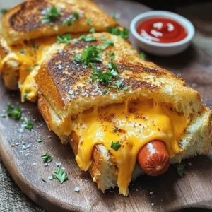 - 4 hot dog sausages - 4 slices of bread (e.g., sourdough or whole wheat) - 4 slices of cheese (such as cheddar or American) - 2 tablespoons butter, softened - 1 tablespoon garlic powder - 1 tablespoon fresh parsley, chopped (optional) - Salt and pepper to taste - Air fryer - Cooking brush - Sharp knife for assembly These ingredients make for a fun and tasty snack. The hot dogs bring that classic flavor. The cheese melts perfectly inside the crispy bread. You can pick your favorite type of bread. Sourdough gives a nice tang, while whole wheat adds a healthy twist. Softened butter helps create that golden crust. Garlic powder adds a little kick. If you want, toss in fresh parsley for color. Don’t forget to season with salt and pepper to taste. For tools, an air fryer is a must. It cooks evenly and makes everything crispy. A cooking brush helps spread the butter smoothly. Lastly, you need a sharp knife for cutting and assembling your sandwiches. If you want to know more about how to make these, check out the Full Recipe. First, preheat the air fryer to 375°F (190°C) for 5 minutes. This step makes sure the air fryer is hot enough for cooking. A hot air fryer helps give the sandwich a great crunch. Now, let’s assemble our tasty treat. Start by taking your slice of bread. Spread a thin layer of softened butter on one side. This butter will help the bread turn golden and crispy. On the unbuttered side of the bread, lay a slice of cheese. Next, center a hot dog on top of the cheese. To make it flavorful, sprinkle garlic powder, salt, and pepper on the hot dog. Then, add another slice of cheese on top. Finally, place a second slice of bread on top, making sure the buttered side faces out. This arrangement will create a lovely crust. Carefully place the sandwiches in the air fryer basket. Make sure not to overcrowd them. It’s better to cook in batches for a crispier finish. Air fry the sandwiches for 8-10 minutes. Flip the sandwiches halfway through the cooking time. This will help both sides become golden brown. Cook until the cheese is fully melted and the bread is crispy. Once cooked, take out the grilled cheese hot dogs carefully. If you like, sprinkle some fresh parsley on top for a touch of color. For the full recipe, you can refer to the complete instructions. Enjoy your snack! To get that perfect crispiness, preheat your air fryer to 375°F (190°C). Cook for 8-10 minutes, flipping halfway through. This ensures even browning. If your air fryer runs cool, add a minute or two. Check for golden bread and melted cheese. You can boost flavor with a few simple tricks. Try adding spices like paprika or onion powder. For cheese, mix cheddar with pepper jack for a spicy kick. Creamy mozzarella adds a nice stretch. Don’t hesitate to experiment! For a fun presentation, slice each hot dog sandwich in half. Place them on a wooden board for a rustic look. Pair with small bowls of ketchup and mustard for dipping. You can even add a sprinkle of parsley for color. This makes your snack look fancy! {{image_4}} You can change the cheese to mix up the flavors. Try mozzarella for a stretchy melt. Or use pepper jack for a spicy kick. Brie adds a creamy texture, while gouda gives a rich taste. Each cheese has its own charm, so experiment and find your favorite! Bread choice can affect the taste and texture. Use gluten-free bread if needed. Artisan breads like ciabatta or focaccia add a fun twist. Whole grain bread gives a nutty flavor and extra nutrition. Choose what you love best! Adding toppings can make your snack more exciting. Sliced tomatoes or avocado can add freshness. Pickles or jalapeños bring tang and heat. A drizzle of mustard or ketchup adds flavor, too. Mix and match to elevate your grilled cheese hot dogs. To store leftover grilled cheese hot dogs, wrap them tightly in plastic wrap or foil. Place them in an airtight container to keep them fresh. They will last for up to three days in the fridge. Make sure to let them cool before storing. This helps prevent sogginess. When you want to enjoy your grilled cheese hot dogs again, use the air fryer for the best results. Preheat the air fryer to 350°F (175°C). Place the sandwiches in the basket and heat for about 5 minutes. Check them halfway through to flip for even heating. This method keeps the bread crispy and cheese melty. Yes, you can freeze grilled cheese hot dogs! Wrap them well in plastic wrap and then in foil. This helps avoid freezer burn. They can be frozen for up to a month. When you’re ready to eat, let them thaw in the fridge overnight before reheating. This way, you'll enjoy a tasty snack anytime. Yes, you can use many types of sausages. Try turkey, chicken, or even vegan sausages. Each will bring a unique flavor. Experiment with spicy sausages for a kick. Your choice can make this snack more fun and tasty. For this recipe, I recommend cheddar or American cheese. Both melt well and add great flavor. You can also try mozzarella or pepper jack for a twist. These cheeses enhance the gooey texture of the hot dogs, making every bite delightful. To make it healthier, try whole grain bread or low-fat cheese. You can add fresh veggies like spinach or tomatoes for extra nutrition. Using less butter or a plant-based spread can cut calories too. These small changes keep the taste while improving health. You can find the Full Recipe for Air Fryer Grilled Cheese Hot Dogs at the beginning of this article. It has all the details you need to make this delicious snack. This blog post covered how to make delicious grilled cheese hot dogs with ease. We explored the key ingredients, cooking tools, and step-by-step instructions. I shared tips for perfecting crispiness and enhancing flavors, along with variations to suit your taste. Proper storage and reheating methods were also highlighted. Enjoy experimenting with this fun twist on a classic dish. Mix and match flavors to create your version. These grilled cheese hot dogs are sure to be a hit at any meal.