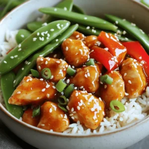 - 2 boneless, skinless chicken breasts, cut into bite-sized cubes - 1 cup sweet chili sauce - 1 cup jasmine rice - 2 tablespoons soy sauce - 1 tablespoon sesame oil - 1 tablespoon freshly grated ginger - 2 cloves garlic, minced - 1 red bell pepper, thinly sliced - 1 cup snap peas, trimmed and cleaned - 2 green onions, thinly sliced - 1 tablespoon sesame seeds (for garnish) Each ingredient plays a key role in the Sweet Chili Chicken Bowl. The chicken provides the protein, while the sweet chili sauce brings a lovely balance of sweet and heat. Jasmine rice serves as a perfect base, soaking up all the yummy flavors. For a bit more depth, soy sauce adds umami, and sesame oil gives a nutty finish. Fresh ginger and garlic enhance the dish with warmth and aroma. The colorful veggies not only make the dish appealing but also add crunch and freshness. Red bell pepper and snap peas are great choices. They maintain their crispness, making every bite delightful. Green onions and sesame seeds on top elevate the presentation and add a final touch of flavor. If you're ready to dive into this dish, check out the Full Recipe for step-by-step instructions! To start, we need to make a tasty marinade. In a mixing bowl, combine these ingredients: - 1 cup sweet chili sauce - 2 tablespoons soy sauce - 1 tablespoon sesame oil - 1 tablespoon freshly grated ginger - 2 cloves garlic, minced - A pinch of salt and pepper Next, add the cubed chicken to the bowl. Mix everything well so each piece is coated. Cover the bowl with plastic wrap. It’s best to refrigerate this for at least 30 minutes. This time helps the chicken soak up all the flavors. While the chicken is marinating, let’s prepare the jasmine rice. First, place the rice in a fine-mesh strainer. Rinse it under cold running water until the water runs clear. This step removes extra starch. In a medium saucepan, add the rinsed rice and 1 cup of water or chicken broth. Bring it to a boil over high heat. Then, lower the heat to a simmer. Cover the saucepan and let it cook for about 15 minutes. The liquid should be fully absorbed. After cooking, remove it from heat and let it sit, covered for 5 minutes. This resting time makes the rice fluffy and perfect. Now, let’s cook the chicken. Heat a large skillet over medium-high heat. Once hot, add the marinated chicken and all the marinade to the skillet. Sauté the chicken for about 5-7 minutes. Stir occasionally until it is browned and cooked through. The chicken should reach an internal temperature of 165°F (75°C). Next, it’s time to add the vegetables. Add the sliced red bell pepper and snap peas into the skillet. Stir them in with the chicken. Cook for another 3-4 minutes until the vegetables are bright and tender-crisp. Now, you're ready to assemble your sweet chili chicken bowl! To get that juicy chicken, aim for a medium-high heat. This helps the chicken cook fast and evenly. Use a meat thermometer to check the chicken's temperature. It should reach 165°F (75°C) for safety. Avoid overcooking by keeping an eye on the chicken. If you cook it too long, it can become dry. Stir often, and don’t let it sit too long. This keeps it tender and moist. To boost the flavor, try adding fresh herbs. Chopped cilantro or basil can brighten the dish. You can also mix in some crushed red pepper for heat. If you want to switch up the sauce, consider using teriyaki or hoisin sauce. Both add a sweet and savory taste that pairs well with chicken. They can give your bowl a new twist. Serving is just as important as cooking. Use colorful bowls to make your dish pop. A bright red pepper or green snap peas add a fun look. For an extra touch, use fresh herbs as a garnish. They add color and flavor. A sprinkle of sesame seeds can also make your bowl look gourmet. Enjoy the process of making your meal beautiful! {{image_4}} You can switch the chicken for tofu or shrimp. Tofu works well for a lighter meal. Choose firm tofu and press it to remove excess water. Cut it into cubes and marinate it just like the chicken. Cook until golden brown for a nice texture. Shrimp is another great choice. Use large, peeled shrimp for this bowl. Cook them for just a few minutes until they turn pink. This adds a sweet flavor that pairs well with the sauce. You can also explore other meats. Try pork or beef if you like. Just use the same marinade to keep the taste consistent. Adjust the cooking time based on the protein you choose. To make a fully vegetarian bowl, use plant-based protein sources. Chickpeas or lentils are excellent options. They provide protein and add a nice texture. You can roast them for extra flavor. Tofu is also a great choice. Use it as your main protein. Just follow the same cooking steps as you would with chicken. This way, you keep the dish balanced and delicious. You can add more veggies for a hearty bowl. Consider using broccoli, carrots, or mushrooms. These add flavor and nutrients, making your meal more filling. You can adjust the sweetness and spice levels to fit your taste. If you like it sweeter, add extra sweet chili sauce. For more heat, add red pepper flakes or sriracha. Start with a small amount and taste as you go. Adding different vegetables can also change the dish. Try using zucchini, snap peas, or bok choy. Each veggie brings its unique flavor and texture. Mixing colors makes the bowl more appealing. Use a rainbow of vegetables to make it visually stunning. This not only enhances the look but also increases the nutrition in your meal. Store your Sweet Chili Chicken Bowl in an airtight container. This keeps it fresh and safe to eat. When you have leftovers, let them cool to room temperature first. Then, place them in the fridge. You can keep it there for up to three days. To reheat, use the microwave or a skillet. If using the microwave, heat in short bursts. Stir often to avoid hot spots. You can freeze your Sweet Chili Chicken Bowl for longer storage. First, let it cool completely. Then, place the chicken and rice in separate freezer bags. Make sure to press out the air before sealing. This helps prevent freezer burn. To thaw, move the bags to the fridge overnight. Reheat the chicken and rice separately for the best flavor and texture. In the fridge, your bowl lasts about three days. Check for signs of spoilage before eating. If it smells bad or looks off, throw it out. Freshness is key for that delicious taste. Always trust your senses when it comes to food safety. A Sweet Chili Chicken Bowl is a tasty dish full of flavor. It combines tender chicken, sweet chili sauce, and fresh veggies. The balance of sweet and spicy makes each bite exciting. The dish is colorful and looks great on your table. You can enjoy it over a bed of jasmine rice, adding warmth and comfort. Yes, you can use store-bought sweet chili sauce. Many brands offer tasty options. Look for sauces with natural ingredients and no artificial flavors. Some good brands include Thai Kitchen and House of Tsang. These sauces can save you time and still deliver great flavor. You can serve many side dishes with a Sweet Chili Chicken Bowl. Here are some ideas: - Steamed broccoli: It adds a nice crunch. - Cucumber salad: This brings a cool contrast. - Egg rolls: They add a crispy texture. For drinks, try pairing with: - Iced green tea: It’s refreshing and light. - Sparkling water with lime: This adds a zesty touch. You can find the Full Recipe for Sweet Chili Chicken Bowl to get detailed steps and measurements. It will guide you to make this dish perfectly every time! In this post, we explored how to create a tasty Sweet Chili Chicken Bowl. You learned about key ingredients like chicken, sweet chili sauce, and fresh vegetables. I provided easy steps for marinating, cooking, and serving. You can adjust the recipe to fit your taste by swapping proteins or adding vegetables. Remember the storage tips to keep leftovers fresh. Enjoy your cooking and share this delightful meal with others!