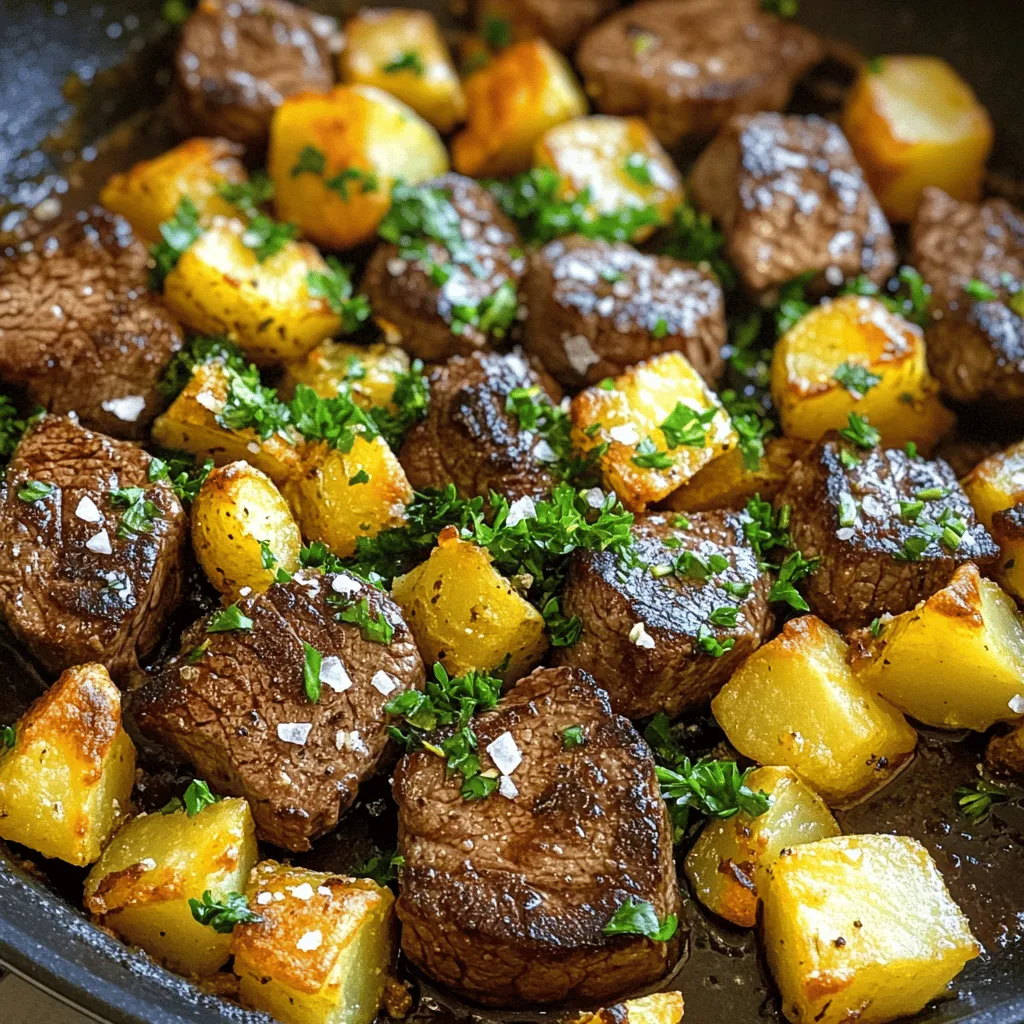 Garlic Butter Steak Bites with Potatoes Delight