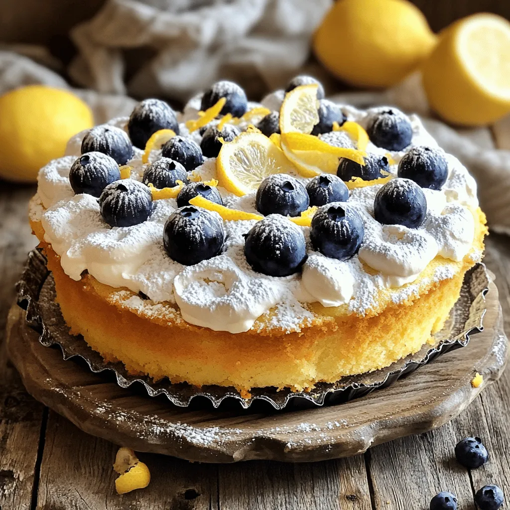- 2 cups all-purpose flour - 1 teaspoon baking powder - 1/2 teaspoon baking soda - 1/4 teaspoon salt - 1/2 cup unsalted butter, softened to room temperature - 1 cup granulated sugar - 8 ounces cream cheese, softened - 3 large eggs - 1 tablespoon fresh lemon zest - 1/4 cup freshly squeezed lemon juice - 1 teaspoon pure vanilla extract - 1 cup fresh blueberries (with extra for topping) - Powdered sugar for dusting (optional) Gather these ingredients to create a wonderful Lemon Cream Cheese Blueberry Cake. The all-purpose flour forms the base, while baking powder and baking soda help the cake rise. Salt balances the flavors. Softened unsalted butter and cream cheese make the cake rich and creamy. Granulated sugar adds sweetness, and eggs give structure. Fresh lemon zest and lemon juice provide a zesty kick. Vanilla extract rounds out the flavor profile, while fresh blueberries offer bursts of juiciness. You can add powdered sugar for a lovely finish. With this list ready, you're on the way to baking a delightful treat. For more details on how to combine these ingredients, check out the Full Recipe. 1. Preheat your oven. Set it to 350°F (175°C). 2. Prepare a 9-inch round cake pan. Grease it with butter and dust it with flour. This helps the cake come out easily. 3. In a mixing bowl, whisk together the dry ingredients: - 2 cups all-purpose flour - 1 teaspoon baking powder - 1/2 teaspoon baking soda - 1/4 teaspoon salt Set this mixture aside for later. 4. In a large bowl, cream together: - 1/2 cup unsalted butter, softened - 1 cup granulated sugar - 8 ounces cream cheese, softened Mix on medium speed for about 3-5 minutes until light and fluffy. 5. Add the eggs one at a time, mixing well after each. Then, blend in: - 1 tablespoon fresh lemon zest - 1/4 cup freshly squeezed lemon juice - 1 teaspoon pure vanilla extract Mix until smooth. 6. Gradually add the dry mixture to the wet mixture. Stir until just combined. Don’t over-mix; this keeps the cake light. 7. Carefully fold in: - 1 cup fresh blueberries Use a spatula to ensure they stay whole. 8. Pour the batter into the prepared cake pan. Smooth the top with a spatula. 9. Bake in the preheated oven for 30-35 minutes. Check with a toothpick; it should come out clean. 10. Let the cake cool in the pan for about 10 minutes. Then, transfer it to a wire rack to cool completely. You can find the complete recipe [Full Recipe]. To ensure your Lemon Cream Cheese Blueberry Cake rises perfectly, start with fresh ingredients. Make sure your baking powder and baking soda are not expired. For the best rise, bring your eggs and cream cheese to room temperature before mixing. This helps create a light batter. Avoid over-mixing by stirring gently when combining wet and dry ingredients. Mix just until you no longer see any flour. Over-mixing can lead to a dense cake. Folding in the blueberries should also be done carefully to keep them whole. Using fresh blueberries will give you the best taste. They burst with flavor when baked. Frozen blueberries can work but may make your batter a bit watery. If you use frozen blueberries, do not thaw them first. To adjust sweetness, taste your batter before baking. If it feels too sweet, simply add a bit more lemon juice. This will balance the flavors nicely. For a festive look, serve slices of cake on colorful plates. You can add a few whole blueberries on top for a pop of color. A sprig of fresh mint can also brighten the plate and enhance the flavor. When garnishing, consider dusting the cake with powdered sugar. This adds a lovely touch and makes the cake look more appealing. Just remember to do this right before serving to keep it fresh. {{image_4}} You can make this cake even more fun and tasty. Try adding different berries like raspberries, strawberries, or blackberries. Each berry brings its unique flavor and color. You can also mix in nuts. Chopped walnuts or pecans add a nice crunch. For a warm touch, add spices like cinnamon or nutmeg. These flavors will blend well with the lemon and cream cheese. If you need gluten-free options, you can substitute the all-purpose flour. Use almond flour or a gluten-free flour blend instead. This change keeps the cake light and fluffy. For vegan alternatives, swap the cream cheese with a plant-based version. You can also use flax eggs or applesauce instead of real eggs. These swaps allow everyone to enjoy this treat. If you love lemon and cream cheese, try other recipes too. Lemon bars are a zesty choice. Cream cheese frosting is perfect for decorating cupcakes. You can also make lemon cheesecake for a rich dessert. Each of these recipes highlights the bright flavor of lemon and the creamy texture of cream cheese. For more ideas, check out the Full Recipe for a detailed guide. To store your leftover Lemon Cream Cheese Blueberry Cake, first let it cool completely. Once cool, cover it tightly with plastic wrap or place it in an airtight container. This keeps the cake moist and fresh. If you want to keep it longer, you can freeze it. Wrap the cake in plastic wrap and then in aluminum foil. This double wrapping prevents freezer burn. At room temperature, the cake lasts for about three days. Make sure to keep it in a cool, dry place. If you freeze it, the cake can last up to three months. For the best taste, freeze it within two days of baking. This helps lock in the fresh flavors. To reheat the cake, place a slice on a microwave-safe plate. Heat it for 10-15 seconds at a time until warm. Avoid overheating to keep it moist. You can also serve the cake cold. Cold slices are refreshing, especially on warm days. Enjoy the cake however you like, but warm slices pair well with a scoop of ice cream! Can I make this cake in advance? Yes, you can make this cake a day before you plan to serve it. Let it cool completely and then store it in an airtight container. This keeps it fresh and tasty. What can I substitute for cream cheese? You can use Greek yogurt or mascarpone cheese if you want a different flavor. Both options keep the cake moist and creamy. Why is my cake dense? A dense cake can mean you over-mixed the batter. Mixing too much can trap too much air, making it heavy. Be gentle when combining ingredients. How do I know when my cake is done baking? To check if your cake is ready, insert a toothpick in the center. If it comes out clean, the cake is done. If it has batter on it, bake for a few more minutes. What beverages pair well with this cake? This cake works well with tea, lemonade, or even a light sparkling wine. These drinks enhance the lemon flavor and make each bite even better. Can this cake be served with ice cream or whipped cream? Yes! This cake is great with vanilla ice cream or whipped cream. They add a nice creamy texture and balance the tart lemon flavor. For the full recipe, check out the Lemon Cream Cheese Blueberry Delight! This blog post covers everything you need to create a delicious blueberry lemon cake. We explored key ingredients, step-by-step instructions, and helpful tips to enhance your baking. We also discussed cake variations, storage tips, and answered common questions. Now it's time to bake! Enjoy the process and share your tasty results. Happy baking!
