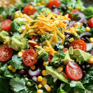 To make a delicious Cowboy Salad, gather these ingredients: - 2 cups mixed greens (spinach, arugula, and lettuce) - 1 cup cherry tomatoes, halved - 1 cup black beans, drained and rinsed - 1 cup corn kernels, fresh or canned - 1 red bell pepper, diced - 1 ripe avocado, diced - 1/2 red onion, thinly sliced - 1/2 cup shredded cheese (sharp cheddar or pepper jack) - 1/4 cup fresh cilantro, chopped - 3 tablespoons extra virgin olive oil - 2 tablespoons lime juice - 1 teaspoon ground cumin - Salt and black pepper, to taste - Tortilla chips, for garnish Cowboy Salad is not just tasty; it’s also packed with nutrition. Here are some benefits of key ingredients: - Mixed greens offer vitamins A and K, which support eye health and bone strength. - Black beans provide protein and fiber, keeping you full and satisfied. - Avocado is rich in healthy fats, which are good for your heart. - Corn adds sweetness and contains antioxidants that fight free radicals. - Cilantro can help lower bad cholesterol and improve digestion. This salad is colorful and full of nutrients. Eating it can boost your health while satisfying your taste buds. You can easily swap ingredients in Cowboy Salad to fit your taste: - Instead of black beans, try kidney beans or chickpeas. - If you don’t like corn, use diced cucumber or jicama for crunch. - For cheese, consider feta or goat cheese for a different flavor. - If you want a spicy kick, add sliced jalapeños or radishes. - For a vegan option, omit the cheese or use a plant-based alternative. These swaps help keep the salad fresh and exciting while meeting your dietary needs. Cowboy Salad is quick and easy to make. You can prep it in just 15 minutes. Gather all your ingredients first. This will help you stay organized. It’s all about layering fresh flavors together. 1. Start with a large mixing bowl. Place your mixed greens at the bottom. Make sure they are evenly spread. 2. Next, add the halved cherry tomatoes. Then, toss in the black beans. Add the corn, diced red bell pepper, avocado, and thinly sliced red onion. 3. You want a colorful look, so arrange the layers nicely. 4. Now, sprinkle the shredded cheese and chopped cilantro over the top. 5. For the dressing, grab a small bowl. Whisk together olive oil, lime juice, ground cumin, salt, and pepper. This zesty mix will make your salad pop! 6. Drizzle the dressing over your salad. Toss gently, so you don’t mash the avocado. 7. Just before you serve, add tortilla chips on top. They add a tasty crunch! Serve the Cowboy Salad in a large bowl. It looks great and feels rustic. Place extra tortilla chips on the side. Garnish with more cilantro for a fresh touch. Enjoy your colorful and tasty Cowboy Salad! For the full recipe, check out the details above. To boost the taste of your Cowboy Salad, use fresh herbs. Cilantro adds a bright touch. You can also try adding jalapeños for heat. If you love spicy food, consider using spicy pepper jack cheese. This will give your salad a kick! Don’t forget to season well with salt and pepper. A squeeze of lime juice just before serving brightens the flavors even more. One common mistake is over-dressing the salad. Too much dressing can make it soggy. Start with a small amount and add more if needed. Another mistake is not rinsing canned beans. Rinsing removes extra salt and improves the taste. Avoid cutting avocado too early. It can brown quickly. Cut it just before serving to keep it fresh and green. Serve your Cowboy Salad in a big bowl. This makes it easy for everyone to dig in. For added crunch, sprinkle tortilla chips on top. You can also serve it with grilled chicken or shrimp for a heartier meal. Pair your salad with a refreshing drink like iced tea or lemonade. This adds to the festive feel of the meal. You can find the full recipe for this delightful dish in the previous sections. Enjoy your cooking! {{image_4}} You can spice up your Cowboy Salad by making a Southwestern version. Use a mix of corn, black beans, and diced jalapeños. Add diced avocado for creaminess. Top it with a zesty ranch dressing. The bold flavors will take your salad to the next level. Making a vegetarian or vegan Cowboy Salad is simple. Omit the cheese for a lighter twist. You can add extra beans or nuts for protein. Try using tahini or a vegan yogurt for the dressing. These swaps keep it fresh and flavorful without losing the essence of the dish. To make your Cowboy Salad filling, consider adding grilled chicken or shrimp. You can also use tofu or tempeh for a meatless option. These proteins boost the salad’s nutrition and make it more satisfying. For extra flavor, marinate your proteins before grilling or sautéing. For the full recipe, check out the Cowboy Salad section in this article. To keep your Cowboy Salad fresh, store leftovers in an airtight container. This helps seal in moisture and flavor. If you have added dressing, store it separately. Dressing can make the greens soggy. Leftover salad lasts about 2 to 3 days in the fridge. To keep each ingredient fresh, follow these tips: - Mixed greens: Keep them dry in a sealed bag. Moisture makes them wilt. - Tomatoes and peppers: Store at room temperature to maintain flavor. - Beans and corn: Keep in airtight containers after opening. - Avocado: Store cut avocado with lemon juice to slow browning. - Onion: Store in a cool, dark place in a mesh bag. Reheating is not needed for this salad. Enjoy it cold for the best taste. If you warm any ingredients, do it gently. Use a microwave for small portions. Heat for just a few seconds to avoid cooking the greens. Cowboy Salad is a bright and hearty dish. It blends fresh greens, beans, and veggies. This salad shines with flavors from lime, cumin, and crunchy tortilla chips. You can make it colorful by mixing fresh spinach, cherry tomatoes, and ripe avocado. The combination of textures and tastes makes it fun and tasty! Yes, you can prepare Cowboy Salad ahead of time. Just keep the dressing separate until you are ready to eat. This way, the greens stay crisp and fresh. You can chop the veggies and mix them in a bowl. Store it in the fridge for up to a day. When it’s time to enjoy, just add the dressing and toss! Cowboy Salad lasts about 2 to 3 days in the fridge. Make sure to store it in an airtight container. If you notice any wilting greens or soggy veggies, it’s best to discard those. Enjoy the freshness within the first few days for the best taste. In this article, we covered essential ingredients for Cowboy Salad, along with their benefits. You learned how to prepare, cook, and plate the dish. The tips shared help avoid common mistakes and enhance flavor. We explored variations for everyone and shared advice on storing leftovers. Cowboy Salad is simple to make and full of taste. With these insights, you're ready to create a delicious dish that fits your needs. Enjoy your cooking adventure!