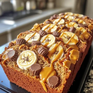 - 3 large ripe bananas, mashed - 1/2 cup peanut butter - 1/2 cup granulated sugar - 1/4 cup packed brown sugar - 2 large eggs - 1 teaspoon pure vanilla extract - 1 teaspoon baking soda - 1/4 teaspoon salt - 1 1/2 cups all-purpose flour - 1/2 cup chopped Reese’s peanut butter cups - 1/2 cup chocolate chips (optional) For this recipe, you will need some basic kitchen tools. Here’s what I suggest: - A large mixing bowl - A whisk or fork - A spatula or wooden spoon - A 9x5-inch loaf pan Choosing the right ingredients is key. Use ripe bananas; they add natural sweetness. For peanut butter, creamy or chunky works well, so pick your favorite. If you have allergies, consider using sun butter instead of peanut butter. You can also use egg replacers for a vegan twist. By preparing these ingredients, you set yourself up for success. This banana bread is not just tasty; it’s a fun way to mix flavors. For the full recipe, check out the details above and get ready for an irresistible treat! 1. First, preheat your oven to 350°F (175°C). This ensures even baking. 2. Next, grease a 9x5-inch loaf pan with cooking spray or butter. Coat it well to avoid sticking. 3. In a large bowl, mix the mashed bananas and peanut butter together. Add granulated and brown sugars. Use a fork or whisk for a smooth blend. 4. Crack in the eggs and pour in the vanilla extract. Whisk until the mixture is creamy and well combined. 1. In another bowl, mix baking soda, salt, and flour together. This helps the bread rise. 2. Gradually fold the dry mix into the wet ingredients. Use a spatula or wooden spoon. Mix just until combined. This keeps the bread light. 3. Be careful not to overmix. Overmixing can make the bread dense and heavy. 1. Pour the batter into the greased loaf pan. Smooth the top with a spatula for even baking. 2. Place the pan in the preheated oven. Bake for 50 to 60 minutes. 3. To check if it's done, insert a toothpick into the center. It should come out clean or with a few moist crumbs. 4. Once baked, remove the bread from the oven. Let it cool in the pan for about 10 minutes. 5. Move it to a wire rack to cool completely before slicing. Enjoy this treat warm with melted peanut butter on top! You can find the Full Recipe for more details. To prevent dense banana bread, mix the batter gently. Overmixing can make it tough. Use ripe bananas as they mash easily and add more flavor. Look for bananas with brown spots. They taste sweeter and yield a moister bread. Using flavored peanut butter can elevate this recipe. Try chocolate or honey peanut butter for extra layers of taste. You can also add spices like cinnamon or nutmeg. These spices bring warmth and depth to the bread. Feel free to toss in extras, like chopped nuts or dried fruit, for fun textures. Serve banana bread warm, sliced thick. Top it with melted peanut butter, banana slices, or a sprinkle of chocolate chips. Pair it with coffee, milk, or a scoop of vanilla ice cream for a treat. Each bite is a delight, and it’s great for breakfast or dessert! {{image_4}} You can easily make this banana bread nut-free. Swap peanut butter with sun butter or soy nut butter. These options keep the taste rich and creamy. If you want a healthier version, use Greek yogurt instead of some butter. You can also replace sugar with honey or maple syrup. For a vegan-friendly recipe, use flax eggs instead of real eggs. Mix one tablespoon of ground flaxseed with three tablespoons of water. Let it sit for a few minutes to thicken before adding it to your mix. Feel free to add chopped nuts, like walnuts or pecans, to boost texture. You can also toss in dried fruits, like raisins or cranberries, for added sweetness. Want more chocolate? Use dark chocolate chips or even white chocolate chunks for a twist. You can also swap out Reese's cups for other favorite candies, like Snickers or Milky Way, to create new flavors. Seasonal flavors can make this banana bread even more fun. Try adding pumpkin puree for a cozy fall vibe. Cinnamon or nutmeg can spice it up nicely too. During the holidays, consider mixing in some crushed peppermint candies. This adds a festive touch and a refreshing flavor. You could even create a pumpkin spice version by using pumpkin spice mix instead of regular spices. Each variation gives you a chance to enjoy this recipe all year long! To keep your Reese’s Peanut Butter Banana Bread fresh, wrap it in plastic wrap. Place it in an airtight container or a zip-top bag. This helps keep the bread moist for up to four days at room temperature. If you want to keep it extra soft, add a slice of bread inside the container. This little trick helps retain moisture. For long-term storage, you can freeze the banana bread. First, let it cool completely. Then, wrap it tightly in plastic wrap, followed by aluminum foil. This prevents freezer burn. Your banana bread can last up to three months in the freezer. When you're ready to enjoy it, simply thaw it in the fridge overnight. To reheat, slice off a piece and warm it in the microwave for about 20 seconds. You can also toast it for a crispy outside while keeping the inside soft. How long does it last? When stored properly, banana bread stays good for about four days at room temperature. In the fridge, it can last up to a week. Watch for signs of spoilage. If you see mold or it smells sour, throw it away. The bread should have a pleasant smell and a soft texture. Enjoy your delicious treat while it’s fresh! Can I use frozen bananas? Yes, you can use frozen bananas. Just thaw them first. Drain extra liquid before mashing. This keeps your bread from being too wet. How can I make it gluten-free? To make this recipe gluten-free, swap all-purpose flour with gluten-free flour. Look for a blend that works well in baking. This keeps your bread light and fluffy. What is the best way to ripen bananas quickly? If you need ripe bananas fast, place them in a paper bag. The bag traps ethylene gas, speeding up ripening. You can also bake unripe bananas at 300°F for 15 to 20 minutes. Why did my banana bread sink? Your banana bread may sink if the oven temp is too low. Under-mixing can also cause this. Make sure to mix well but don’t overmix. How can I tell if it’s adequately baked? To check if it's baked, insert a toothpick in the center. If it comes out clean or with a few crumbs, it's done. If it’s wet, give it more time. How to convert this recipe for muffins To make muffins, pour the batter into muffin tins instead of a loaf pan. Bake at the same temp, but check for doneness after 20-25 minutes. Making smaller or larger batches To make a smaller batch, halve the ingredients. For a larger batch, double everything. Adjust baking time if using different pan sizes. This blog post covered how to make delicious banana bread with peanut butter. You learned about the ingredients needed and the best preparation steps to follow. Tips helped you enhance the flavor and achieve the perfect texture. I also shared ways to store your bread for maximum freshness. Lastly, we discussed common questions and baking troubleshooting. You can now bake a tasty version of banana bread that suits your needs. Enjoy your baking and the delightful results!