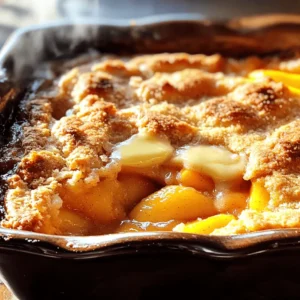 For the best peach cobbler, you need ripe peaches. Use about 6 fresh peaches. They must be peeled and sliced. Their sweetness shines through when baked. Add 1 tablespoon of fresh lemon juice. This brightens the flavor and balances the sweetness. Also, include 1 teaspoon of ground cinnamon. This spice adds warmth and depth. Lastly, add 1 teaspoon of pure vanilla extract. It enhances the aroma and taste of the cobbler. Next, gather your dry ingredients. Start with 1 cup of all-purpose flour. This gives structure to the cobbler. Combine it with 1 cup of granulated sugar, divided into two 1/2 cups. The first half sweetens the peaches, while the second half goes in the batter. Add 2 teaspoons of baking powder for rise and fluffiness. Don’t forget 1/2 teaspoon of salt. It balances the sweetness and boosts flavor. Now, let’s mix the wet ingredients. You’ll need 1 cup of milk. Whole or 2% milk works well here. It adds moisture to the batter. Also, use 1/2 cup of unsalted butter, melted and slightly cooled. This gives a rich flavor and helps the batter set. Lastly, add 1 teaspoon of ground nutmeg. This spice gives a lovely aroma and pairs well with peaches. For the full recipe, check the "Ultimate Peach Cobbler" section. First, set your oven to 350°F (175°C). This heat is perfect for baking. While the oven warms up, grab 6 ripe peaches. Peel and slice them into thin pieces. In a large bowl, mix the sliced peaches with 1/2 cup of granulated sugar, 1 tablespoon of fresh lemon juice, 1 teaspoon of ground cinnamon, and 1 teaspoon of pure vanilla extract. Toss these ingredients gently. This step is key. Let them sit for about 10 minutes. This marinating time enhances the flavors and softens the peaches. In a separate bowl, whisk together the dry ingredients. Combine 1 cup of all-purpose flour, the remaining 1/2 cup of sugar, 2 teaspoons of baking powder, and 1/2 teaspoon of salt. Mix them well so there are no lumps. Next, slowly add 1 cup of milk to this dry mixture. Whisk until the batter is smooth. Then, take 1/2 cup of melted unsalted butter and pour it into a 9x13-inch baking dish. Let the butter coat the bottom evenly. Carefully pour the batter over the melted butter. Do not stir! Let it rest and settle. Now comes the fun part! Spoon the marinated peach mixture over the batter. Spread the peaches evenly across the top. Again, avoid stirring. This helps keep the layers separate. For a final touch, sprinkle 1 teaspoon of ground nutmeg over the top. This adds a warm flavor that pairs well with the sweet peaches. Place your baking dish in the oven and bake for 40-45 minutes. The cobbler is ready when the top is golden brown. A toothpick should come out clean when you test it. Once baked, cool it on a wire rack. Enjoy your peach cobbler warm, ideally with a scoop of vanilla ice cream! For the full recipe, please refer to the earlier section. To make great peach cobbler, you need ripe peaches. Look for peaches with a sweet smell. They should feel slightly soft but not mushy. The skin should be a vibrant yellow or orange. If they are green or too hard, they need more time to ripen. Use fresh peaches for the best flavor, but if you can't find ripe ones, frozen peaches work too. The key to good texture is the batter. Mix the dry and wet ingredients separately first. This helps avoid lumps. When you pour the batter over the melted butter, do not stir it. This keeps the layers separate. As it bakes, the batter rises and forms a nice crust. For a crisp topping, bake until golden brown. You want a crunchy top with soft, juicy peaches below. Serve your peach cobbler warm. A scoop of vanilla ice cream adds a creamy touch. You can also top it with whipped cream for extra sweetness. For a fresh twist, add mint leaves as a garnish. If you want to impress, serve it in individual bowls. This makes it look fancy and fun to eat. Check out the Full Recipe for more tips. {{image_4}} You can make a gluten-free peach cobbler with simple swaps. Use gluten-free flour instead of all-purpose flour. Look for blends that work well for baking. They help your cobbler rise and stay fluffy. You may also want to add a bit more baking powder to boost the texture. This way, you can enjoy the same delicious taste without the gluten! Want to spice up your peach cobbler? You can add a few more spices. Try ginger or allspice for a warm twist. You can also add a pinch of cardamom or clove for depth. Experimenting with spices helps bring out the sweetness of the peaches. Play around with different amounts until you find your favorite mix! Did you know you can use frozen peaches? They are a great option if fresh ones aren’t available. Just make sure to thaw and drain them before use. This helps avoid excess water in your cobbler. You can still enjoy that juicy peach flavor year-round. Frozen peaches make this recipe super easy and quick, especially when you crave a sweet treat! For the full recipe, check the Ultimate Peach Cobbler Recipe. After you enjoy your peach cobbler, let it cool. Cover it tightly with plastic wrap or foil. You can also place it in an airtight container. Store your leftovers in the fridge. They will stay fresh for up to three days. To reheat your peach cobbler, preheat your oven to 350°F (175°C). Place the cobbler in an oven-safe dish. Cover it loosely with foil to keep it moist. Heat for about 20 minutes or until warm. If you prefer a crisp top, remove the foil for the last 5 minutes. You can freeze peach cobbler for longer storage. First, let it cool completely. Slice it into portions for easy serving later. Wrap each slice in plastic wrap, then in aluminum foil. Place the wrapped slices in a freezer-safe bag. Your cobbler can last in the freezer for up to three months. When ready to enjoy, thaw it in the fridge overnight before reheating. This way, you still get that comforting, warm dessert! For the full recipe, check out the Ultimate Peach Cobbler Recipe. Yes, you can use canned peaches! They save time and are easy to find. Just drain them well. This helps avoid extra juice in your cobbler. Keep in mind that fresh peaches give the best flavor. If using canned, choose peaches in light syrup or juice for a sweeter taste. Your cobbler is done when the top turns golden brown. You can also insert a toothpick into the center. If it comes out clean, it’s ready! The edges may bubble, which is a good sign. Let it cool slightly before serving, as it will set up more. Top your peach cobbler with a scoop of vanilla ice cream. This cools the warm cobbler nicely. Whipped cream also works well for a light touch. You can add a sprinkle of cinnamon or nutmeg on top for extra flavor. Fresh mint leaves make a lovely garnish too! For more details on making this perfect dessert, check the Full Recipe. Making peach cobbler is easy and fun. You learned about key ingredients like fresh peaches, dry and wet mix. We walked through each step, from oven prep to assembling your dish. I shared tips for picking ripe peaches and achieving perfect texture. You can even try gluten-free options and add spices for a twist. Storing leftovers, reheating, and using frozen peaches were covered too. In the end, this cobbler is a tasty treat. Enjoy your creation and share it with friends and family!