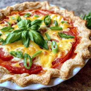 To make Paula Deen's Tomato Pie, you need fresh and simple ingredients. Each one adds to the pie's rich taste. Here’s what you will need: - 1 pre-made pie crust - 4 large ripe tomatoes, sliced into 1/4-inch rounds - 1 cup shredded mozzarella cheese - 1 cup shredded sharp cheddar cheese - 1/2 cup mayonnaise - 1 tablespoon Dijon mustard - 1/4 cup fresh basil, chopped (plus extra for garnish) - 1 teaspoon garlic powder - Salt and freshly cracked black pepper to taste - 1/4 cup green onions, finely chopped These ingredients come together to create a dish that is both savory and comforting. The ripe tomatoes provide juiciness, while the cheeses offer a creamy texture. Mayonnaise and Dijon add a slight tang that balances the flavors. Fresh basil and green onions give an aromatic touch that makes each bite refreshing. This pie is truly a celebration of simple ingredients that turn into something special. - Preheat the oven to 375°F. - Prepare the pie crust. Fit it snugly in a pie dish. Use a fork to poke holes in the bottom. This helps prevent bubbles when baking. - Start with a layer of sliced tomatoes. Use half of the tomatoes. Spread them evenly across the crust. - Sprinkle salt and black pepper on the first layer. This brings out the flavor. - Next, spread half of the creamy mixture over the tomatoes. Make sure to cover them fully. - Add half of the mozzarella and cheddar cheese on top of the creamy layer. This adds a nice texture and flavor. - Repeat the same steps with the rest of the tomatoes, creamy mixture, and cheese. - For the final touch, sprinkle chopped green onions and extra basil on top of the cheese. This adds color and taste. - Place the pie in the oven and bake for 35-40 minutes. Look for a golden brown and bubbling top. - Once baked, take it out and let it cool for 10 minutes. This makes it easier to slice. Enjoy your delicious pie! For the full recipe, check the details above. To avoid sogginess, always prick the bottom of the crust before baking. This helps air escape. You can also bake the crust slightly before adding the filling. This gives it a head start. If you want to skip the store-bought crust, try making your own. A simple mix of flour, butter, and water works great! Fresh herbs add a burst of flavor. I love using basil in this pie. You can also try oregano or thyme for a twist. For seasoning, don’t forget salt and pepper. They bring out the flavors of the tomatoes. Adding a splash of vinegar can balance the dish's richness too. Serve this pie warm for the best taste. It pairs well with a light salad. A simple mix of greens with vinaigrette complements the pie nicely. You can also serve it with roasted veggies for a heartier meal. Enjoy it fresh for the best flavor and texture! {{image_4}} You can switch up the cheese in this pie. Try using gouda or fontina for a rich taste. Blend different cheeses for a unique flavor. For a vegan option, use cashew cheese or tofu. These options work well and keep the pie creamy and delicious. Want to add protein? You can include crispy bacon or cooked chicken. Both will give the pie a savory kick. For a vegetarian choice, use chickpeas or lentils. They add texture and boost nutrition without meat. Make this pie your own by adding different veggies. Try spinach, zucchini, or bell peppers for a fresh touch. You can also use seasonal herbs. Fresh thyme or dill can really brighten the dish. These twists keep your Tomato Pie exciting all year round. For the full recipe, check the provided details and enjoy! To store leftovers, let the pie cool completely. Cover it tightly with plastic wrap or aluminum foil. You can also use an airtight container. This keeps the pie fresh and prevents odors from mixing. The shelf life in the fridge is about three to four days. After that, the flavors may fade. It’s best to enjoy Paula Deen’s Tomato Pie while it’s fresh. To freeze the pie, slice it first for easy servings. Wrap each slice in plastic wrap. Then place the slices in a freezer-safe bag or container. This way, they stay fresh and don’t get freezer burn. For reheating, take the slice out and let it thaw in the fridge overnight. You can also reheat it directly from the freezer. Preheat your oven to 350°F (175°C). Place the slice on a baking sheet. Heat for about 20-30 minutes, or until it's warm and the cheese is bubbly. Enjoy it hot for the best flavor! To make Paula Deen's Tomato Pie gluten-free, you can use a gluten-free pie crust. Many brands offer ready-made options. You can also make your own crust using almond flour or rice flour. Just follow a simple recipe for a gluten-free crust. Ensure all your other ingredients are gluten-free as well. Yes, you can use canned tomatoes. However, the flavor and texture may change. Fresh tomatoes provide a bright taste and juicy texture. Canned tomatoes can be more watery. Drain them well and consider using less salt. This helps keep the pie from becoming too soggy. To cut the pie cleanly, let it cool for about ten minutes. Use a sharp knife for even slices. Start from the center and work your way out. This will help keep the layers intact. Serve each slice on a plate for a nice presentation. Enjoy your savory slice! This blog post showed you how to make a delicious tomato pie. We covered the key ingredients, the steps to prepare, layer, and bake your pie. You learned tips for the crust and flavor, along with variations for every taste. We also discussed how to store your leftovers safely. By following these steps, you can create a dish that impresses and satisfies friends and family. Enjoy your cooking journey and share this delightful recipe with others!