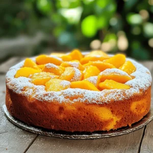 - Fresh peaches: You need 2 cups of fresh peaches. Start by peeling them. Cut them into small chunks. This helps the peaches mix well into the batter. Choose ripe peaches for the best flavor. - Dry ingredients: Gather 1 ½ cups of all-purpose flour, 1 teaspoon of baking powder, ½ teaspoon of baking soda, ½ teaspoon of salt, 1 teaspoon of ground cinnamon, and ¼ teaspoon of ground nutmeg. These ingredients help the cake rise and add flavor. - Wet ingredients: Get ½ cup of unsalted butter, softened, and 1 cup of granulated sugar. You will also need 2 large eggs, ¾ cup of buttermilk, and 1 teaspoon of pure vanilla extract. These ingredients make the cake moist and tasty. - Variations using spices or extracts: You can try adding different spices. A pinch of ginger or allspice can give it a new twist. You might also add almond extract for a richer taste. - Swaps for gluten-free or dairy-free options: If you need gluten-free, use almond or oat flour instead of all-purpose flour. For a dairy-free version, substitute buttermilk with almond milk mixed with a splash of vinegar. - How to select the best fresh peaches: Look for peaches that are firm but slightly soft when pressed. They should have a sweet smell and be free of bruises or blemishes. Fresh peaches make your cake shine and taste amazing. For the complete list of ingredients and instructions, check out the Full Recipe. 1. First, preheat your oven to 350°F (175°C). Grease a 9-inch round cake pan with butter. Dust it lightly with flour. This helps the cake release easily later. 2. In a large bowl, use an electric mixer to cream the softened butter and sugar. Beat them together on medium speed until the mix is light and fluffy. This should take about 3-5 minutes. 3. Crack the eggs into a small bowl. Add them to the creamed butter mix, one at a time. Mix well after each addition. Finally, stir in the vanilla extract until everything is combined. 4. In a separate bowl, whisk together the dry ingredients: flour, baking powder, baking soda, salt, cinnamon, and nutmeg. This step ensures even mixing in the batter. 5. Gradually blend the dry mixture into the creamed mix, alternating with the buttermilk. Start with a third of the flour mix, then half the buttermilk. Repeat this, finishing with the flour mix. Mix until just combined. A few lumps are okay. 6. Gently fold in the diced peaches with a spatula. Be careful not to deflate the batter. The peaches should be spread evenly in the mix. 1. Pour the batter into the prepared cake pan. Use a spatula to smooth the top, making it even. 2. Place the cake in the preheated oven. Bake for 35-40 minutes. Check for doneness by inserting a toothpick into the center. If it comes out clean or with a few moist crumbs, your cake is ready. 1. Once baked, let the cake cool in the pan for about 10 minutes. Run a knife around the edges to loosen it. Then, invert it onto a wire rack to cool completely. 2. When the cake cools to room temperature, dust the top with powdered sugar if you like. This adds a nice touch! 3. Slice the cake into wedges and serve. For a special treat, add a dollop of whipped cream or a scoop of vanilla ice cream. You can also add fresh peach slices on the side. Enjoy this delightful peach cake! For more detailed instructions, refer to the Full Recipe. - Avoiding common mistakes when baking cakes: Always measure your ingredients accurately. Use a kitchen scale for the best results. Avoid opening the oven too soon. This will help your cake rise evenly. - Tips for achieving a light and fluffy texture: Make sure your butter is soft, not melted. Cream it well with sugar until it’s light and airy. This step is key for a fluffy cake. - Storage of ingredients for best results: Keep your flour and sugar in a cool, dry place. This helps maintain freshness. Store butter in the fridge until you are ready to use it. - How to enhance flavor with different spices: You can add a pinch of nutmeg for warmth or a splash of almond extract. Both will complement the peaches nicely. - Adjusting sweetness levels to taste: If you prefer a less sweet cake, reduce the sugar by a quarter cup. Taste your batter before baking to find your perfect balance. - Adding fruit or nut toppings for a twist: Try adding sliced almonds or walnuts on top before baking. You can also sprinkle some extra diced peaches for a fruity finish. Feel free to explore these tips as you bake your peach cake. Each suggestion can help you create a delightful treat! For detailed instructions, check the Full Recipe. {{image_4}} You can easily switch up the fresh peach cake to keep things fun. One great idea is to make a peach cobbler version. Just add more peaches on top before baking. This gives a lovely, juicy layer that is hard to resist. You can also mix in other fruits like berries or apples. Blueberries or raspberries bring a pop of color and flavor. Apples add a nice crunch and sweetness. Feel free to play with your favorite fruits! Another fun twist is to create a layered peach cake with frosting. Bake two or three cake layers. Once cooled, stack them with peach frosting or cream cheese icing in between. This adds a wow factor to your dessert! If you want a vegan version of fresh peach cake, swap out the eggs and butter. Use flax eggs and coconut oil instead. This keeps the cake moist and delicious. For gluten-free options, try using almond or oat flour. Both work well and keep the cake light and fluffy. Just make sure to adjust the liquid amounts as needed. If you’re looking for low-sugar alternatives, use natural sweeteners like honey or maple syrup. You can also cut the sugar in half and still enjoy a tasty cake. These swaps keep your cake delightful and a bit healthier! To keep your peach cake fresh, always let it cool fully. Place the cake on a wire rack for even cooling. Once cool, wrap the cake tightly in plastic wrap or store it in an airtight container. This keeps moisture in and prevents drying. The best temperature for storing the cake is room temperature. Avoid placing it in the fridge, as this can dry it out. You can keep the cake for up to three days before it spoils. If you have extra cake, freezing is a great option. To freeze your fresh peach cake, slice it into pieces. Wrap each slice tightly in plastic wrap, then place them in a freezer bag. This method prevents freezer burn and keeps the cake tasting fresh. When you’re ready to eat, thaw the slices in the fridge overnight. For serving, warm the slices in the microwave for a few seconds. You can also use thawed cake in other recipes, like trifle or ice cream cake. Just crumble the cake and layer it with your favorite ingredients. How do I know when my fresh peach cake is done baking? You can check if your cake is done by inserting a toothpick into the center. If it comes out clean or with a few moist crumbs, your cake is ready. I recommend checking around the 35-minute mark. Ovens can vary, so keep an eye on it. Can I use canned or frozen peaches instead of fresh? Yes, you can use canned or frozen peaches. If you use frozen peaches, be sure to thaw and drain them first. Canned peaches should be drained well too. Fresh peaches give the best flavor, but these options work in a pinch. What can I use instead of buttermilk in the recipe? You can easily make a buttermilk substitute by mixing regular milk with vinegar or lemon juice. Use 1 cup of milk and add 1 tablespoon of vinegar or lemon juice. Let it sit for 5 minutes, and you’re good to go! How to tell ripe peaches from unripe ones? Look for peaches that have a slight give when gently squeezed. They should have a sweet smell and a golden hue. Avoid peaches that are hard or have green spots, as they are likely unripe. Can this recipe be doubled for a larger gathering? Yes, you can double the recipe! Just use two cake pans and bake them at the same time. Adjust the bake time slightly if needed. Watch them closely for doneness. How should I serve peach cake for best presentation? For a lovely presentation, slice the cake into wedges. Dust the top with powdered sugar for a pretty finish. You can also serve it with whipped cream or vanilla ice cream. Add fresh peach slices next to the cake for color and flavor. In this post, we covered how to make a fresh peach cake from scratch. We looked at the essential ingredients, preparation steps, and baking instructions. You can even explore variations and dietary adaptations to fit your needs. Remember, the key to a great cake is using fresh peaches and proper baking techniques. With these tips, you'll create a delicious dessert that impresses everyone. Try it out, and enjoy the sweet taste of summer in every bite!