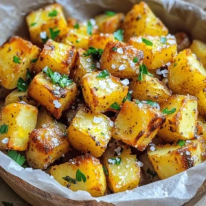To make crispy sea salt chopped potatoes, you need a few key ingredients. Here’s what you’ll need: - 4 medium-sized russet potatoes, thoroughly scrubbed and dried - 2 tablespoons extra virgin olive oil - 1 teaspoon flaky sea salt, plus more for finishing - 1 teaspoon garlic powder - 1 teaspoon smoked paprika - Freshly ground black pepper, to taste - 2 tablespoons fresh parsley, finely chopped (for garnish) These ingredients create a perfect blend of flavors, making each bite delicious. Choosing the right olive oil is key. I recommend using extra virgin olive oil. This oil has a rich taste and adds depth to your potatoes. It helps them crisp up nicely in the oven. Look for one that is cold-pressed and has a fruity flavor. This ensures you get the best taste in your dish. You can customize your crispy potatoes with some optional add-ins. Here are a few ideas to make them even tastier: - Chili powder for a spicy kick - Fresh herbs like rosemary or thyme for an earthy flavor - Grated cheese like parmesan for a savory touch Feel free to experiment with these options. They can elevate your dish and make it even more enjoyable. For the full recipe, check the detailed instructions above. First, you need to preheat your oven. Set it to 425°F (220°C). This step is key for getting your potatoes crispy. While the oven heats up, scrub and dry the russet potatoes. Clean potatoes will have better flavor. Next, cut each potato into 1-inch cubes. Try to make them all the same size. This helps them cook evenly. Now, let’s add some flavor. In a large mixing bowl, mix the potato cubes with olive oil, sea salt, garlic powder, smoked paprika, and black pepper. Toss everything together with your hands or a spatula. You want all the cubes to be well coated. This step is where the magic happens. The mix of spices will make your potatoes taste amazing. It’s time to bake! Line a large baking sheet with parchment paper. This keeps the potatoes from sticking. Spread the seasoned cubes in a single layer. Make sure they are not crowded. Now, place the baking sheet in the oven. Bake for 25-30 minutes, turning the potatoes halfway through. This helps them brown evenly. When they are golden and crispy, take them out. Let them cool for a few minutes. Finish with a sprinkle of sea salt and chopped parsley for a fresh touch. For more detailed steps, check the Full Recipe. To get your potatoes nice and crispy, start by cutting them evenly. Uniform pieces cook well together and crisp up nicely. Use enough olive oil to coat them evenly but don’t drown them. When you spread them out on the baking sheet, make sure they have space. Crowding the pan will lead to steaming instead of crisping. Turn them halfway through baking to help them brown all over. To save time, wash and chop your potatoes ahead of time. You can do this a few hours before cooking. Soak the chopped potatoes in cold water for about 30 minutes. This helps remove extra starch and will make them crispier. Drain and dry them well before adding oil and seasonings. Serve your crispy potatoes hot from the oven for the best flavor. A rustic bowl or a platter works great for presentation. You can sprinkle extra sea salt on top for a burst of flavor. Fresh parsley adds a nice touch. Pair them with a dipping sauce, like garlic aioli or spicy ketchup, for an extra kick. For the full recipe, check out the details above. {{image_4}} If you love heat, add chili powder to your potatoes. Mix in one or two teaspoons of chili powder when you season your potato cubes. This gives a nice kick. You can also use cayenne pepper for more spice. Adjust the amount based on your taste. For a fresh flavor, try rosemary. Chop a tablespoon of fresh rosemary and mix it in with the other seasonings. This adds a lovely herbal aroma. It pairs well with garlic and smoky paprika. You can use dried rosemary if fresh is not available. Cheese lovers will enjoy this twist. Sprinkle shredded cheese on the potatoes during the last five minutes of baking. Cheddar or Parmesan works great. The cheese melts and gets crispy, making each bite even more delicious. These variations make your crispy sea salt chopped potatoes exciting for any meal. For full details, check the Full Recipe. To store leftover crispy potatoes, let them cool completely. Place them in an airtight container. Use parchment paper to separate layers if you stack them. Store the container in the fridge. They will stay fresh for up to 3 days. To reheat your potatoes and keep them crispy, preheat your oven to 400°F (200°C). Spread the potatoes on a baking sheet in a single layer. Bake them for about 10-15 minutes. This method helps regain their crunch. You can also use an air fryer for even quicker results. You can freeze crispy potatoes, but they may lose some crunch. To freeze, let them cool completely. Spread them on a baking sheet, then freeze for 1-2 hours. Once frozen, transfer them to a freezer bag. They will keep for about a month. When you’re ready to eat, bake them directly from the freezer. This will help them crisp up again. For the best results, try to eat them fresh whenever you can. Enjoy your delicious creations! I recommend using russet potatoes. They are great because they are starchy and fluffy. This gives them a light and crisp texture, which I love. You can also use Yukon Gold potatoes. They have a creamy texture, but russet potatoes are my top choice! Yes, you can use an air fryer for these potatoes! To do this, cut your potatoes as you would for the oven. Toss them with olive oil and spices. Then, place them in the air fryer basket in a single layer. Cook at 400°F (200°C) for about 15-20 minutes. Shake the basket halfway through for even cooking! There are many tasty sauces you can try! Here are a few of my favorites: - Garlic aioli for a creamy touch - Spicy ketchup for a kick - Ranch dressing for a cool flavor - Honey mustard for a sweet twist These sauces will take your crispy sea salt chopped potatoes to the next level! Enjoy experimenting with different flavors. In this post, we covered how to make crispy sea salt chopped potatoes. We detailed the key ingredients, step-by-step instructions, and smart tips for perfecting your dish. Don’t forget about tasty variations and storage methods. These potatoes can be a hit at any meal. With a little practice, you’ll master the art of crispiness. Enjoy experimenting and impressing friends with your new skills. Trust me, your taste buds will thank you!