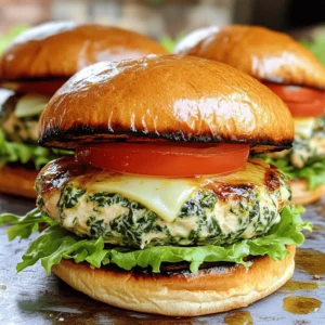For these tasty white cheddar and spinach chicken burgers, you will need: - 1 lb ground chicken - 1 cup fresh spinach, finely chopped - 1 cup shredded white cheddar cheese - 1/2 cup seasoned breadcrumbs - 1/4 cup grated Parmesan cheese - 1 clove garlic, minced - 1 tablespoon Dijon mustard - 1 teaspoon onion powder - 1 teaspoon garlic powder - Salt and freshly ground black pepper to taste - Olive oil (for cooking) - Burger buns (for serving) - Fresh lettuce, ripe tomato slices, and your favorite toppings (e.g., avocado, pickles, or special sauce) You can easily swap some ingredients to fit your needs: - Use ground turkey instead of chicken for a leaner option. - Try gluten-free breadcrumbs for a gluten-free version. - For a dairy-free burger, use dairy-free cheese or skip the cheese altogether. - Add chopped mushrooms for added flavor and moisture. - Use whole grain buns or lettuce wraps for a healthier choice. These burgers offer a balanced meal with protein, veggies, and flavor. Here’s a quick look at the nutrition per serving: - Calories: Approximately 350 - Protein: 30g - Carbohydrates: 20g - Fat: 18g - Fiber: 2g - Sugars: 2g These burgers are not just yummy; they also pack a punch of nutrients! For the full recipe, check out the detailed instructions included in this article. Start by gathering all your ingredients. In a large bowl, mix the ground chicken with chopped spinach. Next, add the white cheddar cheese, breadcrumbs, and Parmesan cheese. Don't forget the minced garlic and Dijon mustard. Sprinkle in onion powder and garlic powder for extra flavor. Season with salt and black pepper to taste. Use your hands or a spatula to blend everything well. You want a nice, even mixture. Now, divide the chicken mixture into four equal parts. Shape each part gently into a burger patty, about 3/4 inch thick. This size helps them cook evenly. Heat a grill or skillet over medium heat. Add a little olive oil to prevent sticking. Cook the patties for 5 to 6 minutes on one side. Flip them over and cook for another 5 to 6 minutes. They should reach 165°F to be safe to eat. While the patties cook, you can toast your burger buns if you like. When the patties are done, place one on the bottom half of each bun. Add fresh lettuce and tomato slices. Feel free to add any other toppings you love, like avocado or pickles. Finally, put the top half of the bun on. Serve these tasty burgers right away for the best flavor! You can find the full recipe included above. To cook your chicken burgers just right, follow these tips: - Use fresh ingredients. Fresh spinach and cheese give more flavor. - Don’t overmix. Mix until just combined to keep the burgers tender. - Form even patties. Make them the same size for even cooking. - Check the temp. Use a meat thermometer to ensure they reach 165°F. - Let them rest. After cooking, let the patties sit for a few minutes. This keeps them juicy. For the best results, use these tools: - Grill or skillet. Both work well; choose based on your preference. - Meat thermometer. It ensures your patties are cooked safely. - Spatula. A sturdy spatula helps flip the burgers without breaking them. - Mixing bowl. Use a large bowl to easily combine ingredients. These burgers shine when served with tasty sides: - Crispy fries. Sweet potato fries or classic fries add crunch. - Salad. A fresh side salad balances the meal. - Condiments. Try spicy mayo or tangy barbecue sauce for extra flavor. - Toppings. Add avocado, pickles, or sliced jalapeños for a kick. For the full recipe, check the detailed preparation steps above. Enjoy your cooking! {{image_4}} You can change the cheese for fun. Try mozzarella for a milder taste. Feta adds a salty kick. Goat cheese gives a creamy, tangy flavor. Parmesan brings depth and richness. Each cheese will give your burger a new twist. Want to boost taste? Add sautéed onions or bell peppers. Fresh herbs like basil or cilantro can brighten the flavors. Jalapeños give a nice heat. Chopped sun-dried tomatoes add a sweet, tangy bite. Each add-in makes your burger unique. Grilling gives a smoky flavor and nice grill marks. Use a medium heat and oil for a non-stick effect. Skillets are great for even cooking indoors. Both methods work well. Choose based on your mood or weather. Each way will yield delicious results. After enjoying your White Cheddar and Spinach Chicken Burgers, let them cool first. Place the burgers in an airtight container. You can keep them in the fridge for about 3 days. Make sure to separate each burger with parchment paper to prevent sticking. To reheat, preheat your oven to 350°F (175°C). Place the burgers on a baking sheet. Heat them for about 10-12 minutes or until warm. You can also use a microwave, but it may make the burgers a bit soggy. If you prefer a crispier texture, stick with the oven. If you want to save burgers for later, freezing is a great option. Wrap each burger tightly in plastic wrap. Then place them in a freezer bag. They will keep well for up to 3 months. When you’re ready to eat, thaw in the fridge overnight. Reheat as mentioned above for the best flavor. For the full recipe, check out the complete guide. To make your White Cheddar and Spinach Chicken Burgers gluten-free, simply swap out the seasoned breadcrumbs. Use gluten-free breadcrumbs or crushed gluten-free crackers instead. You can also use almond flour or ground oats for a healthy option. Always check labels to ensure all ingredients are gluten-free. Yes, you can use turkey instead of chicken in this recipe. Ground turkey provides a leaner option. It keeps the burgers moist and flavorful. The cooking time may vary slightly, so check the internal temperature. It should still reach 165°F (75°C) for safety. Toppings can enhance your burger experience. I recommend fresh lettuce and ripe tomato slices. Avocado adds creaminess, while pickles bring a tangy crunch. You can also try adding a special sauce or a dollop of Greek yogurt for extra flavor. Feel free to mix and match based on your taste! For the full recipe, check out the detailed instructions provided earlier. You now have a clear guide to making delicious chicken burgers. We covered essential ingredients and how to alter them for different diets. You learned step-by-step instructions for preparing and cooking. I shared tips for perfect burgers and different serving ideas. We even explored variations to keep things fresh. Remember, proper storage helps you enjoy leftovers later. With this knowledge, you can make great chicken burgers that please everyone. Enjoy your cooking!