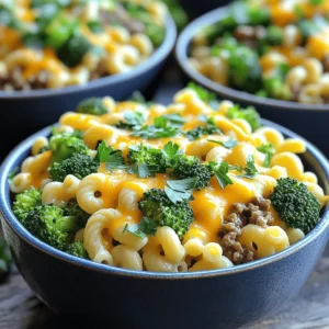To make delicious homemade Hamburger Helper, gather these simple ingredients: - 1 lb ground beef - 2 cups elbow macaroni - 3 cups fresh broccoli florets - 1 small onion, finely chopped - 2 cloves garlic, minced - 3 cups beef broth - 1 cup shredded sharp cheddar cheese - 1/2 cup whole milk - 1 tablespoon Worcestershire sauce - 1 teaspoon onion powder - 1 teaspoon garlic powder - Salt and pepper to taste - Fresh parsley, chopped, for garnish Each ingredient plays a key role in the final dish. The ground beef gives it heartiness. The elbow macaroni provides a nice texture. Fresh broccoli adds color and nutrition. The cheese brings creamy goodness, while the spices deepen the flavor. This dish serves four people and is quite balanced. Each serving contains about: - Calories: 450 - Protein: 28g - Carbohydrates: 40g - Fat: 20g - Fiber: 3g These numbers may vary based on specific brands and ingredients you use. The beef offers plenty of protein, while the broccoli adds fiber and vitamins. If you need to swap out ingredients, here are some easy options: - Ground turkey or chicken for ground beef - Whole grain elbow pasta instead of regular - Cauliflower or green beans instead of broccoli - Low-sodium beef broth for less salt - Plant-based cheese for a dairy-free version These substitutions can help you customize the recipe to fit your taste or dietary needs. Feel free to get creative! You can find the full recipe for this dish by following the link provided earlier. To start, you need to brown the beef. Take a large skillet and set it over medium heat. Add 1 pound of ground beef to the pan. Use a wooden spoon to break the beef apart as it cooks. This helps it brown evenly. Cook until the beef is no longer pink, which takes about 5 to 7 minutes. Once browned, drain any extra grease from the skillet. This step keeps your dish from being too oily. Next, it’s time for aromatics. Add 1 small finely chopped onion and 2 minced garlic cloves to the skillet with the beef. Stir them in and sauté for about 2 to 3 minutes. Watch the onion turn translucent and smell its sweet aroma. This step adds a deep flavor to your meal. Now, let’s combine the main ingredients. Stir in 2 cups of elbow macaroni and 3 cups of beef broth. Don’t forget to add 1 tablespoon of Worcestershire sauce, 1 teaspoon of onion powder, and 1 teaspoon of garlic powder. Season with salt and pepper to taste. Bring the mixture to a rapid boil over high heat. Once boiling, reduce the heat to low. Cover the skillet and let it simmer for 10 to 12 minutes. Stir occasionally to keep it from sticking. After that, gently fold in 3 cups of fresh broccoli florets. Cover again and cook for another 5 minutes. Now your broccoli should be tender but still bright green. Finish by pouring in 1/2 cup of whole milk and adding 1 cup of shredded sharp cheddar cheese. Stir until the cheese melts and everything combines well. Taste and adjust the seasoning if needed. Your homemade Hamburger Helper is ready to serve hot! For a fun touch, garnish with fresh parsley. This simple and flavorful meal is perfect for busy nights. For the full recipe, check out the details above. To make great macaroni, start with a large pot of water. Use enough water to let the pasta float freely. Add a good amount of salt to the water. This salt helps the pasta taste better. Stir the macaroni often while it cooks. This keeps it from sticking together. Cook it until it's al dente, or firm to the bite. This will keep the macaroni from getting mushy later. For a creamy texture, you need to add cheese and milk at the right time. After the macaroni is done, lower the heat. Pour in the whole milk slowly. Then, add the shredded cheddar cheese. Stir well until the cheese melts and blends in. If you want it creamier, you can add more milk or cheese. This will make your dish rich and smooth. Spice up your dish with simple add-ins. Worcestershire sauce gives a nice kick. Don't skip the onion and garlic powder; they bring depth. You can also add fresh herbs like parsley. For a bit of heat, try a pinch of red pepper flakes. These small changes can elevate your homemade Hamburger Helper. You’ll love how each bite bursts with flavor! {{image_4}} You can easily make a vegetarian version of this meal. Instead of ground beef, use a mix of lentils and mushrooms. Cook the lentils until soft, and add sautéed mushrooms for a rich flavor. Use vegetable broth instead of beef broth. You can also add more veggies, like bell peppers and carrots, for extra nutrition. This option is still simple and full of taste. If you prefer other proteins, there are great options. Ground turkey is a lean choice. It gives a lighter taste while still being filling. For a spicy kick, try chorizo. It adds great flavor to the dish. You can also use shredded chicken or beef if you have leftovers. Each protein changes the dish's taste while keeping it hearty. There are many ways to change the flavor of this meal. Adding spices can make it unique. For a smoky taste, add smoked paprika. If you like heat, try cayenne pepper or red pepper flakes. You can also mix in herbs like thyme or oregano for a fresh twist. Swap cheddar cheese for pepper jack for a spicy kick. These simple changes keep the meal exciting every time you make it. For the full recipe, check out the detailed instructions above. To keep your homemade Hamburger Helper fresh, store it in an airtight container. Let it cool to room temperature first. Then, refrigerate it within two hours of cooking. This helps prevent bacteria growth. Use it within three to four days for the best taste. When you’re ready to eat leftovers, reheat them in a skillet over medium heat. Add a splash of milk or broth to keep it creamy. Stir often until it heats through. You can also use the microwave. Heat it in short bursts, stirring in between, to avoid hot spots. If you want to save some for later, freezing works well. Allow the dish to cool completely before packing it in a freezer-safe container. Label it with the date so you remember when you made it. It can last for up to three months in the freezer. To reheat, thaw it overnight in the fridge. Then, use the skillet or microwave method to warm it up. For the best flavor, you’ll want to eat it soon after you thaw it. For the full recipe, check out the Cheesy Beef and Broccoli Skillet Delight section! Yes, you can use whole wheat pasta. Whole wheat adds fiber and a nutty taste. It also holds up well in the skillet. Just keep an eye on the cooking time, as it may differ. Whole wheat pasta typically takes a little longer to cook. To make this dish gluten-free, use gluten-free pasta. There are many options available, like rice or corn pasta. Also, check your beef broth to ensure it is gluten-free. You can even make your own broth at home for more control. You can serve homemade Hamburger Helper with a side salad for freshness. Garlic bread is also a great choice for added flavor. For a veggie boost, consider steamed green beans or a mix of roasted vegetables. These sides balance the meal and add color to your plate. This blog post covered key ingredients and step-by-step cooking instructions for Hamburger Helper. I shared tips to make your dish creamy and flavorful. You also learned about variations and storage options to keep meals fresh. Embrace the chance to customize your dish. Cooking is fun, so experiment with flavors and ingredients. Enjoy your time in the kitchen and make it your own!