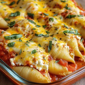 - 20 jumbo pasta shells - 2 cups ricotta cheese - 1 ½ cups shredded mozzarella cheese - 1 cup grated Parmesan cheese - 2 cups marinara sauce (store-bought or homemade) - 2 tablespoons fresh basil, finely chopped - 1 teaspoon garlic powder - Salt and freshly cracked pepper to taste - Extra virgin olive oil for drizzling The stars of this dish are the jumbo pasta shells and the creamy ricotta cheese. I love using fresh ricotta because it adds a smooth texture. When you mix it with mozzarella, it creates a cheesy dream. The Parmesan adds a salty kick that makes each bite pop. For the sauce, you can use homemade or store-bought marinara. The fresh basil brings a bright taste that balances the creaminess. I like to chop it finely, so it blends in well. The seasoning is simple yet important. Garlic powder enhances the flavor without being too strong. Always add salt and pepper to taste. A drizzle of extra virgin olive oil gives a nice finish to the dish. For the full recipe, check out the Cheesy Dream Ricotta Stuffed Shells. - Preheat the oven: Start by setting your oven to 375°F (190°C). This step is key for even cooking. Grease a 9x13 inch baking dish with a little olive oil. This helps prevent sticking. - Cook the pasta shells: Boil a large pot of salted water. Add 20 jumbo pasta shells. Cook them according to the package instructions, usually about 8-10 minutes. When done, drain the shells in a colander. Let them cool for a few minutes to handle them easily. - Prepare the ricotta filling: In a large bowl, mix 2 cups of ricotta cheese, 1 cup of shredded mozzarella, and ½ cup of grated Parmesan cheese. Add 1 large egg, 2 tablespoons of chopped fresh basil, 1 teaspoon of garlic powder, and salt and pepper. Stir until it’s smooth and well combined. - Stuffing the shells with filling: Take each pasta shell and fill it with about 2 tablespoons of the ricotta mixture. Make sure to fill them well for great flavor. - Assemble in the baking dish: Pour 1 cup of marinara sauce into the bottom of the greased baking dish. Spread it out evenly. Place the stuffed shells seam side up in the dish. Cover them with the rest of the marinara sauce. - Add cheese topping: Sprinkle the remaining mozzarella and Parmesan cheese on top of the sauce. This will create a nice, cheesy crust. - Bake covered: Cover the dish tightly with aluminum foil. Bake in the preheated oven for 25 minutes. This helps the flavors blend well. - Bake uncovered: After 25 minutes, take off the foil. Bake for another 10-15 minutes. This will make the cheese bubbly and golden brown. For the full recipe, check out the instructions above. This dish is simple yet so satisfying! To make the best ricotta filling, focus on consistency. Your filling should be creamy but not runny. Mix the ricotta well with the egg. This helps bind the ingredients. Add in 1 cup of mozzarella and ½ cup of Parmesan for richness. If you want more flavor, use fresh herbs like basil or parsley. Garlic powder adds a nice touch too. You can also try adding a pinch of nutmeg. This enhances the dish's flavor, making it more special. Baking with the dish covered helps keep the shells moist. Use aluminum foil to cover the dish tightly. Bake it for 25 minutes. After that, remove the foil to let the cheese brown. This step gives you that golden, bubbly topping we all love. Make sure to check that the cheese melts evenly. Rotate the dish halfway through baking for even cooking. Presentation is key for any meal. To make your dish pop, sprinkle fresh basil on top before serving. A drizzle of olive oil adds shine and flavor. Serve the shells with a green salad for a balanced meal. You can also pair it with garlic bread for a tasty side. This makes your family meal even more enjoyable! If you want the full recipe, check out the Cheesy Dream Ricotta Stuffed Shells recipe for more details. {{image_4}} You can change the flavor of your ricotta stuffed shells easily. Try mixing different cheeses. Instead of just ricotta, use goat cheese or feta. These cheeses add a tangy taste that pairs well with the creamy ricotta. You can also add some sharp cheddar for a bolder flavor. Adding vegetables to the filling is another great idea. Spinach is a classic choice. It adds color and nutrients. You could also try roasted red peppers for sweetness. Mushrooms can add a nice earthy flavor. Just make sure to chop them finely and sauté them first. This helps release their moisture and flavor. If you want to switch up the sauce, homemade marinara is a great option. It’s easy to make. Just cook onions, garlic, and crushed tomatoes together. Add some herbs like basil and oregano for flavor. This sauce is fresh and bright. If you prefer something creamy, try using Alfredo sauce instead. It gives a rich taste that blends well with the ricotta filling. Drizzle the Alfredo over the stuffed shells for a special touch. You can also combine both sauces for a unique flavor twist. For those needing gluten-free options, choose gluten-free pasta shells. They taste great and hold the filling well. Just follow the cooking instructions on the package for the best results. If you want a vegan alternative, use a plant-based ricotta. You can make it with blended tofu, lemon juice, and nutritional yeast. This mixture creates a creamy texture and cheesy flavor. Use a vegan cheese for topping, or skip it entirely for a lighter dish. To keep your cheesy dream ricotta stuffed shells fresh, start by letting them cool. Once cool, transfer the shells into an airtight container. This helps keep moisture in and prevents drying out. If you have many leftovers, consider using multiple smaller containers for easy serving. When you're ready to enjoy the leftovers, you can reheat them in several ways. The oven is best for keeping that cheese topping crispy. Preheat your oven to 350°F (175°C). Cover the dish with foil to prevent burning, and heat for about 20 minutes. If you’re in a hurry, the microwave works too. Just heat in short bursts, stirring gently to avoid sogginess. You can freeze ricotta stuffed shells either before or after baking. If you freeze before baking, wrap them tightly in plastic wrap and then foil. This helps prevent freezer burn. For freezing after baking, let the dish cool completely first. Thaw overnight in the fridge before reheating. Always check if they are heated through fully before serving. Yes, you can make these stuffed shells ahead. To prep, cook the shells and prepare the filling as usual. After stuffing the shells, place them in your baking dish with sauce. Cover the dish with foil and keep it in the fridge. You can do this a day ahead. When ready to bake, just add some extra bake time if they are cold from the fridge. The ricotta stuffed shells last about 3 to 5 days in the fridge. Store them in an airtight container to keep them fresh. If you want to enjoy them later, consider freezing instead. Yes, you can switch up the pasta types! If you can't find jumbo shells, try using manicotti or even cannelloni. These will hold the filling well. You can also use large shells if you prefer. Just ensure they are big enough to stuff. These stuffed shells pair well with a fresh green salad. You can also serve garlic bread for a nice crunch. For a veggie side, try roasted broccoli or sautéed spinach. These options make your meal more balanced and tasty. In this post, we covered everything about ricotta stuffed shells. I shared the key ingredients, like jumbo shells, ricotta, and mozzarella. You learned how to prepare, fill, and bake them. Tips for making the filling perfect and ideas for variations added more flavor. Remember, you can store leftovers and reheat them easily. This dish is versatile and can fit many diets. Enjoy making it and impress your family and friends with your skills!