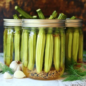 To make the best crisp pickled okra, you need a few key ingredients: - 1 pound fresh okra, stems trimmed - 2 cups distilled white vinegar - 1 cup water - 3 tablespoons kosher salt - 1 tablespoon sugar - 4 cloves garlic, peeled - 2 teaspoons mustard seeds - 1 teaspoon black peppercorns - 1 teaspoon red pepper flakes - 3-4 sprigs of fresh dill These ingredients come together for a bright, tangy flavor. They also help keep the okra crunchy. You can add your own twist with extra spices. Consider these options: - 1 teaspoon coriander seeds - 1 teaspoon cumin seeds - A few slices of fresh jalapeño for heat - Lemon or lime zest for a citrus kick These enhancements can elevate the taste. Feel free to explore different combinations to make it your own. For crisp pickled okra, use fresh, young okra pods. Look for: - Firm, bright green pods - Pods that are no longer than 4 inches Avoid large or tough pods. They can become mushy and less enjoyable. Freshness is key for the best results. You want every bite to be a burst of flavor and crunch. You can find the full recipe [here](#). First, wash the fresh okra well. This step is key to remove any dirt. Next, trim the stems carefully. Avoid cutting into the pods so they stay whole. This helps the okra hold its shape while pickling. To make the brine, take a medium saucepan. Combine 2 cups of distilled white vinegar and 1 cup of water. Add in 3 tablespoons of kosher salt and 1 tablespoon of sugar. Heat this mixture over medium heat. Stir until both the salt and sugar dissolve completely. Once they dissolve, take the saucepan off the heat. Let it cool down to a mild temperature before using it. Now, grab your sterilized jars. I like to use pint-sized mason jars for this. Place 4 cloves of peeled garlic, 2 teaspoons of mustard seeds, 1 teaspoon of black peppercorns, 1 teaspoon of red pepper flakes, and 3-4 sprigs of fresh dill at the bottom of each jar. These spices will give the okra a great flavor. Next, pack the okra upright into the jars. Make sure to leave enough space for the brine. You don’t want to crush the pods. Pour the cooled brine over the okra, ensuring every piece is fully submerged. If the okra isn’t fully covered, add a bit more vinegar. Seal the jars tightly. This keeps air out and helps the okra pickle well. Allow the jars to cool to room temperature. After they cool, put them in the fridge. Let the okra pickle for at least 48 hours before tasting. They can stay in the fridge for up to 3 months. For a full recipe, check out the details above. To get that ideal crunch, choose fresh okra. Look for okra that is bright green and firm. Avoid any that feels soft or looks dull. Trim the stems carefully without cutting into the pods. This keeps them from getting mushy. When packing the jars, stand the okra upright. This helps them stay crisp by allowing the brine to flow around each pod evenly. One mistake is using old or overripe okra. This can lead to a soggy texture. Another error is not cooling the brine properly before pouring it over the okra. Hot brine can cook the okra slightly, ruining the crispness. Also, don’t skip the salt. It helps draw out moisture and keeps the okra crunchy. Lastly, ensure you seal the jars tightly to keep air out. Clean all your jars and lids with hot soapy water. This helps prevent spoilage. Use a vinegar with a high acidity level. This ensures safe pickling and great flavor. Let the okra pickle for at least 48 hours before tasting. The flavors deepen as they sit. For the best taste, try to use your pickled okra within three months. You can find the Full Recipe online for detailed steps. {{image_4}} To make your pickled okra spicy, add more heat. Use extra red pepper flakes or include sliced fresh jalapeños. A teaspoon of cayenne pepper can also boost the heat level. Mix these spicy ingredients with the garlic and mustard seeds in the jar. This will give each bite a fiery kick. For a sweet twist, increase the sugar in your brine. Try adding two tablespoons instead of one. You can also mix in brown sugar for a deeper flavor. Another option is to add sliced onions or bell peppers with the okra. They will add a nice sweetness and texture to the mix. Pickling is not just for okra. You can pickle other veggies too. Try adding carrots, cucumbers, or green beans. Make sure to cut them to size so they fit in the jars. Each vegetable will absorb the brine and add its unique flavor to the mix. This variety will make your pickled okra even more exciting. Check out the Full Recipe for more tips on combining flavors. To store crisp pickled okra, keep it in the fridge. Use clean, airtight jars. Make sure the okra is fully submerged in the brine to stay fresh. This helps maintain its crunch. Always choose a cool spot in your fridge for storage. Crisp pickled okra lasts about three months in the fridge. After that, it may start to lose its flavor and texture. Always check the date you made it. If you eat it within this time frame, it will taste best. Look for changes that mean your okra is spoiled. Signs include a sour smell, cloudy brine, or visible mold. If the okra looks mushy, it is time to throw it away. Always trust your senses. If it doesn’t seem right, don’t eat it. Pickled okra tastes best after it sits for at least 48 hours. This time allows the flavors to blend well. You can eat it after this period, but the taste improves the longer it sits. If you wait a week, it gets even better! The brine seeps into the okra, giving it a tangy kick. I do not recommend using frozen okra for pickling. Frozen okra has a different texture and can become mushy. Fresh okra stays crisp during the pickling process. If you want that crunchy bite, always choose fresh. It's worth the extra effort! Crisp pickled okra pairs well with many dishes. You can serve it as a side with fried chicken or barbecue. It also makes a great topping for salads. Try adding it to sandwiches for a tasty crunch. For a fun twist, use it in cocktails like a Bloody Mary. The options are endless! Crisp pickled okra is easy to make and full of flavor. You need the right ingredients, a well-prepared brine, and smart storage tips to get it just right. Remember to avoid common mistakes for that perfect crunch. Try different variations for fun flavors. With proper care, it’ll last a while. Enjoy this tasty treat in salads or on its own. Happy pickling!