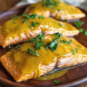 To make air fryer honey mustard salmon, gather these key items: - 4 salmon fillets (approximately 1.5 lbs) - 3 tablespoons of honey - 2 tablespoons of Dijon mustard - 1 tablespoon of olive oil - 2 cloves of garlic, minced - 1 teaspoon of fresh lemon juice - Salt and freshly cracked black pepper to taste These ingredients come together to create a sweet and tangy flavor that pairs perfectly with salmon. The honey adds a nice glaze, while Dijon mustard gives it a kick. You can boost the flavor of your salmon with some extra ingredients: - A dash of smoked paprika for warmth - A pinch of red pepper flakes for heat - Fresh herbs like dill or thyme for an herbal touch These additions can help you customize the dish to your taste. Feel free to experiment and find what you love. Garnishing your dish makes it look inviting. Here are some great options: - Fresh parsley, chopped - Lemon wedges for a citrus burst - Sesame seeds for a crunchy finish These garnishes not only add color but also enhance the overall flavor. They make your air fryer honey mustard salmon stand out. For the full recipe, check out the details provided above. Start by gathering all your ingredients. You need four salmon fillets, honey, Dijon mustard, olive oil, garlic, lemon juice, salt, and black pepper. In a medium bowl, mix the honey, Dijon mustard, olive oil, minced garlic, lemon juice, salt, and pepper. Whisk it all together until smooth. This mixture is your tasty marinade. Next, take the salmon fillets and place them in a shallow dish or a resealable plastic bag. Pour the honey mustard marinade over the salmon. Make sure each fillet gets a good coat. Cover the dish or seal the bag. Let it marinate for at least 20 minutes. This helps the flavors soak in. While the salmon marinates, preheat your air fryer to 390°F (200°C). Preheating is key for even cooking. Lightly spray the air fryer basket with cooking spray or brush it with olive oil. This stops the salmon from sticking. After marinating, take the salmon out of the marinade and place it in the air fryer basket. Make sure the skin-side is down. Save the leftover marinade for later. Cook the salmon for 10 minutes. At the halfway mark, carefully baste the salmon with the reserved marinade. This adds extra flavor and keeps it moist. Check the salmon after 10 minutes. It should be flaky and fully cooked. If it needs more time, add a minute. Once the salmon is done, carefully remove it from the air fryer. Let it rest for about 2 minutes. This lets the juices settle for a tender bite. Before serving, sprinkle chopped fresh parsley on top. This adds color and a fresh taste. Now, enjoy your air fryer honey mustard salmon! For the full recipe, check the section above. To pick the best salmon, look for bright, clear skin. The flesh should be firm and moist. Avoid fish with dull skin or a strong fishy smell. Fresh salmon should have a mild scent, like the sea. If you can, ask for wild-caught salmon. It often tastes better and has a richer flavor. Cook your salmon fillets at 390°F (200°C) for about 10 minutes. This gives a nice, flaky texture. If your fillets are thicker, add a minute or two. Always check for doneness at the thickest part. The salmon should easily flake apart with a fork. If it looks opaque and breaks apart, it’s ready. One common mistake is overcooking. Salmon can turn dry if cooked too long. Another mistake is skipping the marinade. Letting the salmon soak in the honey mustard mix helps it absorb flavor. Also, make sure not to overcrowd the air fryer. Each piece should have space for hot air to circulate. This ensures even cooking and crispy skin. For more details, check out the Full Recipe. {{image_4}} You can change the honey mustard marinade to keep things fresh. Try using maple syrup instead of honey for a sweeter touch. Soy sauce can add a savory twist, giving your salmon a rich flavor. You can also mix in a bit of ginger or chili paste for a kick. Each change gives a new taste that makes the meal exciting. Salmon is great, but you can use other fish, too. Trout works well with the same marinade. Its mild flavor pairs nicely with the sweet and tangy sauce. Cod is another option; it cooks quickly and stays tender. Just remember to adjust the cooking time. Thinner fish might need less time in the air fryer, so keep an eye on it. You can easily add veggies for a full meal. Broccoli, asparagus, or bell peppers cook great in the air fryer. Cut them into bite-sized pieces and toss them with olive oil, salt, and pepper. Place them in the air fryer with the salmon. This way, you get a tasty side dish that cooks at the same time. It's a simple way to make a balanced dinner. For the complete dish, check the [Full Recipe]. To store your leftover salmon, let it cool first. Place it in an airtight container. This keeps the salmon fresh for up to three days. Make sure to store it in the fridge. If you have the honey mustard sauce left, store it separately. When you are ready to eat, reheating is easy. Preheat your air fryer to 350°F (175°C). Place the salmon in the basket and heat for about 5 minutes. This method keeps the salmon moist and tasty. You can also use a microwave, but this may dry it out. If using a microwave, heat it for 30 seconds at a time. If you want to save salmon for later, freezing works well. Wrap the salmon tightly in plastic wrap. Then, place it in a freezer bag. Make sure to remove excess air. This keeps it good for up to three months. When ready to use, thaw it overnight in the fridge before reheating. For more details, check the Full Recipe. You can tell if salmon is cooked by checking its color and texture. Cooked salmon should be opaque and flaky. When you insert a fork, the fish should easily break apart. If it still looks shiny and raw in the middle, it needs more time. In the air fryer, cook for about ten minutes at 390°F. If unsure, add one extra minute to the cooking time to ensure it cooks through. Yes, you can use other types of mustard. Honey mustard works well, but whole grain mustard adds a nice texture. Spicy brown mustard gives a kick, while yellow mustard keeps it classic. Each type brings its own unique flavor. You can even mix different mustards for a fun twist on the recipe. Air fryer honey mustard salmon pairs well with many sides. Here are some tasty options: - Steamed broccoli - Roasted sweet potatoes - Quinoa salad - Garlic mashed potatoes - A fresh green salad These sides balance the rich flavors of the salmon and make for a complete meal. You can find the full recipe for the salmon above, which makes dinner prep easy and fun! This blog post covered essential ingredients, simple steps, and useful tips for air fryer honey mustard salmon. We explored the best salmon choices, cooking times, and popular variations. Remember to try different marinades and veggies to make the dish your own. Store leftovers properly and use my reheating tips for the best taste. Cooking salmon is easy and fun when you have the right knowledge. Enjoy your delicious meal and share it with friends!