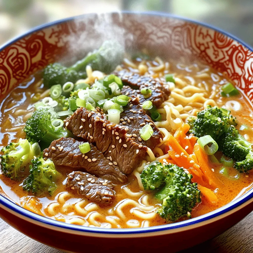 Spicy Korean Ramen with Grilled Beef & Creamy Sauce Delight
