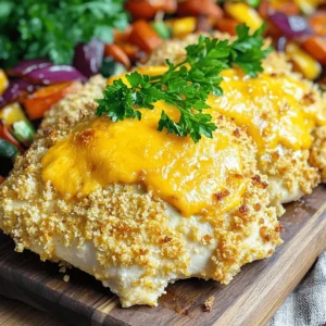 Cheddar Ranch Chicken is a simple dish full of flavor. You need just a few ingredients. You can make this meal in under an hour, perfect for busy nights. - Chicken Breasts - Cheddar Cheese - Ranch Dressing - Breadcrumbs - Seasonings Let’s dive deeper into each ingredient. - Chicken Breasts: These are the main protein in the dish. Boneless and skinless chicken breasts cook evenly and stay tender. You can pound them for a uniform thickness. This helps them cook well. - Cheddar Cheese: Sharp cheddar adds a rich, creamy flavor. Shredding your cheese helps it melt better. You can use mild cheddar if you prefer a lighter taste. - Ranch Dressing: This dressing gives the chicken a zesty kick. It also helps the breadcrumbs stick. You can use store-bought or make your own if you like. - Breadcrumbs: A mix of plain and panko breadcrumbs creates a crunchy coating. Panko adds extra crispness, making the chicken irresistible. - Seasonings: Garlic powder, onion powder, smoked paprika, salt, and pepper bring flavor to the chicken. This mix enhances the ranch dressing. You can adjust the spices to suit your taste. These ingredients come together to create a dish that is both delicious and easy to make. If you want the full recipe, you can find it above. Preheating Steps Start by preheating your oven to 375°F (190°C). This step is important to get a nice, even cook on your chicken. Pound the Chicken for Uniform Cooking Next, place each chicken breast between two sheets of plastic wrap. Use a meat mallet or a rolling pin to pound the chicken. Aim for an even thickness of about 1 inch. This helps the chicken cook evenly. Create and Apply Seasoning Blend In a small bowl, mix together the garlic powder, onion powder, smoked paprika, kosher salt, and black pepper. This blend adds a lot of flavor. Rub this seasoning all over each chicken breast. Make sure to cover every part for the best taste. Coat Chicken with Ranch Dressing Now, dip each seasoned chicken breast into the ranch dressing. Make sure each piece gets fully coated. Let any extra dressing drip off before the next step. Combine Breadcrumbs and Cheese In another bowl, mix the plain and panko breadcrumbs. Add half of the shredded cheddar cheese into this mixture. Stir it well so the cheese spreads out evenly through the breadcrumbs. Dredging the Chicken Breasts Take each ranch-coated chicken breast and dredge it in the breadcrumb and cheese mix. Press gently to make sure the coating sticks well to the chicken. Arrange Chicken and Baking Time Place the breaded chicken breasts in a greased baking dish. Make sure they are not too close together. Bake in the preheated oven for about 25-30 minutes. The chicken is done when it reaches an internal temperature of 165°F (75°C). Final Cheese Topping In the last 5 minutes of baking, sprinkle the remaining shredded cheddar cheese over the chicken. This will melt and create a beautiful, bubbly topping. Enjoy this Cheddar Ranch Chicken with a side of your choice. You can find the full recipe to help you along the way. - Seasoning Suggestions: Use garlic powder, onion powder, and smoked paprika for great taste. Adjust the amounts based on your family’s likes. Try adding a pinch of cayenne for a little heat. - Cheese Options: Sharp cheddar offers a bold flavor. You can also mix in Monterey Jack or pepper jack for added creaminess and spice. This twist gives the dish a fresh twist. - Baking vs. Air Frying: Baking works well for a crispy finish. If you use an air fryer, set it to 375°F for about 15-20 minutes. This method can cut down cooking time while keeping the chicken juicy. - Making in a Slow Cooker: For a hands-off approach, use a slow cooker. Cook on low for 4-6 hours. You won't get a crispy crust, but the flavors will meld beautifully. Just add cheese near the end to melt. - Side Dishes That Pair Well: Serve with roasted veggies or a fresh salad. Mashed potatoes or rice can also make a hearty meal. These sides balance the richness of the chicken. - Creative Garnishing Ideas: Fresh parsley adds a pop of color. You can also use sliced green onions or a sprinkle of paprika for extra flair. A drizzle of ranch dressing can elevate the look and taste. For the full recipe, check out the Cheddar Ranch Chicken Delight . {{image_4}} You can use different types of cheddar cheese. Mild cheddar gives a soft taste. Sharp cheddar adds a rich, bold flavor. Mixing cheeses can create fun twists. Try pepper jack for heat or mozzarella for creaminess. If you need gluten-free options, use gluten-free breadcrumbs. Many brands make great alternatives. For a dairy-free version, choose a dairy-free ranch dressing and cheese. These swaps keep the dish tasty and enjoyable for everyone. You can boost flavor by adding spices and herbs. Consider mixing in Italian seasoning or fresh thyme. These add depth to the dish. Adding vegetables, like spinach or bell peppers, makes it even better. They not only add taste but also color. Enhance your meal with these simple changes to make it truly unique. - Refrigeration Tips: After a meal, let the chicken cool first. Place it in an airtight container. Keep it in the fridge for up to four days. This helps keep the chicken tasty and safe. - Freezing Instructions: If you want to save it longer, you can freeze the chicken. Wrap each piece tightly in plastic wrap. Then, place them in a freezer bag. This will keep them fresh for up to three months. - Oven vs. Microwave: For the best results, use your oven. Preheat it to 350°F (175°C). Place the chicken on a baking sheet and heat for 15-20 minutes. This keeps it crispy. If you’re in a hurry, the microwave works too. Heat it for 1-2 minutes, but it may not stay as crunchy. - Restoring Texture: To restore that crunchy coating, use the oven to reheat. Cover it lightly with foil to keep it moist while warming. - Shelf Life in the Fridge: In the fridge, your Cheddar Ranch Chicken lasts about four days. Make sure to check for any off smells before eating. - Freezer Lifespan: In the freezer, it can stay fresh for up to three months. Write the date on the bag to remember when you stored it. You can serve Cheddar Ranch Chicken with many tasty sides. Here are some ideas: - Roasted vegetables like carrots, broccoli, or zucchini. - A fresh green salad with mixed greens and tomatoes. - Creamy mashed potatoes or baked potatoes. - Rice or quinoa for a healthy grain option. These sides will balance the rich flavors of the chicken. To add heat to Cheddar Ranch Chicken, try these tips: - Mix in cayenne pepper or red pepper flakes with the seasoning. - Use a spicy ranch dressing instead of regular ranch. - Add jalapeños or diced chili peppers to the breadcrumb mix. These changes will make your dish pop with flavor! Yes, you can use frozen chicken breasts! - Thaw the chicken completely before cooking. - You can place it in the fridge overnight or use the defrost setting on your microwave. - Ensure it reaches an internal temperature of 165°F (75°C) when baked. Frozen chicken works well in this recipe if you plan ahead. Absolutely! Cheddar Ranch Chicken is perfect for meal prep. - Cook a batch and store portions in airtight containers. - Keep it in the fridge for up to four days. - You can reheat it in the oven or microwave before eating. This dish makes for easy, delicious meals throughout the week! Cook the chicken until it reaches 165°F (75°C). - Use a meat thermometer to check the center of the thickest part. - You want the chicken to be no longer pink inside. This ensures your meal is safe and tasty. For the best results, follow the baking instructions in the full recipe. This blog post covered how to make Cheddar Ranch Chicken. We explored the ingredients, steps, and tips for perfecting flavor. You learned about cooking methods and variations to customize the dish. Storing leftovers properly can help you enjoy it longer. In my experience, this recipe is easy and delicious. It's a great meal for busy nights or special occasions. Make it your own, and enjoy every bite!