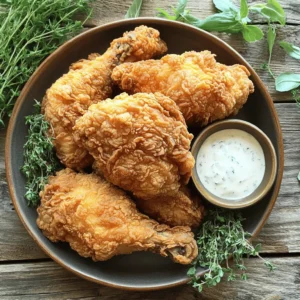 Here’s what you need for the best Copycat KFC Fried Chicken: - Chicken pieces: 10 (preferably legs and thighs) - Buttermilk: 2 cups - All-purpose flour: 2 cups - 1 teaspoon paprika - 1 teaspoon garlic powder - 1 teaspoon onion powder - 1 teaspoon salt - 1/2 teaspoon black pepper - 1/2 teaspoon cayenne pepper (adjust according to your spice preference) - 1 teaspoon dried thyme - 1 teaspoon dried basil - Vegetable oil (for frying) These ingredients bring out the flavor and crunch that everyone loves. The buttermilk makes the chicken tender and juicy. The mix of seasonings adds that famous taste. When you combine these ingredients, you create magic in your kitchen. You can find the Full Recipe for this crispy delight later in this article. Enjoy cooking! Marinating chicken in buttermilk is key to great flavor. The buttermilk tenderizes the meat and adds moisture. I recommend marinating for at least 4 hours, but overnight is best. This extra time helps the flavors soak in deeply. Mixing the dry ingredients correctly is important for the perfect coating. In a bowl, combine the flour, paprika, garlic powder, onion powder, salt, black pepper, cayenne pepper, thyme, and basil. Whisk until everything blends well. For a crunchy texture, make sure to use fresh flour. After marinating, take the chicken out of the buttermilk. Let any extra liquid drip off. Dredge each piece in the flour mixture. Press firmly to coat well. Tap off any extra flour before setting the chicken aside. Heat vegetable oil in a large skillet to about 350°F (175°C). Keep a thermometer handy to check the temperature. Fry the chicken in batches. This prevents overcrowding and keeps the oil hot. Cook each piece for about 12-15 minutes. Flip them halfway through for even cooking. The chicken should be golden brown and reach an internal temperature of 165°F (75°C). Once cooked, place the chicken on a wire rack over a baking sheet. This helps drain excess oil. Let it rest for 5-10 minutes to stay crispy. Your fried chicken is now ready! Enjoy it with your favorite sides and sauces. To get that perfect crispiness, you need to pay attention to the frying temperature. Heat your oil to 350°F (175°C). Use a cooking thermometer for accuracy. Fry each piece for 12-15 minutes. Flip the chicken halfway to ensure even cooking. To check doneness, use a meat thermometer. The internal temperature should be 165°F (75°C). One common mistake is overcrowding the frying pan. When you add too much chicken, the oil cools down. This can lead to soggy chicken. Fry in batches instead. Another mistake is skipping the marination step. Marinating in buttermilk adds flavor and moisture. Don’t rush this step; aim for at least 4 hours in the fridge. Want to boost the flavor? Add more spices to your mix. Try 1 teaspoon of cayenne pepper for heat or 1 teaspoon of smoked paprika for a smoky taste. You can also mix in 1 teaspoon of dried oregano for a fresh twist. Adjust the cayenne pepper to match your spice level. This way, you can make your fried chicken truly your own. For the Full Recipe, check out the detailed instructions to make this dish a hit! {{image_4}} To make your fried chicken spicy, you can adjust the cayenne pepper. Start with 1/2 teaspoon, then add more if you want more heat. You can also add hot sauce to the buttermilk. This will give your chicken a nice kick and extra flavor. If you prefer using an air fryer, you can modify the recipe. First, prepare the chicken as usual. Then, place the coated chicken pieces in a single layer in the air fryer basket. Cook them at 400°F for about 25 minutes. Flip the chicken halfway through for even cooking. This method gives you a crispy result with less oil. For a gluten-free option, substitute regular flour with gluten-free flour. You can use almond flour or a gluten-free all-purpose blend. Ensure you mix well to keep the flavor and texture. You might need to adjust the amount of flour to get the right coating consistency. To keep your leftover chicken fresh, place it in an airtight container. If you do not have one, wrap it tightly in plastic wrap or aluminum foil. Refrigerate the chicken within two hours of cooking to avoid bacteria growth. Leftover fried chicken can last up to four days in the fridge. However, it is best to eat it sooner for the best taste. For reheating fried chicken, the oven is your best friend. Preheat your oven to 375°F (190°C). Place the chicken on a baking sheet and cover it with foil. This keeps the chicken moist. Heat it for about 15-20 minutes. If you want to keep the coating crispy, remove the foil for the last 5 minutes. You can also reheat chicken in an air fryer for a crispy finish. Set it to 350°F (175°C) and heat for about 8-10 minutes. To freeze cooked chicken, first let it cool completely. Wrap each piece tightly in plastic wrap. Place the wrapped chicken in a freezer bag, removing as much air as possible. This helps prevent freezer burn. Fried chicken can last up to three months in the freezer. When ready to eat, thaw it in the fridge overnight. Reheat the chicken using the oven or air fryer for the best results. This way, you maintain its crispy goodness. The secret lies in the right blend of spices and a good marination. KFC’s crispy coating uses a mix of flour, spices, and buttermilk. For this recipe, you need: - 2 cups all-purpose flour - 1 teaspoon paprika - 1 teaspoon garlic powder - 1 teaspoon onion powder - 1 teaspoon salt - 1/2 teaspoon black pepper - 1/2 teaspoon cayenne pepper - 1 teaspoon dried thyme - 1 teaspoon dried basil Marinating the chicken in buttermilk helps keep it moist. This combination of flavors creates that tasty crunch you love. Yes, you can use various chicken cuts. Legs and thighs work best for frying. Breasts can also be used, but they cook faster, so adjust your time. Here are some ideas: - Chicken thighs: Cook for about 12-15 minutes. - Chicken legs: Cook for about 12-15 minutes. - Chicken breasts: Cook for about 8-10 minutes. Make sure all pieces reach an internal temperature of 165°F (75°C) for safety. Frying chicken takes time based on the cut size. Here’s a breakdown: - Small pieces (like wings): 8-10 minutes. - Medium pieces (like breasts): 8-10 minutes. - Large pieces (like thighs and legs): 12-15 minutes. Always check the internal temperature to ensure it’s safe to eat. Classic Southern sides are perfect with fried chicken. Here are my top picks: - Coleslaw: Creamy and crunchy, it adds a refreshing touch. - Cornbread: Slightly sweet, it complements the savory chicken. These sides will enhance your meal and make it feel complete. For the full recipe, check the main article! You've learned how to make crispy, flavorful fried chicken, just like KFC. From marinating in buttermilk to the frying tips, each step matters. Remember, don’t rush the marination; it’s key to moist chicken. Avoid common mistakes, like overcrowding the pan, for perfect results every time. Feel free to experiment with variations that suit your taste, such as the air fryer method. With proper storage and reheating techniques, your leftovers can still be delicious. Enjoy this easy recipe and make it your own!