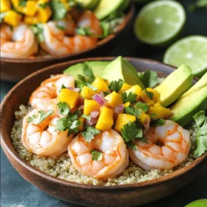 For this dish, you will need: - 1 pound large shrimp, peeled and deveined - 2 tablespoons olive oil - 1 teaspoon garlic powder - 1 teaspoon smoked paprika - Salt and pepper to taste - 2 ripe avocados, diced - 1 cup quinoa, rinsed - 2 cups vegetable broth or water - 1 lime, juiced - Fresh cilantro, chopped (for garnish) The shrimp provide a sweet and juicy base. Avocados add creaminess and healthy fats. Quinoa brings a nutty flavor and serves as a great grain. The mango adds a fresh burst of sweetness. For the mango salsa, gather: - 1 ripe mango, diced - 1/2 red onion, finely chopped - 1 small red chili, deseeded and minced - 1/4 cup fresh cilantro, chopped - 1 lime, juiced - Salt to taste The mango in the salsa is key. It must be ripe to give the best flavor. Red onion adds a sharp crunch, while the chili provides heat. Fresh cilantro brightens the mix, making it vibrant and fresh. A touch of lime juice balances the sweetness with acidity. For the full recipe, check out the complete steps to create these delicious shrimp and avocado bowls with mango salsa. To cook quinoa, start by bringing two cups of vegetable broth to a boil in a medium pot. Rinse one cup of quinoa under cold water to remove its bitter coating. Once the broth boils, add the quinoa. Lower the heat and cover the pot. Let it simmer for about 15 minutes until the quinoa absorbs the broth. After cooking, remove the pot from heat and let it sit covered for another five minutes. Fluff the quinoa with a fork for a light texture. This method ensures your quinoa is fluffy and not mushy. For the mango salsa, mix one diced ripe mango, half a finely chopped red onion, and one small minced red chili in a medium bowl. Add a quarter cup of chopped cilantro and the juice of one lime. Season with salt to taste. Stir well to combine all the ingredients. Let the salsa sit for at least 15 minutes. This resting time allows the flavors to blend beautifully, making it even more delicious. To cook the shrimp, heat two tablespoons of olive oil in a large pan over medium heat. Once hot, add one pound of peeled and deveined shrimp. Sprinkle in one teaspoon of garlic powder and one teaspoon of smoked paprika. Season with salt and pepper to taste. Sauté the shrimp for two to three minutes on each side. They should turn pink and opaque. Be careful not to overcook them, as they can become rubbery. Once done, remove them from the heat. To assemble your bowls, start with a base of fluffy quinoa in each bowl. Next, layer diced avocado on top. Then, add the perfectly cooked shrimp. Generously spoon the mango salsa over the top. For a pop of color and freshness, drizzle the bowls with lime juice and sprinkle with fresh cilantro. This arrangement not only looks stunning but also makes each bite a delightful mix of flavors. To get the best flavor from shrimp, avoid overcooking them. Cook shrimp just until they turn pink and opaque. This usually takes about 2-3 minutes on each side. Overcooked shrimp can become tough and rubbery. For seasoning, I recommend using garlic powder and smoked paprika. These spices add depth and enhance the shrimp's natural taste. A little salt and pepper also work wonders. Choosing ripe avocados is key. Look for avocados that feel slightly soft when you gently squeeze them. If they are hard, they need more time to ripen. When cutting avocados, slice them in half and remove the pit with a knife. Use a spoon to scoop the flesh out. If you have leftover avocado, store it in an airtight container. You can also sprinkle lime juice on it to keep it fresh. Adjust the spice level of your mango salsa to suit your taste. If you want more heat, add more minced chili. For a milder flavor, use less chili or omit it altogether. You can also add other ingredients to the salsa. Try diced bell peppers or chopped cucumber for extra crunch. These additions can elevate the flavor and texture of your mango salsa. For the full recipe, check out the Shrimp & Avocado Bliss Bowls. {{image_4}} You may want to switch out shrimp for other proteins. Chicken works well in this dish. Use grilled or sautéed chicken breast for great flavor. Tofu is another good choice. It soaks up the taste of spices nicely. To prepare tofu, just press it to remove water, then cube it. Sauté it in olive oil until it's golden. This way, you can enjoy a tasty bowl without shrimp. While quinoa is our main grain, you can explore other options. Brown rice is a hearty choice. It adds a nice chewiness to the bowl. Couscous is another quick and easy grain. It cooks fast and absorbs flavors well. Try using farro for a nutty twist. Each grain brings a unique texture and taste, making your bowl special every time. Fruits can make your mango salsa even better. Pineapple adds sweetness and tang. Just chop it up and mix it in. You can also try peach or kiwi for a different flavor. Avocado can be added to the salsa for creaminess. If you want a zing, add diced jalapeños for a kick. These fruit additions will keep your meal fresh and exciting. For the complete recipe, check the Full Recipe section. Store your shrimp and avocado bowls in airtight containers. This keeps the flavors fresh and prevents spills. Place the bowls in the fridge right after your meal. You should eat leftovers within 2 days for the best taste. If you have extra mango salsa, keep it in a separate container. This helps avoid sogginess in the bowls. You can freeze certain parts of this dish. Shrimp cooks well from frozen. Place cooked shrimp in freezer bags, removing as much air as possible. Mango salsa can also freeze. Just make sure to leave space in the container for expansion. Avoid freezing avocados, as they turn mushy. Instead, enjoy them fresh when you make the dish. When refrigerated, the shrimp and avocado bowls last about 2 days. After that, the flavors fade. If you freeze the shrimp, they can stay good for about 3 months. Mango salsa keeps its taste fresh for around 1 month in the freezer. Always check for any signs of spoilage before eating. Following these storage tips helps you enjoy your delicious shrimp and avocado bowls longer. For the full recipe, check out the detailed steps above. You can use rice or couscous as alternatives. Brown rice offers a nutty taste. It also has more fiber. Couscous cooks quickly and has a light texture. If you want something grain-free, try cauliflower rice. It’s low in carbs and easy to make. Just pulse cauliflower in a food processor, and you’re ready! Yes, you can prep this dish ahead. Cook the quinoa and shrimp in advance. Store them in the fridge for up to three days. When ready to serve, just heat the shrimp on the stove. You can also make the mango salsa a day before. Just store it in an airtight container. This will keep the flavors fresh. To keep avocados fresh, use lime juice. The acid slows down browning. You can also store the avocado with the pit in. This helps keep it green longer. If you plan to use it later, wrap it tightly in plastic. This minimizes air exposure. No worries! You can skip the chili in the mango salsa. Just add more mango for sweetness. You can also use bell peppers for crunch without heat. Adjust the lime juice for extra flavor. This way, you still enjoy a tasty dish without the spice! For the full recipe, check out the Shrimp & Avocado Bliss Bowls. This guide walks you through making a delicious shrimp avocado bowl. You learned about the key ingredients, from shrimp to mango salsa. I shared tips on cooking quinoa, shrimp, and making the salsa. You discovered variations, storage info, and answered common questions. As you try this recipe, remember to adjust flavors to your taste. Enjoy the process and share your creations!