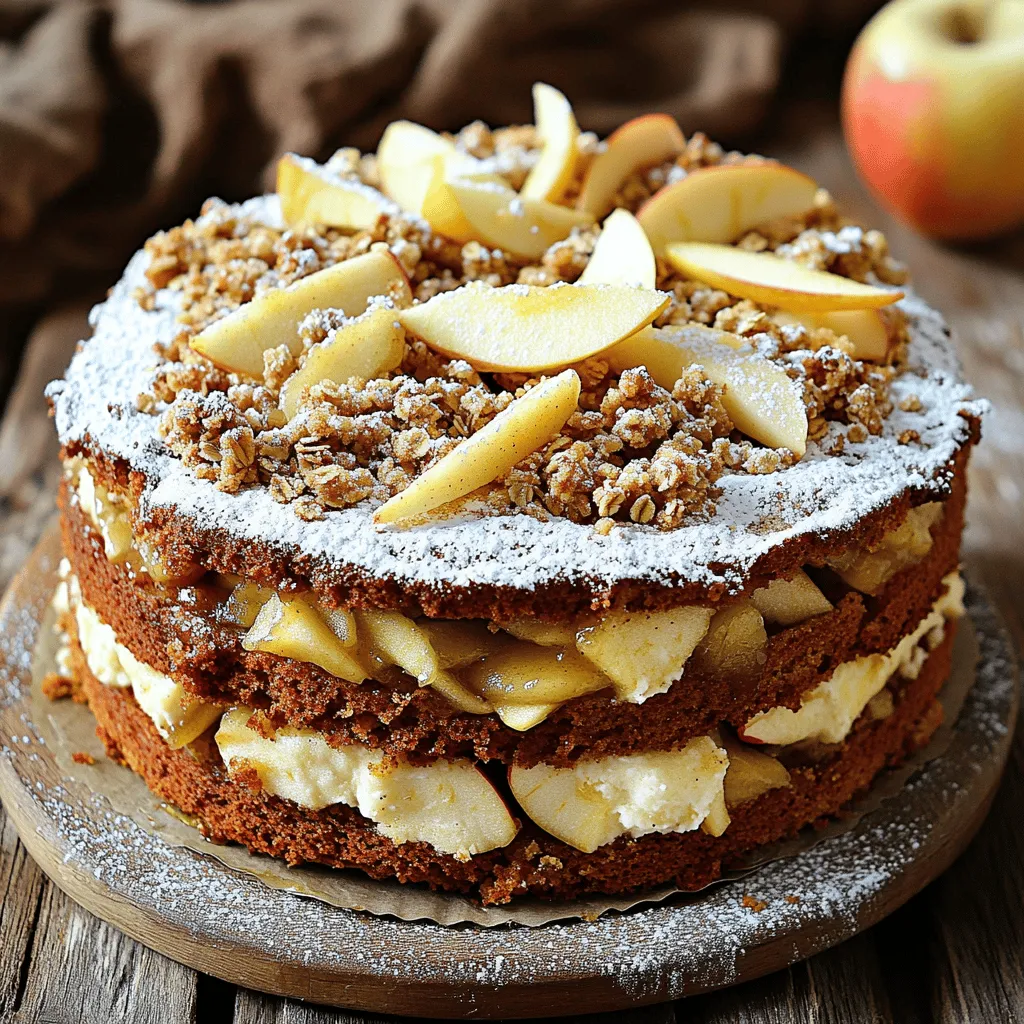 To make a delicious Apple Crisp Coffee Cake, you'll need a mix of simple ingredients. Here’s what you'll gather: - 2 cups all-purpose flour - 1 cup granulated sugar - 1 tablespoon baking powder - 1/2 teaspoon salt - 1 teaspoon ground cinnamon - 1/2 cup unsalted butter, softened to room temperature - 2 large eggs, at room temperature - 1 cup milk, preferably whole - 2 cups diced apples (Granny Smith or Honeycrisp work best) - 1 tablespoon fresh lemon juice - 1/2 cup packed brown sugar - 1/2 cup rolled oats - 1/4 cup chopped nuts (walnuts or pecans are tasty) - 1 teaspoon pure vanilla extract These ingredients come together to create a cake that is sweet and comforting. The apples add a nice, juicy texture. The oats and nuts in the topping give it that crisp finish. I love using Granny Smith apples for their tartness, which balances the sweetness. You can find the full recipe [here]. - Set oven temperature to 350°F (175°C) - Grease a 9x13-inch baking dish First, we need to get our oven ready. Preheat it to 350°F (175°C). This step is key for even baking. Next, grab a 9x13-inch baking dish. Grease it lightly with butter or non-stick spray. This helps the cake come out easily later. - Whisk together flour, sugar, baking powder, salt, and cinnamon In a large bowl, gather your dry ingredients. Whisk together 2 cups of all-purpose flour, 1 cup of granulated sugar, 1 tablespoon of baking powder, 1/2 teaspoon of salt, and 1 teaspoon of cinnamon. Mix them well until there are no lumps. This ensures a nice, even texture in the cake. - Cream softened butter until fluffy - Add eggs, milk, and vanilla; mix until combined In another bowl, take 1/2 cup of softened butter. Cream it with a mixer until it’s light and fluffy. This should take just a few minutes. Next, add in 2 large eggs, 1 cup of milk, and 1 teaspoon of pure vanilla extract. Mix this together until well combined. The batter should be smooth and creamy. - Gradually add wet mixture to dry ingredients; stir gently Now, it’s time to bring everything together. Gradually add your wet mixture to the dry ingredients. Use a spatula to stir gently. Be careful not to overmix; it's okay if there are a few lumps. This keeps the cake soft and tender. - Toss diced apples with lemon juice - Layer half of the batter, sprinkle topping, and add remaining batter Take 2 cups of diced apples and toss them with 1 tablespoon of fresh lemon juice. This stops the apples from browning. Gently fold the apple mixture into your batter. Now, pour half of the batter into the greased baking dish. Spread it evenly. Next, sprinkle half of your topping. This is made of brown sugar, rolled oats, and chopped nuts. Then, pour the remaining batter over the topping and smooth it out. - Bake for 40-45 minutes and cool before serving Place the baking dish in your preheated oven. Bake for 40-45 minutes. The cake will be ready when a toothpick inserted in the center comes out clean or with a few moist crumbs. Once baked, let it cool in the dish for at least 15 minutes before slicing. This cooling time helps the cake set and makes it easier to cut. For the full recipe, check out the complete instructions. - Avoid overmixing to ensure a tender crumb. - Use fresh, tart apples for the best flavor. When you mix your ingredients, do it gently. Overmixing can make the cake tough. You want a light and fluffy texture. Choose apples that are crisp and tart. Granny Smith and Honeycrisp are my favorites. Their flavor really shines in this cake. - Dust with powdered sugar before serving. - Drizzle with a simple glaze for added sweetness. When you are ready to serve, dust the top with powdered sugar. This adds a nice touch. You can also make a glaze. Just mix powdered sugar with a little milk. Drizzle it over the warm cake for extra sweetness. - Pair with coffee or tea. - Serve alongside vanilla ice cream for dessert. Enjoy this cake with a cup of coffee or tea. The flavors blend perfectly. For a dessert twist, serve it with a scoop of vanilla ice cream. The warm cake and cold ice cream make a great combo. For the complete recipe, check out the [Full Recipe]. {{image_4}} You can make your apple crisp coffee cake even more exciting! Try adding spices like nutmeg or cloves. These spices bring warmth and depth to each bite. You can also switch up the nuts. Instead of walnuts or pecans, use almonds or hazelnuts for a different crunch. If you need a gluten-free option, just substitute gluten-free flour in the recipe. This change keeps the cake tasty while meeting dietary needs. For those who want a dairy-free version, use dairy-free butter and milk. This way, everyone can enjoy a slice of this delightful cake. You can change the flavors with the seasons. In the fall, add pumpkin puree to the batter. This gives a lovely autumn twist that warms the soul. In summer, swap the apples for fresh berries. The berries add a burst of sweetness and color, making it a perfect treat for warm days. For the full recipe, check out the details above! Keep your apple crisp coffee cake in an airtight container. It stays fresh at room temperature for up to 3 days. This way, you can enjoy a slice whenever you want. Just make sure the lid is on tight to keep it soft. Want to save some for later? Freeze slices in a freezer-safe bag. They will last for up to 3 months. Make sure to label the bag with the date. This helps you track how long it has been frozen. When you’re ready to eat, just take out a slice. To enjoy your coffee cake again, reheat it in the oven or microwave. For the best texture, warm it slowly. In the oven, set it to a low temperature, around 300°F (150°C), for about 10-15 minutes. If you use the microwave, heat it in short 15-second bursts. This keeps it moist and tasty. For the best flavor, I recommend using Granny Smith or Honeycrisp apples. Granny Smith apples give a nice tartness, while Honeycrisp adds sweetness. This balance makes every bite tasty. Yes, you can make this coffee cake a day before you serve it. Just bake and let it cool. When you’re ready, slice and serve. It tastes great even after a night in the fridge! You can check if the coffee cake is done by inserting a toothpick in the center. If it comes out clean or with a few moist crumbs, it’s ready to enjoy! Absolutely! You can add berries or peaches for a fruity twist. Mixing fruits can create new flavors and make your coffee cake even more delicious! Coffee cake is usually sweeter and often has a crumb topping. It pairs well with coffee, making it a perfect treat for brunch or an afternoon snack. Enjoy it with your favorite brew! For the complete recipe, check out the Full Recipe. This blog post covered how to make a delicious apple crisp coffee cake step by step. We explored the key ingredients, baking tips, and serving ideas. Don’t forget to try different flavors, like adding nuts or spices, to make it your own. Store leftovers properly so you can enjoy this treat later. This cake is more than a dessert; it's a way to share joy with friends. Bake it, taste it, and make it part of your favorite moments. Enjoy every bite!