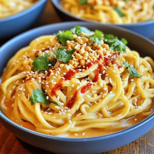 For Dan Dan Noodles, you need simple yet tasty ingredients. Here are the main ones: - 8 ounces fresh or dried noodles (preferably egg noodles) - 3 tablespoons creamy peanut butter - 2 tablespoons soy sauce - 1 tablespoon sesame oil - 2 tablespoons chili oil (adjust to taste for spice preference) - 1 tablespoon rice vinegar - 2 teaspoons granulated sugar - 1 garlic clove, finely minced - 1 inch piece of fresh ginger, grated - 4 green onions, finely chopped (reserve white parts for cooking and green parts for garnish) - 1/4 cup ground beef or turkey (optional, for added protein) - Chopped roasted peanuts for garnish - Fresh cilantro leaves for garnish These ingredients blend together to create a rich, savory dish. The peanut butter gives a creamy texture, while the chili oil adds heat. You can make your Dan Dan Noodles even better with these extras: - Sliced cucumbers for crunch - Shredded carrots for color - Additional chili flakes for spice - Sesame seeds for a nutty flavor - A squeeze of lime for freshness Feel free to mix and match what you like. It makes each bowl unique! While you can use various noodles, I suggest these: - Fresh egg noodles for a chewy texture - Dried wheat noodles for easy storage - Rice noodles for a gluten-free option Choose the noodle that sounds best to you. Each type offers a different taste and feel to the dish. For the full recipe, check the details above! Start by boiling a large pot of salted water. Bring it to a strong boil. Add the noodles gently. Fresh noodles cook in 3-5 minutes. Dried noodles need 8-10 minutes. Check for al dente texture. Drain the noodles well and rinse them with cold water. This stops the cooking. Set the noodles aside while you prepare the sauce. In a medium bowl, mix creamy peanut butter, soy sauce, sesame oil, and chili oil. Add rice vinegar, sugar, minced garlic, and grated ginger. Whisk these ingredients until smooth. Taste it and adjust the chili oil for spice. This sauce is the heart of your Dan Dan noodles. Heat a small amount of oil in a skillet over medium heat. Once hot, add ground beef or turkey. Cook it for 5-7 minutes. Stir often until the meat turns brown. Break it into small pieces as it cooks. If there's too much fat, drain it out. Add the white parts of the green onions and sauté for one more minute. This adds great flavor. In a large bowl, mix the drained noodles with the sauce. If you cooked meat, add that too. Use tongs or chopsticks to toss everything gently. Make sure the noodles are fully coated with the sauce. This step is key for flavor! Spoon the coated noodles into bowls. Top with chopped roasted peanuts and fresh cilantro. Add the green parts of the green onions for color. For a pop of heat, drizzle more chili oil on top. Serve in wide bowls to show off your work. Enjoy every bite of these addictive Dan Dan noodles! For a full guide on making this dish, check the Full Recipe. To make the sauce just right, use creamy peanut butter. It blends well and adds great flavor. Mix the sauce ingredients in a bowl. Whisk them until smooth. Taste the sauce and adjust the chili oil. If you want more heat, add a bit more. For a nutty taste, you can add sesame oil. This helps balance the flavors. Add fresh ginger and garlic for a strong flavor boost. They make every bite more exciting. Use good quality soy sauce; it can change the taste. If you like crunch, add chopped roasted peanuts on top. They add texture and a nice nutty flavor. Fresh cilantro brings brightness to the dish. Don't forget to sprinkle some on before serving! One common mistake is overcooking the noodles. They should be al dente, not mushy. Rinse them under cold water after cooking. This stops the cooking process. Another mistake is not balancing the sauce. Always taste it first. Adjust with sugar or vinegar if it’s too salty or spicy. Lastly, don’t skip the toppings. They make the dish look and taste better. A good presentation makes it even more appealing. For a full recipe, you can check the detailed preparation steps to create these addictive Dan Dan noodles. {{image_4}} You can make Addictive Dan Dan Noodles meat-free. Use tofu or tempeh instead of meat. Just cube them and sauté until golden. You can find great flavors with mushrooms, too. Shiitake mushrooms add depth and texture. For the sauce, swap the creamy peanut butter for almond butter. This gives a nice twist while keeping it rich. Use vegetable broth instead of water to cook the noodles for extra flavor. To make this dish gluten-free, choose rice noodles or gluten-free pasta. These options work well and still taste great. Check the sauce ingredients, especially the soy sauce. Use tamari or coconut aminos to keep it gluten-free. This way, you can enjoy the same delicious taste without the gluten. Feel free to switch up the protein in your dish. Chicken, shrimp, or even crumbled sausage work well. Cook the protein in the skillet just like the ground beef or turkey. For a plant-based option, try lentils or chickpeas. They add protein and fiber, making the dish hearty and filling. You can also mix proteins for a fun twist. Each variation gives a unique flavor while keeping the essence of Addictive Dan Dan Noodles. For the full recipe, follow the steps to create your own bowl of joy! To keep your leftover Dan Dan noodles fresh, place them in an airtight container. Make sure to store them in the fridge. These noodles stay good for about 3 to 4 days. If you have extra sauce, store it separately for the best taste. This way, the noodles won’t get too soggy. When you're ready to enjoy leftovers, heat them gently. You can use a microwave or a skillet. If using a microwave, add a splash of water to keep them moist. Heat in short bursts, stirring in between. If using a skillet, add a little oil and warm over medium heat. Stir until hot. This helps keep the flavor intact. If you want to save Dan Dan noodles for later, freezing works well. Place the cooled noodles in a freezer-safe container. Make sure to separate them from the sauce. They can last for up to 2 months in the freezer. When you're ready to eat, thaw them overnight in the fridge. Reheat as mentioned above for the best taste. Try not to freeze the sauce for too long, as it may lose its texture. For the full recipe, check out the detailed cooking guide above. Addictive Dan Dan Noodles are a spicy, savory dish from Sichuan, China. They feature noodles topped with a rich sauce made from peanut butter, soy sauce, and chili oil. The dish often includes ground meat and is garnished with peanuts and green onions. Each bite is a burst of flavor, making you want more. You can control the heat in your Dan Dan Noodles by adjusting the chili oil. Start with a small amount and taste the sauce. If you like more heat, add more chili oil. You can also use fresh chili or crushed red pepper for extra kick. Yes! While egg noodles are traditional, you can use other types. Rice noodles, udon, or even spaghetti work well. Just adjust the cooking time based on the noodle type you choose. Dan Dan Noodles date back to the 19th century in Sichuan. Street vendors sold them from baskets, or "dan dan," which they carried on a pole. The dish became popular due to its bold flavors and quick preparation. To find the best Dan Dan Noodles, check local Chinese restaurants or noodle shops. Look for places that focus on Sichuan cuisine. Reading reviews online can help you find hidden gems that serve this delightful dish. Addictive Dan Dan Noodles are easy to make and customize. You’ve learned key ingredients, step-by-step cooking, and tips for great flavor. Remember to mix in your favorite toppings and sauces. Make it vegetarian, vegan, or gluten-free with simple swaps. Store leftovers well for tasty meals later. I hope you feel inspired to create your own bowl of Dan Dan Noodles. Enjoy the delicious flavors and surprising twists this dish brings to your table!
