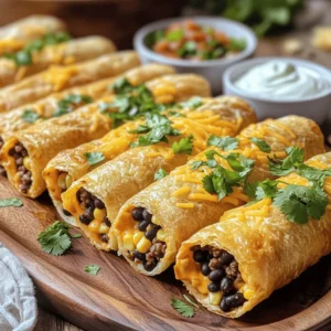 To make Cheesy Taco Sticks, gather these simple ingredients: - 1 packet of pizza dough (store-bought or homemade) - 1 cup cooked ground beef or turkey - 1 packet taco seasoning - 1 cup shredded cheddar cheese - 1/2 cup black beans, drained and rinsed - 1/2 cup corn (canned or frozen) - 1/4 cup chopped fresh cilantro - 1 egg, beaten (for egg wash) - Salsa, for dipping - Sour cream, for serving These ingredients come together to create a fun and tasty snack. Each one plays a key role in building flavor and texture. The dough provides a warm, chewy base. The ground meat adds protein and heartiness. Cheddar cheese melts beautifully, making every bite creamy. Black beans and corn give a nice crunch and sweetness. Finally, fresh cilantro adds a pop of color and flavor. You can customize this list based on your taste. Add jalapeños for heat or swap out the meat for beans to make it vegetarian. The choices are endless! For the full recipe, refer to the section above. Start by cooking the ground beef or turkey. Heat a skillet over medium heat. Add your meat and cook until it turns brown. Use a spatula to break it into small pieces. Once cooked, drain any extra fat. Next, add taco seasoning to the meat. Follow the package instructions and stir in a splash of water. Cook for a few minutes until the flavors mix well. The aroma will fill your kitchen! Now it’s time to roll out the pizza dough. On a lightly floured surface, roll the dough until it is about 1/4 inch thick. This thickness helps the dough cook evenly. Using a pizza cutter, slice the dough into rectangles. Aim for sizes around 4x6 inches. On one half of each rectangle, spoon a generous layer of your meat mixture. About 2 tablespoons should do! Top the meat with black beans, corn, cheddar cheese, and cilantro. This mix adds flavor and color. Carefully fold the dough over to make a pocket. Use a fork to press the edges and seal them tight. To bake, brush the tops of the taco sticks with a beaten egg. This gives them a nice golden color. Place the taco sticks on a baking sheet lined with parchment paper. Make sure to space them out for even cooking. Bake in your preheated oven at 400°F (200°C) for 15-20 minutes. Look for a golden brown color and puffed-up dough. Once baked, let them cool a bit before serving. For the full recipe, check back to the top! To get your cheesy taco sticks just right, focus on even cooking. This means spreading them out on the baking sheet. Don't let them touch; give them space to puff up. Use a baking sheet lined with parchment paper for easy cleanup. For a crispy crust, brush the tops with the beaten egg. This egg wash gives them a golden finish. Bake at 400°F (200°C) for 15-20 minutes until they look perfect. You can switch up the protein in these taco sticks. Try ground turkey or chicken if you want something leaner. You could even go vegetarian! Black beans or lentils work great as a filling. Cheese is another area for fun. Use pepper jack for a spicy kick. Or, mix in Monterey Jack for a milder taste. Feel free to experiment with your favorite cheeses! {{image_4}} You can make Cheesy Taco Sticks without meat. Try replacing the meat with black beans or lentils. These options give a hearty texture and add fiber. You can also mix in more vegetables. Chopped bell peppers or zucchini can boost the flavor and nutrition. Want some heat? Add jalapeños or hot sauce for a spicy kick. These will make your taco sticks exciting. You can also switch up the cheese. Try using pepper jack or a blend of different cheeses. This will give a unique taste to each bite. To keep leftover taco sticks fresh, cool them first. Place them on a wire rack to allow air to circulate. This step prevents moisture buildup. After cooling, transfer them to an airtight container. You can store them in the fridge for up to three days. When it’s time to reheat, use an oven or air fryer. Preheat your oven to 350°F (175°C). Place the taco sticks on a baking sheet. Heat for about 10-15 minutes until they are warm and crispy again. Avoid using a microwave. It makes the crust soggy. You can freeze your taco sticks before or after baking. To freeze them before baking, assemble the sticks but don’t bake. Place them in a single layer on a baking sheet. Freeze until solid, then transfer to a freezer bag. They can stay frozen for up to three months. To freeze after baking, let the taco sticks cool completely. Place them in an airtight container or freezer bag. For thawing, take them out the night before and let them sit in the fridge. To reheat frozen taco sticks, bake them at 350°F (175°C) for 15-20 minutes. This restores their crispy crust and delicious flavors. Enjoy your cheesy taco sticks any time you crave them! For the full recipe, check out the details above. Cheesy Taco Sticks are quick to make. The prep time is about 15 minutes. You will bake them for 15 to 20 minutes. So, in total, expect about 35 minutes from start to finish. This makes them great for a snack or a fun meal. Yes, you can make Cheesy Taco Sticks ahead of time! You can prepare the filling and assemble the sticks. Store them in the fridge for up to two days. When you are ready to eat, just bake them. This saves time on busy days. Cheesy Taco Sticks pair well with many sides. Here are some ideas: - A fresh green salad - Guacamole for a creamy dip - Spicy salsa for a kick - Sour cream to cool things down These sides add great flavor and texture to your meal. Enjoy trying different combinations! Cheesy taco sticks are fun to make and eat. We covered the key ingredients, steps for preparation, and tips for perfecting the recipe. You can customize them based on your tastes. Whether you prefer meat or vegetarian options, there’s a version for everyone. Store leftovers properly for later enjoyment. You now have all you need to create delicious taco sticks at home. Get ready to impress friends and family with these tasty treats!