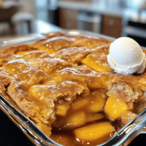 - 2 cans of sliced peaches in syrup (15 oz each) - 1 cup all-purpose flour - 1 cup granulated sugar (divided) - 1 cup milk - 1/2 cup unsalted butter (melted) - 2 teaspoons baking powder - 1 teaspoon pure vanilla extract - 1/2 teaspoon ground cinnamon - A pinch of salt You can use fresh peaches if you prefer. Just peel and slice them. Frozen peaches work too; thaw them first. For a gluten-free option, use almond flour or a gluten-free flour blend. This will keep your cobbler tasty and friendly for all diets. Accurate measurements are key to good results. Use dry measuring cups for flour and sugar, and liquid measuring cups for milk. When measuring flour, scoop it and level off with a knife. This gives you just the right amount without packing it down. For sugar, fill the cup and level it too. Proper measuring makes your cobbler turn out perfect every time. For the Full Recipe, check out the detailed instructions. First, preheat your oven to 350°F (175°C). This step is key. A hot oven ensures even baking and a golden top. Next, choose a 9x13-inch baking dish. This size is perfect for peach cobbler. Grease it with butter or cooking spray. This helps the cobbler come out easily after baking. In a medium bowl, mix melted unsalted butter with 1 cup of sugar. Use a whisk or spoon to blend them well. Once mixed, add all-purpose flour, baking powder, milk, vanilla extract, ground cinnamon, and a pinch of salt. Stir everything until combined. You want a thick batter, ready for the peaches. Now it's time to layer the peaches. Open the cans and pour the sliced peaches, with syrup, over the batter. Don’t stir it! The batter will rise around the peaches as it bakes. For extra sweetness, sprinkle the remaining 1/4 cup of sugar on top. Place the dish in your preheated oven. Bake for about 35-40 minutes. Check for doneness by inserting a toothpick. It should come out clean. Once ready, let it cool for 10 minutes before serving. For the full recipe, check the earlier section. To make your cobbler just right, focus on its texture. The batter should be thick but smooth. If it feels too thin, add a bit more flour. This helps create a fluffy, cake-like base. For sweetness, taste the peach syrup before adding sugar. If it's very sweet, cut back on the sugar in the batter. This balance makes each bite delightful. Spices can take your cobbler to the next level. Adding cinnamon gives warmth. You can also try nutmeg or ginger for a twist. A splash of almond extract adds a nice touch, too. If you want more fruit flavor, mix in berries or apples. Just make sure to keep the total fruit amount similar to the peaches. Nothing beats warm cobbler with ice cream. The cold cream melts into the warm fruit, creating a tasty treat. You can also serve it with whipped cream for a lighter option. For a fun twist, try serving it in individual cups. Top with fresh mint or a sprinkle of cinnamon for extra flair. Enjoy your Easy Canned Peach Cobbler with these suggestions! {{image_4}} You can mix canned peaches with other fruits. Try adding sliced pears or cherries. Both fruits pair well with peaches. You can also use fresh fruits in summer. Strawberries or blueberries offer great flavor. In fall, consider apples or plums for a warm twist. Each fruit adds its charm to the cobbler. To make this dish lighter, use less sugar. Try half the sugar or use honey. You can also add oats or nuts for texture. Rolled oats make a great topping. Chopped nuts add crunch and flavor. This way, you keep the taste while adding nutrients. Want to change it up? Turn your cobbler into a dump cake. Just pour the batter over the fruit without stirring. It bakes into a unique dessert. You can also make muffins or cupcakes with this recipe. Just pour the batter into a muffin tin. Bake them until they’re golden brown. These variations keep your treats exciting. For the full recipe, check out the Delightful Canned Peach Cobbler section. To keep your canned peach cobbler fresh, store it in the fridge. Place it in an airtight container or cover it tightly with plastic wrap. This helps prevent it from drying out. Enjoy your leftovers within three to four days for the best taste. If you want to save some for later, freezing is a great option. First, allow the cobbler to cool completely. Then, cut it into portions. Wrap each piece in plastic wrap, then place them in a freezer-safe bag. You can store it in the freezer for up to three months. When it's time to enjoy your cobbler again, you can reheat it easily. The best way is to use an oven. Preheat the oven to 350°F (175°C). Place the cobbler in an oven-safe dish and cover it with foil. Heat for about 15 to 20 minutes until it's warm. You can also use a microwave for quick reheating. Place a portion on a microwave-safe plate and cover it with a damp paper towel. Heat for about 30 seconds, then check if it’s warm. Repeat if needed. This helps keep the texture soft and the flavor intact. How long can you store your peach cobbler? In the fridge, it lasts about three to four days. In the freezer, you can keep it for up to three months. Signs of spoilage include a sour smell or mold growth. If you see either, it’s best to toss it out. Always trust your senses to ensure you enjoy this tasty dessert safely. Yes, you can use fresh peaches! Fresh peaches taste great and add a nice texture. However, they need more prep time. You must peel, slice, and pit them. Canned peaches are quick and easy. They are also sweeter since they sit in syrup. Both options work well, but choose based on what you have. Check the cobbler at 35 minutes. The top should be golden brown. Insert a toothpick in the center. If it comes out clean, the cobbler is ready. If not, bake for a few more minutes. The edges should bubble slightly. This shows the filling is hot and thickened. Yes, you can prepare the cobbler in advance. Mix the batter and layer the peaches in the dish. Cover it and keep it in the fridge for up to 24 hours. When ready, bake it straight from the fridge. This method saves time and still tastes great. Reheat any leftovers in the oven for the best results. You learned how to make a delicious cobbler using canned peaches, following simple steps. You now know about ingredient substitutions, measuring tips, and how to store leftovers. You can create variations of the cobbler, from fruit combinations to healthier options. Think about serving it with ice cream or trying the unique styles we discussed. Now it's time to enjoy your tasty creation, share it with others, and experiment with your own ideas. Baking is fun, and this cobbler is a great start!