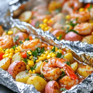 - Shrimp, corn, potatoes, bell pepper, onion - Garlic, Cajun seasoning, olive oil - Salt, pepper, fresh parsley for garnish When I prepare my Easy Cajun Shrimp Boil Foil Packs, I love using fresh ingredients. They make a big difference in flavor. Here’s what you need: - Shrimp: Use one pound of large shrimp, peeled and deveined. Fresh shrimp gives the best taste. - Corn: Get two ears of corn. Cut them into thirds for easy handling. - Potatoes: One pound of baby potatoes, halved works great. They cook well in the foil packs. - Bell pepper: A red bell pepper, chopped adds color and sweetness. - Onion: One yellow onion, sliced brings a nice aroma to the dish. - Garlic: Three cloves of minced garlic elevate the flavor. - Cajun seasoning: Use two tablespoons for that spicy kick. - Olive oil: Four tablespoons keep everything moist. - Salt and pepper: These are vital for seasoning to taste. - Fresh parsley: Chopped, for garnish adds a pop of color and freshness. These ingredients combine to create a delightful meal. The blend of flavors in every bite will have your taste buds dancing. Plus, you can find the full recipe to guide you through the cooking process. Enjoy the cooking adventure! Set your oven temperature to 400°F (200°C). This heat level is perfect for cooking shrimp and veggies quickly. It also helps keep everything juicy and full of flavor. Lay out four large pieces of aluminum foil. Each piece should be about 12x18 inches. These will hold your shrimp and veggies as they cook. Make sure you have enough space to fold them well. In a large bowl, combine the shrimp, corn, potatoes, bell pepper, onion, and garlic. Stir well to mix everything. This step is key for even flavor. Next, drizzle the olive oil over the mixture. Add the Cajun seasoning, salt, and pepper to taste. Toss gently until all the ingredients are coated. Divide the shrimp and veggie mix into the four pieces of foil. Place a generous scoop in the center of each piece. Fold the sides of the foil over the mix to seal tightly. Leave some space for steam to circulate inside. This keeps everything tender and flavorful. Place the sealed foil packets on a baking sheet. Bake them in the preheated oven for 20-25 minutes. The shrimp should turn pink and the potatoes tender. Be careful when opening the packets, as hot steam will escape. Give everything a gentle stir. Garnish with fresh parsley to add a pop of color and flavor before serving. For the complete recipe, check out the Full Recipe. When cooking shrimp, size matters. If you use small shrimp, cut the time by a few minutes. For large shrimp, stick to the full 20-25 minutes. Each oven cooks a bit differently too. If yours runs hot, start checking the shrimp at 15 minutes. Always adjust your cooking time to get the best results. To seal your foil packs, fold the edges tightly. Start by folding the long sides over the shrimp mixture. Then, fold the short ends up and over. This method helps prevent any leaks. Make sure to leave some space inside the pack for steam. Good sealing keeps the flavors in and the mess out. Want to add some zing? Squeeze fresh lemon juice over the shrimp before sealing the foil packs. You can also drizzle a bit of hot sauce for a kick. Both options bring out the Cajun spices. These little tweaks make a big difference in taste. Feel free to experiment until you find your perfect blend! {{image_4}} You can change the veggies in your foil packs. Asparagus works great. It adds a nice crunch. Mushrooms are another option; they soak up the flavors well. You can also try zucchini or carrots. These veggies will cook nicely with the shrimp and add color. If you want to switch from shrimp, try chicken. Use boneless chicken thighs for more flavor. You could also use sausage. Andouille sausage fits the Cajun theme perfectly. Just cut it into pieces before adding it to the foil packs. These swaps will still give you a tasty meal. Adjusting the spice is easy. For a milder taste, cut the Cajun seasoning in half. You could also add a pinch of sugar to balance the heat. If you like it hot, add more seasoning or a splash of hot sauce. Taste as you go to find your perfect heat level. To keep your Cajun shrimp boil foil packs fresh, store leftovers in the fridge. Place them in an airtight container. They stay good for 2-3 days. If you want to keep them longer, freeze the leftovers. Wrap them tightly in plastic wrap or foil, then put them in a freezer bag. They can last up to a month in the freezer. When you’re ready to enjoy your leftovers, reheating is easy. For the oven, preheat it to 350°F (175°C). Place the foil packet on a baking sheet and heat for 15-20 minutes. Check if it’s warm inside. For the microwave, transfer the contents to a microwave-safe dish. Heat for 2-3 minutes, stirring halfway. Make sure it’s hot all the way through before eating. Enjoy your meal! Yes, you can use frozen shrimp. Just make sure to thaw them first. Place the shrimp in cold water for about 15-20 minutes. Once thawed, you can follow the same steps as usual. This method keeps your meal quick and easy! Cajun shrimp boil goes great with many sides. Here are some tasty options: - Garlic bread - Coleslaw - Rice or quinoa - Grilled vegetables - Cornbread These sides add flavor and balance to your meal. Shrimp is done when it turns pink and opaque. This usually takes about 20-25 minutes in the oven. You can also check by cutting one open; it should be white inside. Avoid overcooking, as shrimp can become tough. Yes, you can prep these foil packs ahead of time. Just assemble them and store them in the fridge. Cook within 24 hours for the best taste. When ready, just pop them in the oven. It makes dinner fast and easy! For the full recipe, check out the Cajun Shrimp Delight Foil Packs. This blog post shared a simple and tasty Cajun shrimp boil recipe. You learned about the key ingredients, easy steps, and helpful tips. You can swap proteins or veggies based on your taste. With easy storage and reheating methods, leftovers stay fresh. Enjoy this flavorful dish with your family. Get creative with mixes or spice levels. Cooking should be fun and tasty! Try it today and impress your taste buds.