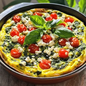 To make a delicious spinach frittata, you need fresh and simple ingredients. Here’s what you will need: - 6 large eggs - 1 cup fresh spinach, chopped - 1/2 cup cherry tomatoes, halved - 1/2 cup feta cheese, crumbled - 1/4 cup onion, finely chopped - 2 cloves garlic, minced - 2 tablespoons olive oil - Salt and pepper to taste - Fresh basil leaves for garnish (optional) These ingredients blend well to create a tasty dish. I love how the eggs create a fluffy texture while the spinach adds a vibrant green color. The feta cheese gives it a nice salty kick. You can find all these ingredients at your local market. For the full recipe, check out the Spinach Frittata Delight. First, gather all your ingredients. You will need eggs, spinach, cherry tomatoes, feta cheese, onion, garlic, olive oil, salt, and pepper. Having everything ready makes cooking easy. 1. Preheat your oven to 375°F (190°C). 2. Crack the eggs into a large bowl. Whisk them well until they blend nicely. Add salt and pepper to taste. 3. Heat olive oil in an oven-safe skillet over medium heat. 4. Add the chopped onion and sauté for 2-3 minutes until it becomes soft. 5. Mix in the minced garlic and cook for 1 more minute. 6. Add the chopped spinach and stir until it wilts, about 2 minutes. 7. Fold in the halved cherry tomatoes. 8. Pour the whisked eggs over the veggies, covering them evenly. 9. Sprinkle crumbled feta cheese on top. 10. Cook on the stovetop for 4-5 minutes until the edges are firm but the center is still jiggly. 11. Move the skillet to the oven and bake for 12-15 minutes until set and lightly browned. 12. Remove the skillet from the oven and let it cool for a few minutes before slicing. 13. Garnish with fresh basil leaves if you like. - Use a non-stick skillet to prevent sticking. - Keep the heat medium to avoid burning the bottom. - Let the frittata cool slightly before cutting to keep its shape. - Experiment with different veggies or cheeses for variety. For the complete recipe, click on [Full Recipe]. Enjoy your cooking! To make a great spinach frittata, follow these tips: - Use fresh eggs for the best flavor. - Whisk the eggs well to add air. This helps the frittata rise. - Preheat your oven to 375°F (190°C) before cooking. This ensures even baking. - Sauté vegetables until soft but not brown. This keeps their flavors fresh. - Pour the egg mixture slowly over the veggies to cover them evenly. - Cook on the stovetop until the edges are firm and the center is slightly jiggly. Avoid these common pitfalls: - Don’t overbeat the eggs. This can make the frittata tough. - Avoid cooking on high heat. It can burn the bottom before the center sets. - Do not skip the baking step. This step helps the frittata set evenly. - Don’t overcrowd the skillet with veggies. This can lead to uneven cooking. To boost the flavor of your frittata, try these ideas: - Add herbs like parsley or chives for freshness. - Use different cheeses like cheddar or goat cheese for a twist. - Mix in cooked meats like ham or bacon for extra protein. - Incorporate spices like paprika or chili flakes for a kick. - Serve with a side of salsa or hot sauce for added zest. For the full recipe, check out the Spinach Frittata Delight. Enjoy your cooking! {{image_4}} You can change ingredients to make your frittata unique. Try using kale or Swiss chard instead of spinach. You can also add bell peppers, mushrooms, or zucchini for extra flavor. For a protein boost, mix in cooked bacon, sausage, or ham. These swaps keep your dish fresh and exciting. Cheese adds creaminess and flavor to your frittata. While feta is great, you can use other cheeses too. Goat cheese gives a tangy taste, while cheddar adds sharpness. Mozzarella melts well and creates a lovely texture. Experiment with your favorite cheeses for a personal touch. Serve your frittata warm or at room temperature. You can dress it up with a sauce. A dollop of sour cream or yogurt adds creaminess. A drizzle of hot sauce can give it a kick. Pair your frittata with a light salad for a healthy meal. Check the Full Recipe for more ideas on how to enjoy this dish. Store leftover spinach frittata in an airtight container. Make sure it cools first. Place it in the fridge. It will stay fresh for 3 to 4 days. If you want to keep it longer, consider freezing it. To reheat, preheat your oven to 350°F (175°C). Place the frittata on a baking tray. Cover it with foil to keep it moist. Bake for about 10 to 15 minutes. You can also reheat in the microwave. Heat it on medium for about 1 to 2 minutes. To freeze, slice the frittata first. Wrap each slice tightly in plastic wrap. Then, place the slices in a freezer bag. This way, you can take out only what you need. It will last for 2 to 3 months in the freezer. When ready to eat, thaw overnight in the fridge before reheating. For more detailed instructions, check the Full Recipe. You can tell the frittata is cooked when the edges look firm and the center is set. A good test is to gently shake the pan. If the center jiggles a little, give it more time. The top should also be lightly browned. Use a toothpick to check; it should come out clean when inserted in the middle. Yes, you can make a spinach frittata ahead of time. Just cook it, let it cool, and then store it in the fridge. Cover it well with plastic wrap or foil. It will stay fresh for up to three days. You can reheat it in the oven or microwave when you are ready to eat. Frittatas pair well with many side dishes. Fresh fruit salad adds brightness. A green salad offers a nice crunch. Whole grain toast provides good texture and flavor. If you like, serve it with a dollop of yogurt or a light sauce for extra taste. For more ideas, check the Full Recipe! A spinach frittata is easy and tasty. We covered the key ingredients, cooking steps, and storage tips. I shared best practices to avoid mistakes and explore flavor options. Frittatas are great for meals any time of day. You can customize them with your favorite veggies and cheeses. Enjoy making this healthy dish that can be shared or stored for later. It's simple and rewarding to create. Now, grab your ingredients and start cooking!
