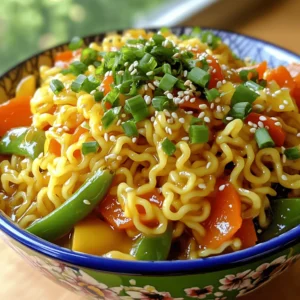 - Instant ramen noodles - Soy sauce - Sesame oil - Chili garlic sauce - Mixed vegetables - Green onions - Creamy peanut butter - Fresh ginger - Garlic - Rice vinegar - Sesame seeds - Medium saucepan - Large skillet or wok - Whisk - Bowls for serving To make Easy Saucy Ramen Noodles, you need the right ingredients and tools. First, grab instant ramen noodles. They cook fast and taste great. Next, gather soy sauce, sesame oil, and chili garlic sauce. These add depth and heat. You will also need mixed vegetables. I love using carrots, bell peppers, and snap peas. They make the dish colorful. Green onions give a fresh crunch. Don’t forget creamy peanut butter. It adds richness. For flavor, use fresh ginger and garlic. Rice vinegar adds a nice tang. Lastly, sesame seeds give a tasty finish. For tools, you need a medium saucepan to boil water for the noodles. A large skillet or wok is perfect for stir-frying. A whisk helps mix the sauce well. Lastly, have bowls ready to serve your tasty creation. You can find the complete instructions in the Full Recipe. To start, take a medium saucepan and fill it with water. Bring the water to a strong boil. Add 2 packets of instant ramen noodles and cook them for 3-4 minutes. You want them tender but still firm. Once done, drain the noodles and place them in a bowl. Set them aside so they are ready for later. Next, grab a large skillet or wok. Heat 1 tablespoon of sesame oil over medium heat. Once hot, add in 1 teaspoon of minced garlic and 1 teaspoon of grated ginger. Stir continuously for about 1 minute. This step brings out a lovely aroma that makes your kitchen smell inviting. Now, it's time to add some color and crunch. Toss in 1 cup of mixed vegetables. You can use julienned carrots, sliced bell peppers, and snap peas. Stir-fry these veggies for about 3-4 minutes. You want them to be crisp-tender and keep their bright colors. In a separate bowl, mix together 2 tablespoons of soy sauce, 1 tablespoon of chili garlic sauce, 2 tablespoons of creamy peanut butter, and 1 tablespoon of rice vinegar. Whisk until it is smooth. Taste it and adjust the spice level if you want more heat by adding more chili garlic sauce. Add your drained ramen noodles back into the skillet with the sautéed vegetables. Pour the sauce over everything. Toss gently but thoroughly so every noodle gets coated in that yummy sauce. This is where the flavors really come together! Finally, fold in 2 chopped green onions. Toss everything for another minute to heat through. Serve the saucy ramen noodles in bowls while they are hot. For a lovely finish, sprinkle sesame seeds on top for extra flavor and crunch. Enjoy your delicious meal! For the complete recipe, check out the Full Recipe. To speed up your cooking, try these quick tips: - Cooking time: Instant ramen cooks in just 3-4 minutes. Keep an eye on it to avoid overcooking. - Frozen vegetables: Use frozen veggies instead of fresh. They save time and still taste great. You can make your ramen unique by adding: - Protein options: Chicken, tofu, or shrimp work well. Add them when cooking the veggies. - Sauce experiments: Try teriyaki or hoisin sauce for a new flavor. Mixing different sauces can also be fun! Make your dish look as good as it tastes: - Plating: Serve noodles in deep bowls. This adds height and keeps everything neat. - Garnishes: Add green onions and sesame seeds on top. You can also sprinkle some chili flakes for a kick. For the full recipe, check out Flavorful Saucy Ramen Noodles. {{image_4}} To spice things up, you can adjust the heat in your ramen. There are two easy ways to do this: - Increasing chili garlic sauce: Add more chili garlic sauce to the recipe. Start with a half tablespoon more and taste. You can keep adding until you reach your perfect spice level. - Adding fresh chilies: Slice fresh chilies and toss them in while cooking. Red or green chilies work well. They add great flavor and heat. For a more colorful dish, add extra vegetables. This not only boosts nutrition but also enhances flavor. Here's how: - Extra vegetables to incorporate: Try adding sliced mushrooms, baby corn, or snap peas. These veggies blend well with the noodles. - Seasonal vegetable suggestions: Use what’s fresh! In spring, add peas or asparagus. In fall, use butternut squash or kale. It makes the dish fun and seasonal! Switching up the sauce can change the whole vibe of your ramen. Here are some tasty options: - Using teriyaki or hoisin sauce: Replace the soy sauce with teriyaki or hoisin. This gives a sweet twist to the dish. - Creamy variants with different nut butters: Try using almond or cashew butter instead of peanut butter. This adds a rich and creamy taste that you will love. Explore these variations to find your favorite twist on this easy saucy ramen. You can create your own version with the Full Recipe! To keep your leftover ramen fresh, store it in an airtight container. This will help prevent moisture loss and keep the noodles from drying out. Make sure the noodles and sauce are mixed well before storing. Ramen stays fresh in the fridge for about 2-3 days. After this time, the noodles may become mushy. When reheating ramen, avoid using high heat. This can make the noodles rubbery. Instead, use a low to medium setting. You can reheat in a skillet over medium heat. Add a splash of water or broth to help steam the noodles back to life. For quick reheating, the microwave works too. Place the ramen in a bowl, cover it with a damp paper towel, and heat for about 1-2 minutes. Stir halfway through to ensure even heating. If you need a nut-free option, try using sunflower seed butter or tahini. Both options work well in this recipe. They add creaminess and flavor without nuts. If you want a lighter choice, you can use soy yogurt. It’s smooth and adds a nice taste. Yes, you can use regular ramen noodles. They take longer to cook, usually about 5-7 minutes. Keep an eye on them to ensure they do not get too soft. Drain them once they are just right, and follow the rest of the recipe as normal. To make this dish vegan, simply replace the creamy peanut butter with a vegan nut butter. Ensure the soy sauce is labeled vegan too. You can also add more vegetables for extra nutrition, making it a hearty meal. For a gluten-free version, use gluten-free ramen noodles or rice noodles. Make sure the soy sauce is gluten-free as well. Check that all other ingredients are also gluten-free. This way, you can enjoy the same great flavors without worrying about gluten. This post covered how to make a tasty ramen dish with ease. We listed the key ingredients and necessary equipment. You learned step-by-step instructions to cook the noodles, sauté aromatics, and combine flavors. We also shared tips for making it easier and ways to customize your meal. Whether you want it spicy or veggie-loaded, there are plenty of options to explore. Remember, the best ramen is the one made just for you. Enjoy experimenting with flavors!