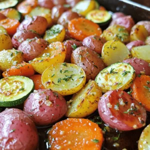- 4 medium red potatoes, chopped into bite-sized pieces - 3 large carrots, peeled and sliced into thick rounds - 2 medium zucchinis, sliced into half-moons - 4 cloves garlic, finely minced - 3 tablespoons extra virgin olive oil - 1 teaspoon dried thyme - 1 teaspoon dried rosemary - 1 teaspoon smoked paprika - Salt and freshly cracked black pepper, to taste - A handful of fresh parsley, finely chopped (for garnish) - Other root vegetables you may add - Different herb variations This dish shines with simple ingredients. The potatoes offer a hearty base. Carrots add natural sweetness, while zucchini brings a tender bite. Garlic infuses robust flavor, making every bite delightful. Extra virgin olive oil helps everything roast nicely. The dried herbs add depth and warmth. Smoked paprika gives a hint of smokiness that complements the veggies. You can also mix in other root vegetables. Think sweet potatoes or turnips for a twist. Fresh herbs can switch up the taste. Consider basil or oregano for a different flavor profile. Check out the Full Recipe for more details on how to make this dish truly shine! - Preheat the oven to 425°F (220°C). - Chop the red potatoes into bite-sized pieces. - Peel and slice the carrots into thick rounds. - Cut the zucchinis into half-moons. - Put all the veggies in a large mixing bowl. - In a separate bowl, mix extra virgin olive oil, minced garlic, dried thyme, and dried rosemary. - Add smoked paprika, salt, and black pepper to the herb mixture. - Pour this mixture over the veggies in the bowl. - Toss everything together until all the veggies are coated. - Spread the coated vegetables evenly on a baking sheet. - Make sure they are in a single layer for even cooking. - Roast for 30-35 minutes, stirring halfway through. - Check for doneness by poking a potato or carrot piece. - When they are golden brown and tender, remove them from the oven. For a full recipe, see the section above. To make sure your vegetables turn out perfectly roasted, follow these steps: - Even coating of oil and herbs: Mix your veggies well with the oil and herbs. Every piece needs a nice coat for full flavor. - Single layer on the baking sheet: Lay your veggies out in one layer. This helps them cook evenly and get that golden color. When serving, you want to impress your guests. Here are some tips: - Presentation tips: Use a large, rustic dish to serve your roasted feast. Sprinkle extra parsley and a drizzle of olive oil on top for flair. - Recommended pairings: These roasted veggies pair well with grilled chicken or fish. They also make a great side for pasta dishes. Using fresh ingredients makes a big difference. Here’s how: - Fresh herbs enhance flavor: Fresh herbs like parsley add brightness and depth to the dish. They make every bite more enjoyable. - Impact of seasonal vegetables: Seasonal veggies taste better and have more nutrients. They also support local farmers and are often less expensive. {{image_4}} You can play with different veggies. Try swapping zucchini for bell peppers. Bell peppers add a sweet crunch and bright color. They roast well and soak up the garlic herb flavor. If you want a sweeter taste, use sweet potatoes. They bring a rich, caramelized flavor when roasted. Just chop them into similar-sized pieces as the other veggies for even cooking. Herbs can change the flavor of your dish. Instead of thyme and rosemary, try oregano or basil. These herbs add a fresh twist to the roasted mix. They can enhance the dish with new aromas and tastes. For some heat, add cayenne pepper. A pinch can give your roasted veggies a nice kick. Just be careful; a little can go a long way. This dish can fit many diets. To make it vegan-friendly, just stick to the original recipe. All the ingredients are plant-based and full of flavor. If you are looking for low-carb options, replace potatoes with cauliflower. Cauliflower roasts beautifully and has a mild taste that works well with garlic and herbs. You can enjoy this dish while keeping carbs low. For the full recipe, check the earlier section. After enjoying your garlic herb roasted feast, let the leftovers cool. Place them in an airtight container. This keeps the flavor fresh and prevents any odors from the fridge. You can store them for up to four days. If you want more time, consider freezing them. Reheating can be done in two main ways: the oven or the microwave. The oven gives the best results. Preheat it to 350°F (175°C) and spread the vegetables on a baking sheet. Heat for about 10-15 minutes. This helps keep them crisp. The microwave works, too. Just place them in a bowl and cover it. Heat in short bursts of 30 seconds. Stir in between to avoid sogginess. Can you freeze roasted vegetables? Yes, you can! To freeze them, let the leftovers cool fully. Spread them in a single layer on a baking sheet and freeze for a few hours. Once frozen, transfer them to a freezer-safe bag. This way, they stay fresh for up to three months. When you’re ready to use them, thaw in the fridge overnight. Cook them in the oven to restore crispness. Yes, you can! Feel free to swap in your favorite veggies. Here are some suggestions: - Bell peppers for a sweet crunch - Sweet potatoes for a touch of sweetness - Broccoli for added color and nutrients - Asparagus for a tender bite These changes keep the dish fresh and exciting. Just remember, adjust cooking times as needed. Roasted vegetables can last about 3 to 5 days in the fridge. Store them in an airtight container. Look for signs of spoilage, like a bad smell or slimy texture. If you see these signs, throw them away to stay safe. Reheat your roasted vegetables in the oven for the best results. Preheat it to 375°F (190°C). Spread the veggies on a baking sheet and heat for about 10-15 minutes. This keeps them crispy and tasty. You can also use a microwave. Just heat in short bursts, stirring in between, to avoid mushiness. Enjoy your leftovers! Roasting vegetables is easy and fun. I shared the best ingredients and steps to create a tasty dish. Use fresh herbs for amazing flavor. Experiment with your favorite veggies to make it your own. Remember, a single layer on the baking sheet ensures perfect roasting. Store leftovers in an airtight container to keep them fresh. Enjoy your delicious veggies with your favorite meals!