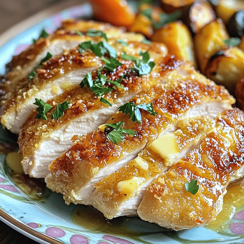 - 4 boneless, skinless chicken breasts - 1/2 cup buttermilk - 1 tablespoon Dijon mustard - 1 teaspoon garlic powder - 1 teaspoon onion powder - 1 teaspoon smoked paprika - 1 teaspoon salt - 1/2 teaspoon freshly ground black pepper - 1/4 cup all-purpose flour - 1/4 cup cornstarch - 3 tablespoons unsalted butter - Fresh parsley, finely chopped (for garnish) - Mixing bowl - Sharp knife - Measuring cups and spoons - Oven-safe skillet - Plastic wrap or lid To make your melt in your mouth chicken breast, start with fresh, high-quality ingredients. Using the right tools helps too. A sharp knife makes cutting easier. A mixing bowl mixes flavors well. Measuring cups and spoons ensure accuracy. An oven-safe skillet allows for searing and baking in one dish. Gathering your tools and ingredients first makes cooking smooth. It also saves time. You won’t have to scramble for items while cooking. This recipe takes simple items and turns them into a delightful meal. For the best flavor, use fresh herbs when possible. Fresh parsley brightens the dish and adds color. The buttermilk tenderizes the chicken, making it juicy. Combine the ingredients carefully to ensure every bite is full of flavor. Check out the [Full Recipe] for a complete guide to making this dish! - In a medium mixing bowl, combine buttermilk, Dijon mustard, garlic powder, onion powder, smoked paprika, salt, and black pepper. - Whisk until smooth. - Add the chicken breasts, making sure they are well-coated. - Cover the bowl with plastic wrap or a lid and refrigerate for at least 1 hour. For the best flavor, marinate overnight. - Preheat your oven to 375°F (190°C). - In a shallow dish, mix flour and cornstarch together. - Remove the chicken from the marinade and shake off excess liquid. - Dredge each breast in the flour-cornstarch mix, covering all sides evenly. - In an oven-safe skillet, melt the butter over medium heat. - Once bubbling, add the chicken breasts to the skillet. - Sear each breast for 4-5 minutes on each side until golden brown. - After searing, transfer the skillet to the preheated oven. - Bake the chicken for 15-20 minutes, until it reaches an internal temperature of 165°F (74°C). - After baking, let the chicken rest in the skillet for a few minutes. This helps keep it juicy and tender. For a full recipe with all details, check the [Full Recipe]. Marinating chicken makes it juicy and tasty. I recommend marinating for at least one hour. For the best results, let it sit overnight. This gives the flavors time to soak in. Searing is key for a great crust. Start with a hot skillet and add butter. Cook each side for 4-5 minutes. You want a nice golden color. Feel free to mix up the spices. Try adding oregano or thyme for a fresh twist. Lemon zest adds brightness, too. If you love heat, a pinch of cayenne can spice things up. Adjust the salt and pepper to match your taste. You can also use garlic or onion powder for extra flavor. Use a heavy skillet for even cooking. Cast iron skillets work great. They hold heat well and create a good crust. Keep your skillet seasoned to prevent sticking. Clean it with hot water and avoid soap. This keeps the flavors intact for your next meal. {{image_4}} You can make this chicken even better by adding new flavors. Try mixing citrus juice, like lemon or lime, into the marinade. This brightens the dish and adds a zesty kick. Fresh herbs, like thyme or rosemary, also work great. They give the chicken a fresh taste. You can even mix different mustards. Honey mustard adds sweetness, while whole grain mustard brings texture. These tweaks make your meal unique and exciting. Grilling is a fun way to cook this chicken. It gives a smoky taste that many love. Just marinate the chicken and place it on the grill. Cook until it reaches the right temperature for juicy meat. If you prefer quicker cooking, use the stovetop. Heat a pan on medium-high and sear the chicken as in the oven method. Both methods keep the chicken tender and tasty. Pair this chicken with delicious sides for a full meal. Roasted vegetables like carrots and Brussels sprouts work well. A fresh salad with greens and a simple vinaigrette also complements the chicken. You can add some creative garnishes, like lemon wedges or extra herbs, for a pop of color. These small touches make your plate look great and taste even better. For the full recipe, check out the complete guide for all steps. To keep your cooked chicken fresh, store it in an airtight container. This helps seal in moisture and flavor. Make sure the chicken is completely cool before you store it. Properly stored, it lasts in the fridge for up to four days. If you want to enjoy it longer, consider freezing it. You can freeze both uncooked and cooked chicken. For uncooked chicken, wrap each piece in plastic wrap, then place it in a freezer bag. Remove as much air as possible. For cooked chicken, let it cool, then slice it. Store slices in a single layer, using parchment paper between layers to prevent sticking. Thaw frozen chicken in the fridge overnight. This method keeps the chicken juicy and tasty. When reheating, keep moisture in by covering the chicken. You can use a microwave or an oven. For the microwave, heat on medium for 2-3 minutes. Check every minute until it’s warm. In the oven, preheat to 350°F (175°C). Place the chicken in a dish, cover it, and heat for 15-20 minutes. This keeps it tender and flavorful. Enjoy your melt in your mouth chicken breast! For the full recipe, check out the previous section. Marinating chicken is key for tender meat. The buttermilk in the marinade breaks down proteins. This helps the chicken stay juicy. Also, cooking techniques matter a lot. Searing the chicken in butter gives it a nice crust. Baking it afterward keeps it moist and tender. This two-step cooking method enhances the flavor and texture. Yes, you can use frozen chicken but with care. It’s best to thaw it first. This helps the marinade soak in better. If you cook from frozen, add extra time to the cooking process. Use a meat thermometer to check if it reaches 165°F. This ensures the chicken is cooked through and safe to eat. Dry chicken can happen for a few reasons. Overcooking is a common issue. Always check the cooking time and use a thermometer. If the chicken ends up dry, try adding a sauce or broth. This can help restore some moisture. You can also use the leftovers in soups or salads for extra flavor. To sum up, we covered the essential ingredients and steps for making tender chicken breasts. You learned the importance of marinating and searing, along with tips for flavoring and cooking methods. Remember, a well-cooked chicken can please anyone and adapt to many tastes. Whether you grill, bake, or try new spices, each step can make a big difference. Keep these tips handy for your next cooking adventure, and enjoy each bite!