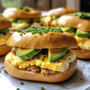 - 4 small bagels, halved - 4 large eggs - 4 slices of sharp cheddar cheese - 4 slices of turkey sausage - 1 ripe avocado, thinly sliced - 2 tablespoons unsalted butter - Salt and freshly cracked pepper to taste - Fresh chives, finely chopped The bagel breakfast sliders are simple yet tasty. You can find small bagels in most stores. I love using fresh, soft bagels. They hold the filling well and add a nice crunch. Large eggs bring protein and creaminess. Using sharp cheddar cheese gives a punch of flavor that melts perfectly. Turkey sausage adds a savory touch. If you prefer pork sausage, that works too! Avocado is a must for me. It adds creaminess and healthy fats. Choose a ripe avocado, as it spreads easily. For seasoning, I use unsalted butter for cooking. It adds richness without being too salty. Don’t forget salt and freshly cracked pepper to season the eggs! Chives add a lovely pop of color and flavor to the sliders. This combination creates a delightful breakfast treat. For the full recipe, check out the steps in the next section! Start by melting 1 tablespoon of butter in a skillet over medium heat. Watch for the butter to bubble slightly. This means it’s ready. Now, add the turkey sausage slices to the hot skillet. Cook them for about 3-4 minutes on each side. Look for a golden brown color to know they are done. Once cooked, set the sausages aside on a plate. Next, crack the eggs into the same skillet. You can fry them sunny-side up or scramble them. Season the eggs with salt and freshly cracked pepper. Cook the eggs for about 3-4 minutes. You want the egg whites fully set. During the last minute, add a slice of cheddar cheese on each egg. Let the cheese melt nicely. While the eggs are cooking, toast the bagel halves. You can use a toaster or a separate skillet. Aim for a beautiful golden brown color. This step adds a nice crunch to your sliders. To build your sliders, lay a slice of turkey sausage on the bottom half of each toasted bagel. Next, place the cheesy egg on top of the sausage. Add a few slices of ripe avocado for extra creaminess. Finally, cover each stack with the top half of the bagel. Using the same skillet, melt the remaining tablespoon of butter. Carefully place the assembled sliders in the pan. Toast them for about 2 minutes on each side until they are crispy and golden. Before serving, sprinkle freshly chopped chives on top for extra flavor and color. Enjoy your delicious Bagel Breakfast Sliders! For the full recipe, check the details above. To fry eggs well, use a non-stick skillet. Heat the pan first, then add butter. Crack the eggs gently to avoid broken yolks. For sunny-side eggs, cook until the whites are firm. If you prefer scrambled, whisk them before adding to the skillet. To toast bagels for the best texture, slice them evenly. Use a toaster or a skillet with medium heat. Keep an eye on them to avoid burning. Toasting adds a nice crunch and enhances flavor. For seasonings, use salt and freshly cracked pepper. They bring out the egg's rich taste. You can also add a dash of garlic powder or smoked paprika for extra depth. When it comes to toppings, avocado adds creaminess. Chives provide a fresh kick. You can also try adding hot sauce for a spicy twist. Always think about balance in flavors and textures. For plating, stack sliders high on a decorative platter. Add extra chives on top for color. Include a small bowl of fresh fruit beside them for a vibrant breakfast spread. Pair these sliders with a side of crispy hash browns or a light salad. This adds variety and makes your meal feel complete. You can also serve with coffee or fresh juice for a perfect start to your day. For the full recipe, see the section above. {{image_4}} You can easily change the proteins in your Bagel Breakfast Sliders. Instead of turkey sausage, try crispy bacon or savory ham. Both options add great flavor and texture. For a lighter choice, use turkey bacon. If you want to skip dairy, there are many dairy-free cheese options. Look for brands that melt well, like cashew or almond cheese. They work beautifully in this recipe. Adding spices can change the whole taste of your sliders. A sprinkle of paprika adds warmth, while garlic powder gives a lovely kick. You can also try chili flakes for some heat. Don't forget about the bagels! Using different types can enhance your meal. An everything bagel adds a burst of flavor, while an onion bagel brings a unique twist. If you are vegetarian or vegan, you can adapt this recipe easily. Replace the turkey sausage with a plant-based sausage or sautéed mushrooms. For the eggs, try using tofu or chickpea flour to create a scramble. If gluten is an issue, look for gluten-free bagels. Many brands offer tasty options that work great in this recipe. Your sliders will still be delicious and satisfying! For the full recipe, check out the Bagel Breakfast Sliders section. To keep your Bagel Breakfast Sliders fresh, store them in the refrigerator. Place the sliders in an airtight container. They stay good for about three days. Make sure they cool down before sealing the container. This helps prevent sogginess. Reheat them in a skillet or microwave before serving. If you want to save them for later, you can freeze the sliders. Wrap each slider in plastic wrap. Then, place them in a freezer bag. This prevents freezer burn. They can last up to three months in the freezer. To reheat, take them out and let them thaw in the fridge overnight. For best results, heat them in a skillet on medium heat. This keeps the bagels crispy. You can also microwave them, but the texture may change. Enjoy your delicious Bagel Breakfast Sliders any time! You can change the fillings and toppings to fit your taste. Here are some ideas: - Use bacon or ham instead of turkey sausage. - Swap sharp cheddar for pepper jack or mozzarella. - Try adding spinach or arugula for extra greens. - Top with salsa or hot sauce for a kick. - Add sliced tomatoes or pickles for crunch. Yes, you can prepare these sliders ahead of time. Here’s how: - Cook the sausage and eggs early and store them in the fridge. - Assemble the sliders before serving, or keep the components separate. - For best taste, eat them within 2 days of prep. Each slider has about 300 calories. They offer protein from eggs and turkey sausage. The avocado adds healthy fats, while the bagels provide carbs for energy. You can buy bagels at most grocery stores or bakeries. Look for fresh bagels in the bakery section. You can also find them in the freezer aisle. Making these sliders takes about 10 minutes to prep and 10 minutes to cook. In total, you need around 20 minutes. Absolutely! Here are some other tasty combinations: - Try using smoked salmon with cream cheese. - Use scrambled tofu for a vegan option. - Add sautéed mushrooms and bell peppers for added flavor. - Experiment with different cheeses like feta or goat cheese. For the full recipe, check out the complete instructions above. In this article, we explored how to make delicious Bagel Breakfast Sliders. We covered the main ingredients, like bagels, eggs, and turkey sausage. I shared step-by-step instructions for cooking and assembling these tasty treats. You can use various tips for cooking techniques and customization options. Feel free to swap ingredients based on your tastes and needs. Enjoy cooking and impressing others with your tasty sliders!