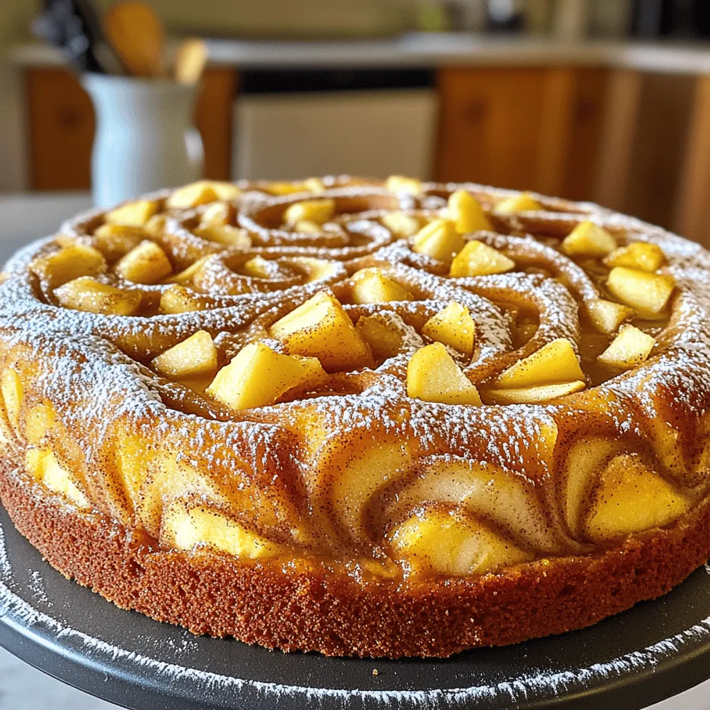 - 2 cups all-purpose flour - 1 ½ teaspoons baking powder - ½ teaspoon baking soda - 1 teaspoon ground cinnamon - ½ teaspoon salt - ¾ cup unsalted butter, softened to room temperature - 1 cup granulated sugar - 2 large eggs - 1 teaspoon pure vanilla extract - 1 cup buttermilk, at room temperature - 2 large Granny Smith apples, peeled, cored, and diced - 1 tablespoon brown sugar for topping - Extra ground cinnamon for dusting First, set your oven to preheat at 350°F (175°C). Next, grab a 9x13 inch baking pan. Grease it with butter, then dust it lightly with flour. This keeps the cake from sticking. In a medium bowl, whisk the all-purpose flour, baking powder, baking soda, ground cinnamon, and salt. This mixes your dry ingredients well. Now, in a large bowl, cream the softened butter and granulated sugar. Use an electric mixer on medium speed until it’s light and fluffy. This takes about 3-4 minutes. Then, add the eggs one at a time, mixing well after each. Finally, stir in the pure vanilla extract. Now, take your dry mix and add it to the butter-sugar blend. Do this slowly, alternating with the buttermilk. Start and end with the dry mix. Mix just until combined. Don’t overmix. Gently fold in the diced apples using a spatula. This spreads the apple pieces evenly in the batter. Pour the batter into your prepared baking pan. Use a spatula to smooth the top. In a small bowl, mix the brown sugar with a sprinkle of extra ground cinnamon. Spread this topping over the batter before baking. Place the pan in the oven and bake for 30-35 minutes. The cake is done when a toothpick inserted into the center comes out clean. Enjoy making your Easy Cinnamon Apple Cake! For the complete recipe, check out the Full Recipe. To make your Easy Cinnamon Apple Cake truly special, focus on texture. - Avoiding overmixing: Mix just until ingredients blend. Overmixing creates a dense cake. - Using room temperature ingredients: Bring butter, eggs, and buttermilk to room temp. This helps the batter mix smoothly. Choosing the right apples makes a big difference. - Tips for selecting apples: Go for Granny Smith or Honeycrisp apples. They add the right balance of tartness and sweetness. - Variations in spices: Experiment with nutmeg or cardamom for unique flavors. A little dash can change everything! If you want to switch things up, try different fruits. - Using peaches or pears: These fruits bring a juicy sweetness. Dice them just like the apples. - Incorporating nuts like walnuts or pecans: Add nuts to the batter for crunch. They pair well with the soft cake. You can make this cake fit different diets. - Gluten-free flour options: Substitute regular flour with a gluten-free blend. This still gives you a fluffy cake. - Lower sugar alternatives: Use applesauce or a sugar substitute to cut down on sugar. The cake stays moist and tasty. For the complete baking experience, check out the Full Recipe for all the steps! To store your Easy Cinnamon Apple Cake on the countertop, let it cool completely. Use a clean, airtight container. Place a piece of wax paper between the cake and lid to keep it fresh. This method keeps the cake moist for up to three days. If you notice any hard edges, simply slice them off before serving. For long-term storage, freeze the cake. First, let it cool completely. Wrap it tightly in plastic wrap. Then, add a layer of aluminum foil for extra protection. This method helps keep flavors fresh for up to three months. When you’re ready to enjoy it, thaw the cake overnight in the fridge. For quicker thawing, leave it at room temperature for about two hours. Once thawed, enjoy as is or warm it slightly in the oven. Easy Cinnamon Apple Cake lasts about three days at room temperature. If you freeze it, it can last for three months. Absolutely! You can use any apple you enjoy. Honeycrisp, Fuji, or Golden Delicious all work well. Each type adds a unique flavor to your cake. Check for doneness by inserting a toothpick into the center. If it comes out clean, the cake is ready. The edges should also begin to pull away slightly from the pan. Yes, you can make this cake a day ahead. Once cooled, store it in an airtight container. This gives the flavors time to meld and can enhance the taste. {{image_4}} This Easy Cinnamon Apple Cake uses simple ingredients you can find in your kitchen. Here’s what you need: - 2 cups all-purpose flour - 1 ½ teaspoons baking powder - ½ teaspoon baking soda - 1 teaspoon ground cinnamon - ½ teaspoon salt - ¾ cup unsalted butter, softened - 1 cup granulated sugar - 2 large eggs - 1 teaspoon pure vanilla extract - 1 cup buttermilk, at room temperature - 2 large Granny Smith apples, peeled and diced - 1 tablespoon brown sugar (for topping) - Extra ground cinnamon for dusting To make this cake, begin by preheating your oven to 350°F (175°C). Grease a 9x13 inch baking pan. In one bowl, mix the dry ingredients: flour, baking powder, baking soda, cinnamon, and salt. In another bowl, cream the butter and sugar until fluffy. Then add the eggs and vanilla. Next, combine the dry mix with the wet mix, alternating with buttermilk. Gently fold in the apples. Pour the batter into the pan and sprinkle with brown sugar and cinnamon. Bake for 30-35 minutes. Enjoy the delightful aroma as it bakes! Once done, let it cool before serving. For more details, check the [Full Recipe]. In this blog post, we explored how to create an Easy Cinnamon Apple Cake. We discussed key ingredients like flour, sugar, and Granny Smith apples. We also covered steps like mixing and baking to ensure a delicious outcome. Remember to select fresh apples and avoid overmixing for the best texture. Baking can be a joy, and this cake is a simple way to share warmth with others. Try the variations we mentioned to make it your own. Enjoy your baking adventure!