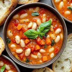 To make this creamy vegan tomato white bean stew, gather these key ingredients: - 1 tablespoon extra virgin olive oil - 1 medium onion, finely diced - 3 cloves garlic, minced - 2 medium carrots, peeled and diced - 1 red bell pepper, diced - 1 can (14 oz) crushed tomatoes - 1 can (15 oz) white beans (either cannellini or great northern), drained and rinsed - 2 cups vegetable broth - 1 cup canned coconut milk - 1 teaspoon dried basil - 1 teaspoon dried oregano - Salt and freshly ground black pepper, to taste - Fresh basil leaves for garnishing These ingredients work together to create a rich and hearty dish. - Olive oil: Healthy fats support heart health. - Onion: Provides antioxidants and adds flavor. - Garlic: Boosts the immune system and adds depth. - Carrots: Packed with vitamins and adds sweetness. - Red bell pepper: High in vitamin C and adds color. - Crushed tomatoes: Rich in lycopene, good for heart health. - White beans: Great source of protein and fiber. - Vegetable broth: Low-calorie and adds savory flavor. - Coconut milk: Provides creaminess and healthy fats. - Basil and oregano: Add flavor and have anti-inflammatory properties. - Salt and pepper: Enhance overall taste. - Fresh basil: Freshens the dish and adds aroma. These ingredients not only make a delicious stew but also pack a nutritious punch. You can easily swap ingredients to meet dietary needs: - Olive oil: Use avocado oil for a different flavor. - White beans: Substitute with chickpeas for a different texture. - Coconut milk: Almond milk can replace it for fewer calories. - Vegetable broth: Use homemade broth for better flavor. - Red bell pepper: Zucchini or spinach can add different textures. These substitutions keep the stew tasty while catering to various diets. For the full recipe, check the earlier section. To start, gather your ingredients. You will need: - 1 tablespoon extra virgin olive oil - 1 medium onion, finely diced - 3 cloves garlic, minced - 2 medium carrots, peeled and diced - 1 red bell pepper, diced - 1 can (14 oz) crushed tomatoes - 1 can (15 oz) white beans, drained and rinsed - 2 cups vegetable broth - 1 cup canned coconut milk - 1 teaspoon dried basil - 1 teaspoon dried oregano - Salt and freshly ground black pepper, to taste - Fresh basil leaves for garnishing Chop the onion, garlic, carrots, and red bell pepper. This helps the stew cook evenly. In a large pot, warm the olive oil over medium heat. Add the diced onion and sauté for 3–4 minutes. The onion should turn soft and fragrant. Next, mix in the minced garlic, diced carrots, and red bell pepper. Sauté for another 5–7 minutes until these veggies soften. Now, pour in the crushed tomatoes, white beans, and vegetable broth. Add the dried basil and oregano. Stir everything well to mix the flavors together. Increase the heat slightly and let it simmer for about 15 minutes. Stir occasionally so nothing sticks. After 15 minutes, lower the heat and stir in the coconut milk. This will make the stew creamy. Let it simmer for an extra 5–10 minutes, allowing the flavors to blend. Taste the stew and add salt and pepper as needed. For a deeper taste, allow the stew to simmer longer. Fresh herbs can enhance the flavor, so add a few sprigs of basil while cooking. Serve the stew in deep bowls, garnished with fresh basil leaves. This not only looks great but adds a fresh taste. For the full recipe, refer back to the Creamy Vegan Tomato White Bean Stew section. Enjoy your delicious creation! When making creamy vegan tomato white bean stew, avoid overcooking your vegetables. Cook them just until soft. If you cook them too long, they can lose their flavor and texture. Also, remember to use low-sodium vegetable broth to control salt levels. If you rush adding the coconut milk, it might curdle. Stir it in gently and let it heat slowly. Lastly, don’t skip tasting! Always adjust salt and pepper for the best flavor. If your stew is too thick, add a bit more vegetable broth or water. Stir well and heat until warm. For a thicker stew, let it simmer longer without a lid. This helps some liquid evaporate. If you want a creamier texture, blend a portion of the stew. Use an immersion blender directly in the pot. This adds a nice, smooth touch without losing the chunky goodness. To boost flavor, consider adding a splash of lemon juice or a teaspoon of balsamic vinegar. These add brightness. If you like spice, add red pepper flakes or diced jalapeños. You can also stir in fresh or dried herbs like thyme or rosemary for extra depth. For a protein boost, mix in some cooked quinoa or lentils. Enjoy customizing your stew! For the complete recipe, check the Full Recipe section. {{image_4}} You can easily switch up the protein in this stew. Instead of white beans, try using lentils. They cook fast and add a nice texture. Chickpeas are another great choice. They have a hearty bite and blend well with the creamy sauce. Tofu can also work well. Just cube it and add it in during cooking for a protein boost. Seasonal veggies can make this stew even better. In spring, try adding asparagus or peas for a fresh twist. In summer, zucchini or corn adds sweetness and color. Fall brings great options like sweet potatoes and squash. These veggies not only add flavor but also pack in extra nutrients. Just make sure to adjust cooking times as needed. Herbs can really change the flavor of your stew. If you love a fresh taste, add parsley or cilantro. For a bit of heat, consider fresh thyme or rosemary. If you want a more earthy flavor, try sage or dill. Mix and match to find your favorite blend. Each herb will give your stew a unique flair. For the complete recipe, check the [Full Recipe]. To store your creamy vegan tomato white bean stew, let it cool down first. Place it in an airtight container. This will help keep it fresh. Store it in the fridge. It will last for about 3 to 5 days. If you want to enjoy it later, freezing is a great option. To freeze the stew, use a freezer-safe container. Leave some space at the top for expansion. It can stay in the freezer for up to 3 months. Make sure to label the container with the date. This helps you keep track of how long it's been frozen. When you are ready to enjoy your stew again, thaw it in the fridge overnight. You can reheat it on the stove over low heat. Stir it often to avoid burning. If it seems too thick, add a splash of vegetable broth or water. This will help bring back its creamy texture. You can also use a microwave if you are in a hurry. Just heat it in short bursts, stirring in between. Enjoy your delicious stew! Yes, you can make this stew ahead of time. It tastes even better the next day! Store it in an airtight container in the fridge for up to three days. You can also freeze it for longer storage. Just thaw it overnight in the fridge when you're ready to eat. Heat it gently on the stove before serving. The flavors will meld and become richer, making each bite delightful. Absolutely! This creamy vegan tomato white bean stew is gluten-free. All the ingredients, from the beans to the coconut milk, are safe for a gluten-free diet. Always check labels of store-bought items like vegetable broth, just to be sure. You can enjoy this stew without worrying about gluten. This stew pairs well with many options. A slice of crusty bread is perfect for dipping. You can also serve it with a fresh salad for a light meal. Cooked grains like quinoa or rice add heartiness too. Feel free to get creative with sides. Each option enhances the stew's rich flavors, making your meal even more enjoyable. For the full recipe, check out the steps mentioned above. This blog post covers how to make a creamy vegan tomato white bean stew. You learned about key ingredients and their health benefits. I shared tips on cooking and avoiding common mistakes. You also saw variations, storage instructions, and answers to your questions. In summary, this stew is easy, healthy, and delicious. Enjoy experimenting with ingredients and flavors. You can make it your own!