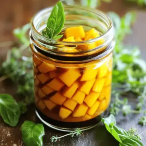 To make a Peach Honey Dijon Balsamic Vinaigrette, you need: - 1 ripe peach, peeled and diced into small chunks - 2 tablespoons pure honey (preferably local) - 1 tablespoon Dijon mustard - 1/4 cup high-quality balsamic vinegar - 1/2 cup extra virgin olive oil - Sea salt and freshly cracked black pepper, to taste - Optional: A handful of fresh herbs like basil or thyme Using fresh, ripe peaches makes a big difference. They add sweetness and a lovely texture. Local honey enhances the flavor and supports local beekeepers. Choose a balsamic vinegar that is thick and rich. The olive oil should be extra virgin for the best taste. Always use fresh herbs for that vibrant touch. If you can't find ripe peaches, you can use nectarines or apricots. Maple syrup is a great substitute for honey if you want a vegan option. For a milder taste, use yellow mustard instead of Dijon. Any good quality vinegar can work, but balsamic gives the best result. If you don't have olive oil, avocado oil is a nice alternative. This vinaigrette works well with many dishes and is easy to make. For the full recipe, check the earlier section! Start with a ripe peach. The peach needs to be sweet and juicy. Peel the peach and slice it into small chunks. This helps it blend smoothly. Fresh peaches add flavor and a nice texture. If peaches are out of season, you can use frozen ones. Just thaw them first. Now, take your blended peach chunks and put them into a blender. Add two tablespoons of honey for sweetness. Next, add one tablespoon of Dijon mustard for a slight kick. Then, pour in a quarter cup of balsamic vinegar. This gives the dressing a rich taste. Blend everything together on medium speed. You want a smooth and creamy mix. With the blender running on low, slowly add half a cup of extra virgin olive oil. This helps create a thick, creamy texture. It’s important to drizzle it in slowly. This step forms a perfect emulsion. Once mixed, taste the vinaigrette. Add sea salt and black pepper to your liking. If you want more flavor, add finely chopped fresh herbs. These add a lovely aroma. Pulse the blender briefly to mix in the herbs. Once done, pour the vinaigrette into a clean jar. Shake well before serving. This Peach Honey Dijon Balsamic Vinaigrette pairs wonderfully with salads or grilled veggies. It’s a simple way to boost any dish! For more details, check the Full Recipe. Finding the right flavor balance is key with Peach Honey Dijon Balsamic Vinaigrette. Start with the peach. A ripe peach gives a sweet, fresh note. The honey adds more sweetness but also depth. Dijon mustard brings a nice spice that balances the sweetness. The balsamic vinegar adds acidity, cutting through the richness of the olive oil. Together, these ingredients create a lovely harmony. You can serve this vinaigrette in many ways. Drizzle it over fresh greens for a bright salad. It works well on grilled vegetables, adding a sweet and tangy touch. You can also use it as a dip for crusty bread. It brings out the bread's flavor. Remember, the vinaigrette tastes best when served fresh. Peach Honey Dijon Balsamic Vinaigrette pairs beautifully with many dishes. Try it on a spinach salad with goat cheese and walnuts. The vinaigrette enhances the cheese's creaminess. It also goes well with grilled chicken, bringing a fruity twist to the meal. For a fun snack, use it as a dipping sauce for veggies. The mix of flavors makes every bite enjoyable. If you want to explore more, check out the Full Recipe for more ideas. {{image_4}} You can change up the fruit in this vinaigrette. Try using ripe mango or juicy strawberries. These fruits will add their own sweet twist. Pineapple is another great choice, giving a tropical flair. Each fruit brings its unique flavor, making your dressing more exciting. Herbs can really boost the flavor of your vinaigrette. Fresh basil adds a sweet, aromatic note that pairs well with peaches. Try thyme for a more earthy taste. You can even use mint for a refreshing kick. Just chop them finely and blend them in. This simple step elevates your vinaigrette to new heights. You can easily change the sweetness or acidity to fit your taste. If you like it sweeter, add more honey. For a tangy kick, increase the balsamic vinegar. Taste as you go to find the right balance. This makes the vinaigrette truly your own. You can enjoy it on salads, grilled veggies, or even as a dipping sauce. Check out the full recipe to explore all the delicious possibilities! To keep your Peach Honey Dijon Balsamic Vinaigrette fresh, use a clean jar. Make sure it has a tight lid. This helps prevent air from spoiling the flavors. Store it in the fridge right after you make it. Always give it a good shake before using. This mixes the ingredients well. When stored properly, this vinaigrette lasts about one week in the fridge. The flavors may change a bit as it sits. However, the taste should still be delicious. If you notice any strange smells or changes in color, it's best to toss it. Always trust your senses when it comes to food safety. Don’t let leftover vinaigrette go to waste! You can use it in many ways. Drizzle it over grilled vegetables or use it as a marinade for chicken. It also works well on salads or as a dip for bread. Be creative with it! Each use can give your meals a fresh twist. For the full recipe, check out the instructions above. To make this vinaigrette, gather your ingredients. You need fresh peaches, honey, Dijon mustard, balsamic vinegar, olive oil, salt, and pepper. Start by blending the diced peach, honey, mustard, and vinegar. Mix until smooth. Then, slowly add olive oil while blending. This creates a rich emulsion. Season with salt and pepper. If you want, add fresh herbs for extra flavor. Pour into a jar and shake before serving. This method ensures a creamy and tasty vinaigrette. For the complete process, check the Full Recipe. Yes, you can use canned peaches. However, fresh peaches give the best flavor. Canned peaches may alter the taste slightly. If using canned peaches, choose those in juice, not syrup. Drain them well before blending. This keeps the vinaigrette from being too sweet. Adjust the honey based on the sweetness of the canned fruit. It can still be delicious! This vinaigrette works well with many dishes. It’s great on fresh salads with mixed greens. Try it on grilled vegetables for a tasty twist. It also makes a wonderful dip for bread. Drizzle it over roasted chicken or fish for added flavor. You’ll find it enhances the taste of each dish. Enjoy experimenting with your favorite meals! In this blog post, we covered the key ingredients for a delicious Peach Honey Dijon Balsamic Vinaigrette. You learned how to prepare fresh peaches and blend them for the perfect emulsion. I shared tips on flavor balance and how to store leftovers. Remember, you can change up the recipe with different fruits and herbs. This vinaigrette adds a fresh twist to many dishes. Enjoy experimenting with flavors and making it your own!